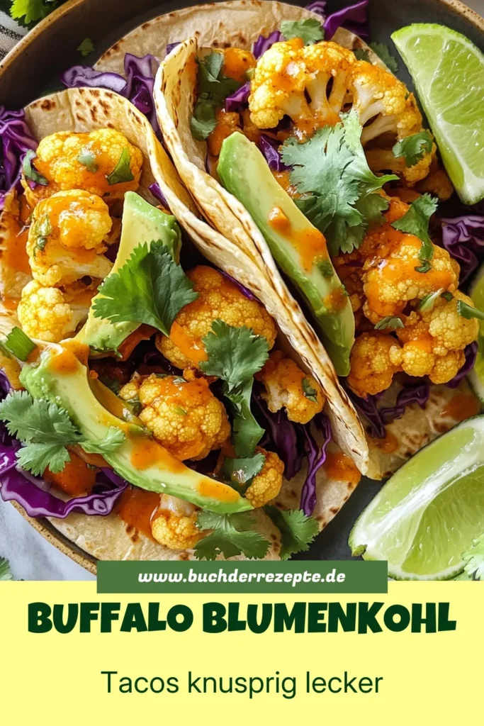 Entdecke das leckere Rezept für Buffalo Blumenkohl Tacos! Diese veganen Tacos sind nicht nur ein Genuss, sondern auch gesund. Verwandele Blumenkohl in ein köstliches Gericht mit unserer einfachen Taco Füllung, perfekt gewürzt mit Buffalo Sauce. Ideal für ein schnelles Abendessen oder eine gesunde Mahlzeit! Probiere dieses vegane Tacos Rezept und teile deine Kreation! #BuffaloBlumenkohlTacos #VeganeTacosRezept #GesundeBlumenkohlgerichte #BuffaloSauceRezepte