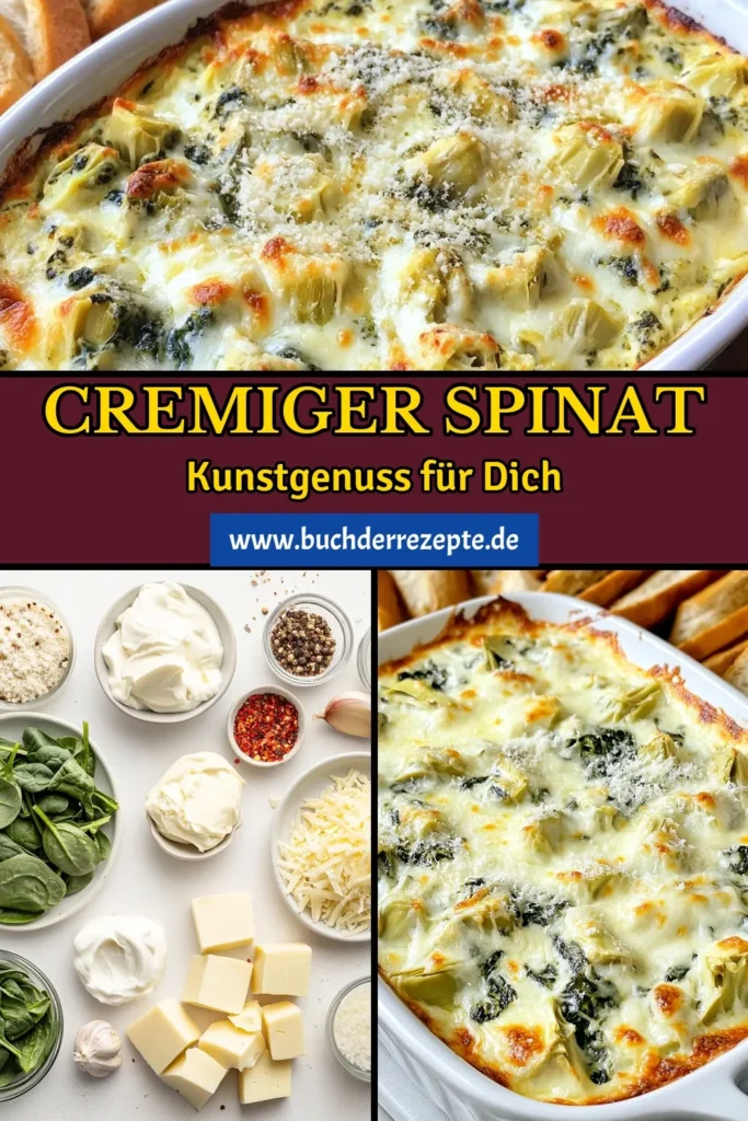 Erleben Sie den cremigen Genuss mit diesem cremigen Spinat-Artischocken Dip! Ideal als Appetizer, ist unser Artischocken Frischkäse Rezept eine köstliche Wahl für jede Gelegenheit. Probieren Sie diesen Spinat Käse Auflauf und überzeugen Sie sich selbst. Dieses vegetarische Dip Rezept ist einfach zuzubereiten und perfekt für Partys. Holen Sie sich das Rezept und genießen Sie herzhaften Genuss! Jetzt speichern und nachkochen! #CremigerDip #VegetarischeRezepte #SpinatArtischocken #AuflaufLiebe