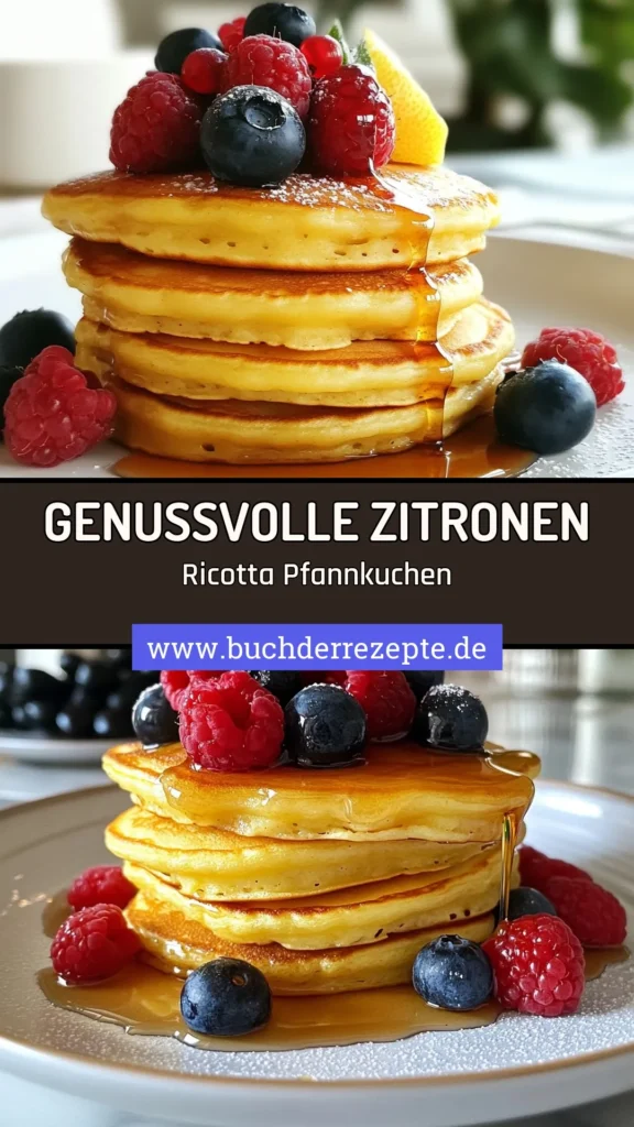 Entdecken Sie die köstlichen Zitronen Ricotta Pfannkuchen – eine perfekte Kombination aus frischen Zitrusfrüchten und cremigem Ricotta! Dieses einfache Pfannkuchen Rezept ist nicht nur ein gesundes Frühstück Rezept, sondern auch eine großartige Möglichkeit, den Tag zu beginnen. Servieren Sie diese Pfannkuchen mit frischen Beeren und Ahornsirup für ein genussvolles Erlebnis. Probieren Sie es aus und speichern Sie es für später! #ZitronenRicottaPfannkuchen #PfannkuchenMitRicotta #GesundesFrühstück #EinfachePfannkuchenRezepte