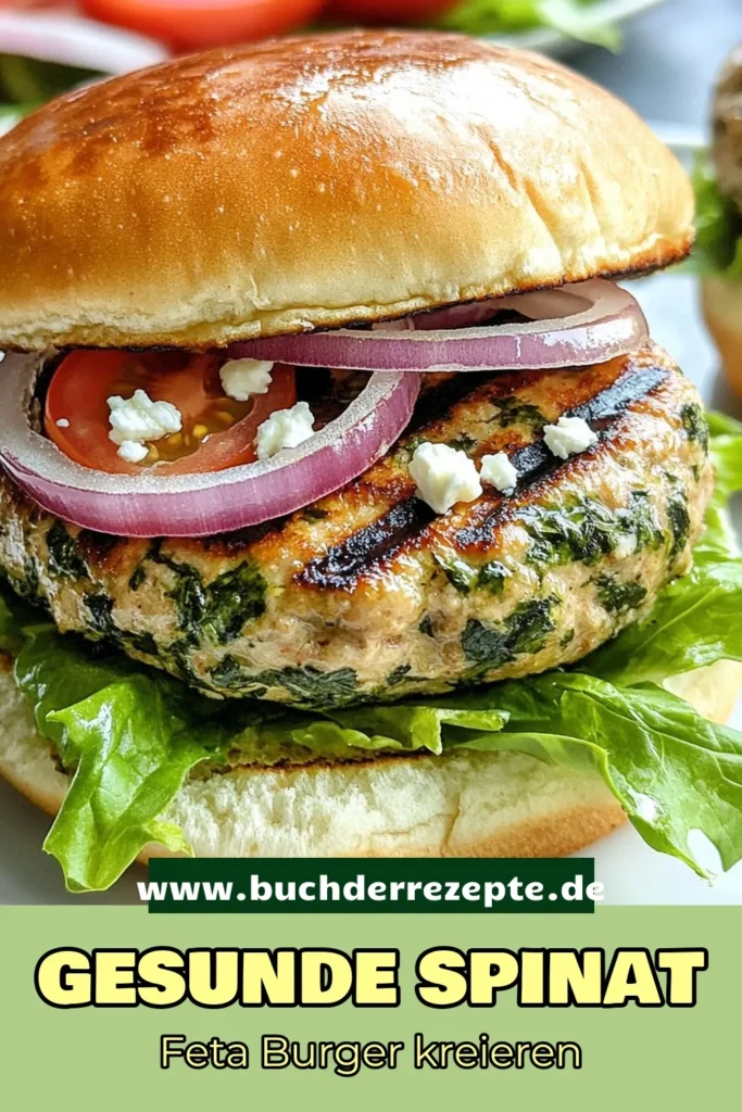 Entdecken Sie dieses köstliche Putenburger Rezept für Spinat-Feta-Burger! Diese gesunden Burger mit Spinat vereinen mageres Putenhackfleisch und würzigen Feta für ein mediterranes Geschmackserlebnis. Perfekt für Grillabende oder schnelle Familienessen. Überraschen Sie Ihre Lieben mit diesen leckeren Burger mit Feta und Spinat. Jetzt ausprobieren und genießen! #SpinatFetaBurger #PutenburgerRezept #gesundeBurger #mediterraneBurger