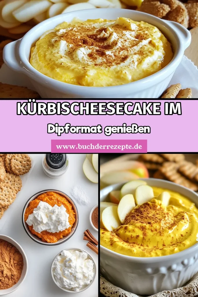 Entdecken Sie unser köstliches Halloween-Dip Rezept: den Kürbis-Cheesecake-Dip! Dieser einfache Kürbis-Dip kombiniert Frischkäse und Kürbispüree für einen unwiderstehlichen Aufstrich, der perfekt zu Zimtkeksen und Apfelscheiben passt. Ideal für Ihre Halloween-Feiern! Probieren Sie dieses Rezept mit Zimtkeksen und zaubern Sie ein tolles Dessert, das alle begeistern wird. Speichern Sie es jetzt! #KürbisCheesecakeDip #HalloweenRezept #FrischkäseKürbisAufstrich #KürbisDip