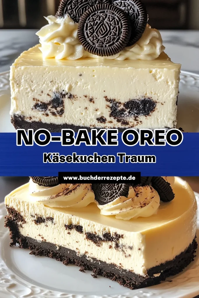 Entdecke unser einfaches No-Bake Oreo-Käsekuchen Rezept! Dieser dekadente Oreo Käsekuchen ohne Backen ist der perfekte Genuss für alle Dessertliebhaber. Mit nur wenigen Zutaten zauberst du einen himmlisch cremigen Käsekuchen mit Oreo, der deine Gäste beeindrucken wird. Probiere unser Rezept aus und erlebe die Freude an diesem einfachen, aber köstlichen Dessert! Ideal für jede Gelegenheit! #OreoKäsekuchen #NoBakeDesserts #Käsekuchen #DessertRezepte