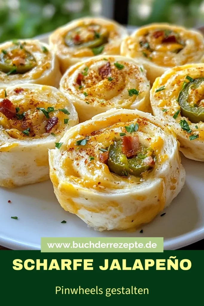 Entdecke das Rezept für köstliche Jalapeño Popper Pinwheels, das perfekte scharfe Fingerfood für deine nächste Party! Diese Tortilla Snacks mit cremigem Frischkäse und würzigen Jalapeños sind einfach zuzubereiten und begeistern jeden. Ideal als einfache Partygerichte. Lass dir dieses Frischkäse Jalapeño Rezept nicht entgehen. Probiere es jetzt aus und teile deine Kreation! #Fingerfood #Partyrezepte #Snacks #JalapeñoPopperPinwheels