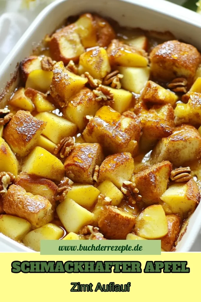 Entdecken Sie unser köstliches Apfel-Zimt Auflauf Rezept, das perfekt für ein herzhaftes Frühstück ist! Dieser Französische Toast Auflauf kombiniert saftige Äpfel und warmen Zimt mit zarten Brioche-Würfeln für ein unvergessliches Geschmackserlebnis. Ideal für ein entspanntes Wochenende oder besondere Anlässe. Bereiten Sie diesen himmlischen Frühstücksauflauf Rezept zu und genießen Sie ihn mit Ahornsirup. Speichern Sie es für later! #Frühstücksauflauf #ApfelZimt #BriocheAuflauf #ÄpfelundZimtRezept