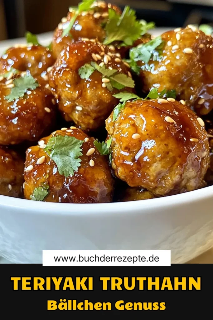Entdecken Sie die köstlichen Teriyaki Truthahnmeatballs – gesunde Fleischbällchen, die einfach zuzubereiten sind! Diese leckeren Truthahn Fleischgerichte kombinieren mageres Fleisch mit Panko Semmelbröseln für die perfekte Konsistenz. Ideal für eine schnelle Mahlzeit oder als Partygericht! Erleben Sie, wie einfach Teriyaki Rezepte sein können! Speichern Sie dieses Rezept und bringen Sie Abwechslung in Ihre Küche! #TeriyakiTruthahn #Fleischbällchen #Panko #EinfacheRezepte