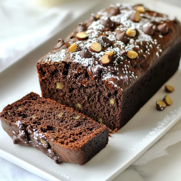 Um dieses feuchte und schokoladige Zucchinibrot zu machen, benötigst du einige wichtige Zutaten. Hier sind die Hauptzutaten: - 1 Tasse geriebene Zucchini (ca. 1 mittelgroße Zucchini) - 1 Tasse Weizenmehl - 1/2 Tasse Kakaopulver - 1/2 Teelöffel Natron - 1/2 Teelöffel Backpulver - 1/4 Teelöffel Salz - 1/2 Tasse Zucker - 1/4 Tasse brauner Zucker, gepackt - 1/2 Tasse Pflanzenöl - 2 große Eier - 1 Teelöffel Vanilleextrakt - 1/2 Tasse halbbitterschokoladenstückchen - 1/4 Tasse gehackte Walnüsse oder Pekannüsse (optional) Diese Zutaten bilden die Basis für ein schmackhaftes Brot. Die Zucchini sorgt für Feuchtigkeit, während die Schokolade einen reichhaltigen Geschmack gibt. Die genauen Messungen sind wichtig für deinen Erfolg. Wenn du keine Zucchini hast, kannst du auch Karotten verwenden. Sie geben eine ähnliche Feuchtigkeit. Du kannst Weizenmehl durch Dinkelmehl ersetzen, um den Nährwert zu erhöhen. Für die Süße kannst du auch Honig oder Agavendicksaft verwenden. Beachte, dass sich die Konsistenz des Teigs ändern kann, wenn du alternative Süßstoffe nutzt. Wähle frische Zucchini aus. Sie sollte fest und glänzend sein. Wenn du Schokolade kaufst, achte auf einen hohen Kakaoanteil. Dies gibt deinem Brot einen tiefen, schokoladigen Geschmack. Verwende hochwertige Vanilleextrakte. Diese Zutaten beeinflussen den Geschmack deines Brotes stark. Wenn du Nüsse hinzufügst, wähle frische, ungesalzene Nüsse für den besten Geschmack. Mit diesen Zutaten und Tipps bist du bereit, ein köstliches Double Chocolate Zucchini Bread zu backen. {{ingredient_image_2}} Heize deinen Ofen auf 175°C vor. Fette eine Kastenform mit Butter ein oder lege sie mit Backpapier aus. Das hilft beim Entformen des Brotes später. Nimm eine mittelgroße Schüssel. Gib die geriebene Zucchini, Zucker, braunen Zucker, Pflanzenöl, Eier und Vanilleextrakt hinein. Rühre die Zutaten gut zusammen. Achte darauf, dass alles gut vermischt ist. In einer separaten Schüssel vermischst du das Weizenmehl, Kakaopulver, Natron, Backpulver und Salz. Rühre alles gründlich, bis keine Klumpen mehr vorhanden sind. Füge die trockenen Zutaten schrittweise zur feuchten Mischung hinzu. Rühre vorsichtig, bis alles gerade so gemischt ist. Übermische den Teig nicht, um ein zartes Brot zu erhalten. Hebe die Schokoladenstückchen und Nüsse vorsichtig unter. Gieße den Teig in die vorbereitete Form und glätte die Oberseite. Backe das Brot für 50-60 Minuten. Stecke einen Zahnstocher in die Mitte, um zu testen, ob es fertig ist. Lass das Brot 10 Minuten in der Form abkühlen. Danach lege es auf ein Kuchengitter, um vollständig auszukühlen. Schneide das Brot und serviere es warm oder bei Zimmertemperatur. Bestäube es mit Puderzucker oder serviere es mit Schlagsahne für einen extra Genuss. Ein häufiger Fehler ist, die Zucchini nicht genug zu entwässern. Die Feuchtigkeit kann das Brot matschig machen. Reibe die Zucchini und drücke sie leicht aus, um überschüssiges Wasser zu entfernen. Achte darauf, die trockenen und feuchten Zutaten gut zu mischen, ohne zu übermischen. Das sorgt für eine zarte Textur. Die ideale Temperatur für das Backen ist 175°C. Backe das Brot zwischen 50 und 60 Minuten. Überprüfe mit einem Zahnstocher, ob es fertig ist. Ein paar feuchte Krümel sind in Ordnung, aber der Zahnstocher sollte nicht nass sein. Lass das Brot nach dem Backen etwa 10 Minuten in der Form abkühlen. Das hilft, die Form zu halten. Du kannst dein Zucchinibrot mit verschiedenen Zutaten aufpeppen. Füge zusätzlich Nüsse oder Trockenfrüchte wie Rosinen hinzu. Eine Prise Zimt kann auch gut passen und den Geschmack vertiefen. Experimentiere mit verschiedenen Schokoladensorten, um deinen eigenen Twist hinzuzufügen. Pro Tipps Zucchini gut abtropfen lassen: Wenn Sie die geriebene Zucchini abtropfen lassen, verhindern Sie, dass das Brot zu feucht wird und verbessern die Textur. Kakaopulver von guter Qualität verwenden: Ein hochwertiges Kakaopulver sorgt für einen intensiveren Schokoladengeschmack, der das Brot noch köstlicher macht. Variationen ausprobieren: Experimentieren Sie mit verschiedenen Nüssen oder Trockenfrüchten, um dem Brot eine persönliche Note zu verleihen. Richtig lagern: Bewahren Sie das Zucchinibrot in einem luftdichten Behälter auf, um die Frische zu erhalten und die Haltbarkeit zu verlängern. {{image_4}} Wenn Sie den Zucker reduzieren möchten, probieren Sie die folgenden Tipps. Verwenden Sie weniger Zucker oder ersetzen Sie ihn durch Apfelmus. Apfelmus macht das Brot süß und feucht. Sie können auch Stevia oder Honig verwenden, um die Süße zu balancieren. Um Ihr Zucchinibrot noch interessanter zu machen, fügen Sie Nüsse oder Trockenfrüchte hinzu. Walnüsse oder Pekannüsse geben einen tollen Crunch. Rosinen oder getrocknete Cranberries bringen eine süße Note. Achten Sie darauf, die Zutaten gleichmäßig im Teig zu verteilen. Für eine glutenfreie Version verwenden Sie Mandelmehl oder eine glutenfreie Mehlmischung. Diese Mehle haben unterschiedliche Texturen, also passen Sie die Menge an Flüssigkeit an. Glutenfreies Brot kann etwas trockener sein, also achten Sie auf die Backzeit. Egal, für welche Variation Sie sich entscheiden, das Ergebnis bleibt lecker und schokoladig! Um die Frische deines Double Chocolate Zucchini Brotes zu bewahren, lege es in einen luftdichten Behälter. So bleibt es saftig und lecker. Du kannst es auch in Frischhaltefolie wickeln. Lagere das Brot bei Raumtemperatur, wenn du es innerhalb von ein paar Tagen essen willst. Wenn du es länger aufbewahren möchtest, stelle es in den Kühlschrank. Das Brot kann so bis zu einer Woche frisch bleiben. Wenn du dein Zucchini Brot für längere Zeit aufbewahren willst, friere es ein. Lass es zuerst ganz abkühlen. Schneide es in Scheiben für einfaches Portionieren. Wickel jede Scheibe in Frischhaltefolie und lege sie in einen Gefrierbeutel. Beschrifte den Beutel mit dem Datum. So bleibt es bis zu drei Monate frisch. Zum Auftauen lege die Scheiben einfach in den Kühlschrank oder bei Raumtemperatur. Das Zucchini Brot schmeckt am besten warm. Du kannst es im Ofen auf 175°C (350°F) für etwa 10 Minuten aufwärmen. Alternativ kannst du auch einen Toaster verwenden. Wenn du einen Mikrowellenofen nutzt, erwärme eine Scheibe für 15-20 Sekunden. Achte darauf, es nicht zu überhitzen, damit es nicht trocken wird. So genießt du das leckere, schokoladige Aroma in voller Pracht! Double Chocolate Zucchini Bread bleibt frisch für etwa 3 bis 5 Tage. Lagern Sie es in einem luftdichten Behälter. So bleibt es saftig. Wenn Sie es länger aufbewahren möchten, frieren Sie es ein. So bleibt der Geschmack erhalten. Ja, gefrorene Zucchini funktioniert gut. Lassen Sie sie einfach auftauen und gut abtropfen. Die Flüssigkeit kann den Teig zu feucht machen. Achten Sie darauf, die Zucchini gut zu pressen. Wenn Ihr Brot zu feucht ist, könnte es an zu viel Zucchini liegen. Reduzieren Sie die Menge beim nächsten Mal. Auch das Übermischen kann zu viel Feuchtigkeit erzeugen. Achten Sie darauf, nur bis zur Vermischung zu rühren. Um Double Chocolate Zucchini Bread vegan zu machen, ersetzen Sie die Eier. Verwenden Sie zum Beispiel 1/4 Tasse Apfelmus pro Ei. Auch pflanzliche Milch kann das Rezept anpassen. Nutzen Sie veganes Öl, um den Geschmack zu bewahren. Das Double Chocolate Zucchini Bread ist eine leckere und einfache Wahl. Wir haben die wichtigsten Zutaten, den Backprozess und Tipps aufgezeigt. Häufige Fehler sind leicht zu vermeiden, wenn man aufmerksam ist. Variationen wie zuckerreduziert oder glutenfrei machen das Rezept noch spannender. Richtig lagern ist wichtig, damit das Brot frisch bleibt. Jetzt bist du bereit, dein eigenes leckeres Brot zu backen. Lass deiner Kreativität freien Lauf und genieße jeden Bissen!