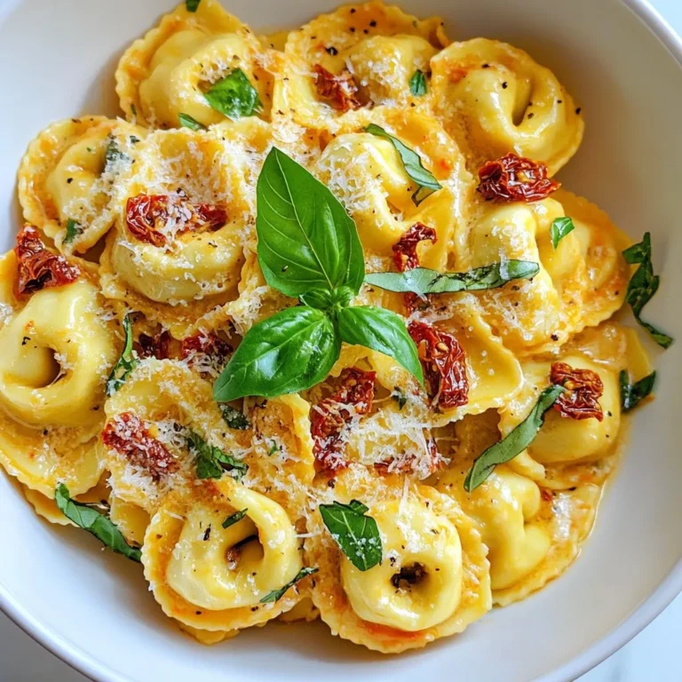 Für das köstliche Rezept benötigst du folgende Zutaten: - 1 Packung (250 g) Käse-Tortellini - 240 ml Schlagsahne - 120 g getrocknete Tomaten, grob gehackt - 2 Knoblauchzehen, fein gehackt - 60 g geriebener Parmesan - 1 Esslöffel Olivenöl - 1 Teelöffel italienische Kräuter - Salz und Pfeffer nach Geschmack - Frisches Basilikum, zur Dekoration Frische Zutaten machen das Gericht lebendig. Verwende frische Kräuter für einen besseren Geschmack. Getrocknete Tomaten haben einen intensiven Geschmack. Sie geben der Sauce eine tolle Tiefe. Achte darauf, die getrockneten Tomaten gut zu hacken. So verteilen sie sich gleichmäßig in der Sauce. Schlagsahne sorgt für eine cremige Konsistenz. Du kannst sie auch durch Creme Fraîche ersetzen, wenn du magst. Wenn du keine Käse-Tortellini findest, kannst du andere Sorten verwenden. Auch Spinat-Tortellini passen gut zu dieser Sauce. Für eine leichtere Option kannst du fettarme Sahne nehmen. Veganer können Soja- oder Hafercreme nutzen. Parmesan kann durch einen veganen Käse ersetzt werden. So bleibt das Gericht pflanzlich. Frisches Basilikum gibt dem Gericht eine schöne Farbe und Frische. Verwende es gerne auch als Garnitur. {{ingredient_image_2}} Um die Tortellini zuzubereiten, bringe zuerst einen großen Topf mit leicht gesalzenem Wasser zum Kochen. Du kannst das Wasser mit etwas Salz würzen. Koche die Tortellini gemäß den Anweisungen auf der Verpackung. Achte darauf, dass sie al dente sind. Das dauert in der Regel etwa 3 bis 5 Minuten. Wenn sie fertig sind, gieße sie in ein Sieb ab und stelle sie beiseite. Jetzt kommt der spannende Teil – die Sauce! Erhitze eine große Pfanne bei mittlerer Hitze und füge 1 Esslöffel Olivenöl hinzu. Sobald das Öl heiß ist, gib die fein gehackten Knoblauchzehen hinein. Brate sie etwa 1 Minute lang an. Der Knoblauch gibt der Sauce einen tollen Geschmack. Danach füge die grob gehackten getrockneten Tomaten und 1 Teelöffel italienische Kräuter hinzu. Koche alles für etwa 2 Minuten. Jetzt gieße 240 ml Schlagsahne in die Pfanne. Lass die Sauce sanft köcheln und eindicken. Das dauert etwa 3 bis 4 Minuten. Rühre 60 g geriebenen Parmesan ein, bis er schmilzt und die Sauce schön cremig wird. Schmecke die Sauce mit Salz und Pfeffer ab. Füge nun die gekochten Tortellini zur Pfanne mit der Sauce hinzu. Wende sie vorsichtig, damit sie gleichmäßig mit der Sauce bedeckt sind. Koche alles für weitere 2 Minuten, damit alles gut heiß wird. Nimm die Pfanne dann vom Herd. Garniere das Gericht mit frischem Basilikum. Dein cremiges Tortellini-Gericht ist jetzt bereit zum Servieren! Um die Sauce perfekt cremig zu machen, achte auf die Schlagsahne. Sie sollte frisch und nicht zu lange geöffnet sein. Lass die Sauce vorsichtig köcheln, aber koche sie nicht zu lange. So bleibt sie glatt und lecker. Wenn die Sauce zu dick ist, kannst du etwas Nudelwasser hinzufügen. Das hilft, die richtige Konsistenz zu erreichen. Klumpen im Parmesan sind ein häufiges Problem. Um das zu vermeiden, reibe den Käse frisch. Vorgefertigter Parmesan neigt dazu, Klumpen zu bilden. Füge den Käse langsam zur Sauce hinzu. Rühre gut um, damit er gleichmäßig schmilzt. Wenn du Klumpen bemerkst, kannst du die Sauce kurz pürieren, um sie wieder glatt zu machen. Falls du Reste hast, lass die Tortellini abkühlen. Lege sie in einen luftdichten Behälter. So bleiben sie frisch. Im Kühlschrank sind sie etwa drei Tage haltbar. Wenn du sie länger aufbewahren möchtest, friere sie ein. Achte darauf, sie in Portionen zu verpacken. So kannst du sie leicht auftauen und genießen. Pro Tipps Die richtige Tortellini: Wähle frische oder gefrorene Tortellini für den besten Geschmack und die beste Textur. Sie sind oft geschmackvoller als die getrocknete Variante. Getrocknete Tomaten einweichen: Wenn du die getrockneten Tomaten für mindestens 30 Minuten in heißem Wasser einweichst, wird ihr Geschmack intensiver und ihre Textur weicher. Variationen: Füge zusätzliches Gemüse wie Spinat oder Zucchini hinzu, um das Gericht noch gesünder und bunter zu gestalten. Parmesan richtig verwenden: Verwende frisch geriebenen Parmesan für einen intensiveren Geschmack anstelle von bereits geriebenem Käse aus der Packung. {{image_4}} Für eine vegane Version der Sauce kannst du die Schlagsahne durch Kokosmilch oder Hafercreme ersetzen. Beide Optionen geben der Sauce eine cremige Konsistenz. Nutze außerdem Hefeflocken anstelle von Parmesan. Sie geben einen ähnlichen Geschmack und sind nahrhaft. Diese Alternativen machen dein Gericht leicht und lecker. Du kannst die Tortellini aufpeppen, indem du Gemüse hinzufügst. Spinat ist eine großartige Wahl, da er schnell gart und gut schmeckt. Zucchini ist ebenfalls eine tolle Option. Schneide die Zucchini in kleine Stücke und koche sie zusammen mit den getrockneten Tomaten. Das fügt Farbe und Nährstoffe hinzu. Du kannst auch Erbsen oder Brokkoli verwenden, um mehr Vielfalt zu schaffen. Für mehr Protein kannst du Hähnchen oder Garnelen hinzufügen. Koche das Hähnchen zuerst in der Pfanne, bis es durch ist. Schneide es dann in Stücke und mische es mit der Sauce. Bei Garnelen brate sie einfach mit dem Knoblauch an, bevor du die anderen Zutaten hinzufügst. Diese Ergänzungen machen das Gericht sättigender und noch schmackhafter. Bewahre deine cremigen Tortellini in einem luftdichten Behälter auf. So bleiben sie frisch. Stelle sicher, dass der Behälter gut verschlossen ist. Im Kühlschrank halten sie sich etwa 3 bis 4 Tage. Wenn du sie länger aufbewahren möchtest, ist das Einfrieren eine gute Option. Für die Lagerung im Gefrierschrank, lege die Tortellini in einen gefriergeeigneten Behälter. Achte darauf, die Luft so gut wie möglich zu entfernen. So vermeidest du Gefrierbrand. Die Tortellini können bis zu 3 Monate eingefroren werden. Beschrifte den Behälter mit dem Datum, damit du weißt, wann du sie eingefroren hast. Um die Tortellini aufzuwärmen, gibt es zwei einfache Methoden. Du kannst sie entweder in der Mikrowelle oder auf dem Herd erhitzen. Für die Mikrowelle, lege sie in eine Schüssel und füge einen Esslöffel Wasser hinzu. Decke die Schüssel ab und erhitze sie in kurzen Intervallen. Rühre zwischendurch um. Wenn du die Tortellini auf dem Herd erhitzen möchtest, gib sie in eine Pfanne mit etwas Sahne oder Wasser. Erwärme sie langsam bei mittlerer Hitze und rühre dabei gut um. So bleiben sie cremig und lecker. Reste der cremigen Tortellini sind im Kühlschrank etwa 3 bis 4 Tage haltbar. Bewahre sie in einem luftdichten Behälter auf. Stelle sicher, dass die Tortellini gut abgekühlt sind, bevor du sie einlagerst. So bleiben sie frisch und lecker. Ja, du kannst frische Tortellini verwenden. Sie sind eine tolle Wahl für dieses Rezept. Frische Tortellini brauchen weniger Kochzeit. Achte darauf, die Kochzeit auf etwa 2 bis 3 Minuten zu reduzieren. So bleiben sie zart und lecker. Es gibt viele Beilagen, die gut zu cremigen Tortellini passen. Hier sind einige Ideen: - Grüner Salat: Ein einfacher grüner Salat bringt Frische. - Knoblauchbrot: Es ergänzt den cremigen Geschmack. - Röstgemüse: Zucchini oder Paprika machen das Gericht bunt. - Weißwein: Ein Glas Weißwein passt perfekt dazu. Diese Beilagen machen dein Essen noch besser! In diesem Artikel haben wir die wichtigsten Zutaten für Tortellini und deren beste Alternativen besprochen. Wir haben auch eine einfache Schritt-für-Schritt-Anleitung zur Zubereitung gegeben. Die Tipps helfen, die Sauce perfekt zu machen und Klumpen zu vermeiden. Außerdem haben wir Variationen vorgestellt, die für jeden Geschmack passen. In den FAQs finden Sie Antworten auf häufige Fragen zur Aufbewahrung und Haltbarkeit. Kombinieren Sie Ihr Wissen und genießen Sie leckere, selbstgemachte Tortellini!