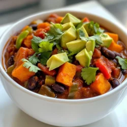 - 2 mittelgroße Süßkartoffeln, geschält und gewürfelt - 1 Dose (425 g) schwarze Bohnen, abgetropft und abgespült - 240 ml Gemüsebrühe Die Süßkartoffeln geben dem Chili eine süße Note. Sie sind nahrhaft und machen das Gericht herzhaft. Schwarze Bohnen sind eine gute Proteinquelle. Sie sorgen für eine tolle Textur. Gemüsebrühe bringt den Geschmack zusammen. - 2 Teelöffel gemahlener Kreuzkümmel - 1 Teelöffel Chilipulver - ½ Teelöffel geräuchertes Paprikapulver Kreuzkümmel gibt dem Chili einen warmen Geschmack. Er passt gut zu den anderen Zutaten. Chilipulver bringt die Schärfe. Füge mehr hinzu, wenn du es schärfer magst. Geräuchertes Paprikapulver gibt ein rauchiges Aroma. Es macht das Gericht noch interessanter. - Frischer Koriander zum Garnieren - 1 Avocado, gewürfelt (zum Servieren) Frischer Koriander bringt Frische ins Gericht. Er sieht auch schön aus. Die Avocado macht das Chili cremiger. Sie rundet den Geschmack perfekt ab. Serviere das Chili in bunten Schalen. Das sieht toll aus und macht Appetit. {{ingredient_image_2}} - Süßkartoffeln schälen und würfeln: Nimm zwei mittelgroße Süßkartoffeln. Schäle sie gründlich und schneide sie in kleine Würfel. Achte darauf, dass alle Würfel gleich groß sind. So garen sie gleichmäßig. - Zwiebel und Paprika hacken: Nimm eine rote Zwiebel und hacke sie fein. Dann nimm eine rote Paprika und schneide sie ebenfalls in kleine Stücke. Diese Zutaten bringen viel Geschmack ins Chili. - Gemüse anbraten: Erhitze einen großen Topf und gib einen Esslöffel Olivenöl hinein. Füge die gehackte Zwiebel und die rote Paprika hinzu. Brate sie etwa fünf Minuten lang an, bis sie weich sind. Der Duft wird dich begeistern! - Zutaten hinzufügen und köcheln lassen: Gib den gehackten Knoblauch, die gewürfelten Süßkartoffeln, die Dose gewürfelte Tomaten und die schwarzen Bohnen in den Topf. Füge nun auch die Gemüsebrühe hinzu. Lass alles aufkochen, dann reduziere die Hitze. Decke den Topf ab und lass das Chili 25 bis 30 Minuten köcheln. Rühre zwischendurch um und füge mehr Brühe hinzu, falls nötig. - Anrichten und garnieren: Nach dem Kochen ist das Chili bereit. Nimm es vom Herd und lass es einige Minuten ruhen. Serviere das Chili heiß in bunten Schalen. Garniere es mit frischem Koriander und gewürfelter Avocado. Ein Limettenviertel auf der Seite bringt zusätzlichen Geschmack. Für Vegetarier und Veganer ist dieses Chili perfekt. Es enthält keine tierischen Produkte. Sie können einfach mehr Gemüse hinzufügen. Zum Beispiel, Zucchini oder Karotten passen gut dazu. Wenn Sie glutenfrei essen, brauchen Sie keine Sorge haben. Die meisten Zutaten sind glutenfrei. Achten Sie nur auf die Brühe und die Gewürze. Überprüfen Sie die Verpackung auf Gluten. Um die Konsistenz Ihres Chilis zu verbessern, können Sie Brühe hinzufügen. Fügen Sie nach Bedarf mehr Gemüsebrühe hinzu, während es kocht. So wird es schön flüssig und lecker. Wenn Sie eine dickere Konsistenz möchten, lassen Sie das Chili länger kochen. Das Wasser verdampft und das Chili wird dicker. Rühren Sie oft um, damit es nicht anbrennt. Die Gewürze machen den Geschmack lebendig. Experimentieren Sie mit anderen Gewürzen. Zum Beispiel, versuchen Sie Oregano oder Thymian. Diese Kräuter geben dem Chili eine neue Note. Frische Kräuter sind auch eine tolle Wahl. Fügen Sie vor dem Servieren frischen Koriander hinzu. Es bringt frische Aromen und eine schöne Farbe ins Gericht. Pro Tipps Variationen der Bohnen: Sie können auch andere Bohnensorten wie Kidneybohnen oder Pinto-Bohnen verwenden, um dem Chili eine andere Textur und Geschmack zu verleihen. Zusätzliche Gewürze: Fügen Sie eine Prise Zimt oder Schokolade hinzu, um dem Chili eine unerwartete Tiefe und Komplexität zu verleihen. Vorsicht bei der Hitze: Wenn Sie es weniger scharf mögen, verwenden Sie milde gewürfelte Tomaten oder reduzieren Sie die Menge an Chilipulver, um die Schärfe anzupassen. Serviervorschläge: Servieren Sie das Chili mit einer Seite von Limettenvierteln und Tortilla-Chips für einen zusätzlichen Crunch und einen erfrischenden Geschmack. {{image_4}} Um das Chili schärfer zu machen, fügen Sie Chili oder Jalapeños hinzu. Diese Zutaten bringen Hitze und Geschmack. Sie können frische oder getrocknete Chili verwenden. Passen Sie die Menge an, um die gewünschte Schärfe zu erreichen. Wenn Sie es noch würziger wollen, geben Sie etwas mehr Chilipulver hinzu. Diese Variationen machen das Chili aufregend und einzigartig. Das Chili lässt sich leicht mit anderen Gemüsesorten anpassen. Fügen Sie zum Beispiel Erbsen oder Kürbis hinzu. Erbsen bringen eine süße Note, während Kürbis eine cremige Textur gibt. Auch Karotten oder Zucchini sind gute Ergänzungen. Diese Optionen erhöhen die Nährstoffe und den Geschmack. Experimentieren Sie mit dem, was Sie zur Hand haben. Für ein herzhaftes Chili verwenden Sie pflanzliches Hackfleisch. Diese Zutat gibt dem Gericht mehr Substanz und Protein. Es ist eine tolle Option für Vegetarier oder Veganer. Das pflanzliche Hackfleisch nimmt die Aromen gut auf. Kombinieren Sie es mit den anderen Zutaten, um ein sättigendes Essen zu erhalten. Um Ihr Süßkartoffel-Schwarze-Bohnen-Chili frisch zu halten, nutzen Sie luftdichte Behälter. Diese verhindern, dass Luft und Feuchtigkeit eindringen. Sie können das Chili auch in Portionen aufteilen. So haben Sie immer eine schnelle Mahlzeit bereit. Wenn Sie das Chili einfrieren möchten, lassen Sie es zuerst abkühlen. Füllen Sie es dann in gefriergeeignete Beutel oder Behälter. Vergessen Sie nicht, das Datum darauf zu schreiben. So wissen Sie, wie lange es schon im Gefrierfach ist. Im Kühlschrank hält sich das Chili etwa 4 bis 5 Tage. Bewahren Sie es in einem luftdichten Behälter auf. Um den besten Geschmack zu erhalten, essen Sie es schnell. Wenn Sie Reste haben, prüfen Sie den Geruch und das Aussehen. Wenn etwas seltsam aussieht oder riecht, entsorgen Sie es. Nutzen Sie die Reste für schnelle Mittagessen oder Snacks. Sie können das Chili auch in Wraps oder auf einem Salat verwenden. Wenn es Zeit ist, das Chili wieder zu genießen, haben Sie zwei Optionen: Mikrowelle oder Herd. In der Mikrowelle geht es schnell. Geben Sie das Chili in eine mikrowellengeeignete Schüssel. Decken Sie es mit einem Deckel oder einem feuchten Papiertuch ab. Erwärmen Sie es in 1-Minuten-Intervallen, bis es heiß ist. Beim Herd geben Sie das Chili in einen Topf. Erwärmen Sie es bei mittlerer Hitze und rühren Sie oft um. Fügen Sie bei Bedarf etwas Brühe hinzu, um die Konsistenz zu verbessern. Das Chili kann bis zu fünf Tage im Kühlschrank haltbar sein. Um die Haltbarkeit zu verlängern, bewahre es in einem luftdichten Behälter auf. Achte darauf, das Chili gut abzukühlen, bevor du es in den Kühlschrank stellst. Wenn du es länger aufbewahren möchtest, friere es einfach ein. Im Gefrierfach bleibt es bis zu drei Monate frisch. Ja, du kannst das Chili im Voraus zubereiten. Es schmeckt sogar besser, wenn du es einen Tag vorher machst. Lasse es nach dem Kochen abkühlen und fülle es in einen Behälter. Du kannst es dann im Kühlschrank oder Gefrierfach lagern. Wenn du bereit bist zu essen, erwärme es einfach auf dem Herd oder in der Mikrowelle. Ja, das Rezept ist sehr anpassbar. Du kannst zum Beispiel das Gemüse wechseln. Füge Erbsen, Kürbis oder anderes Gemüse hinzu. Auch die Gewürze kannst du nach deinem Geschmack ändern. Magst du es scharf? Füge mehr Chilipulver oder frische Chilis hinzu. Das Chili bleibt immer lecker und sättigend. Dieses Chili-Rezept bietet eine einfache und köstliche Möglichkeit, nahrhafte Zutaten zu nutzen. Wir haben Süßkartoffeln und schwarze Bohnen verwendet, gewürzt mit Kreuzkümmel und Paprika. Du kannst es leicht an deine Diät anpassen und mit frischen Kräutern garnieren. Experimentiere mit Gewürzen oder anderem Gemüse für mehr Vielfalt. Denke daran, wie bequem es ist, Chili vorzubereiten und im Voraus zu lagern. Probiere dieses Rezept aus und genieße jede leckere Bisse!