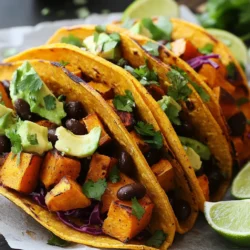 - 2 mittelgroße Süßkartoffeln, geschält und gewürfelt - 1-2 Chipotle-Paprika in Adobosoße, fein gehackt - 8 kleine Maistortillas Die Süßkartoffeln sind die Hauptzutat. Sie bringen Süße und eine weiche Textur. Chipotle-Paprika sorgt für die richtige Schärfe. Die Maistortillas sind perfekt, um die Füllung zu halten. - 1 Esslöffel Olivenöl - 1 Teelöffel geräuchertes Paprikapulver - ½ Teelöffel gemahlener Kreuzkümmel - ½ Teelöffel Knoblauchpulver - Salz und Pfeffer nach Geschmack Das Olivenöl hilft, die Süßkartoffeln zu rösten. Geräuchertes Paprikapulver gibt einen tiefen Geschmack. Kreuzkümmel und Knoblauchpulver bringen Wärme. Salz und Pfeffer runden alles ab. - 1 Tasse schwarze Bohnen, abgetropft und abgespült - 1 Avocado, in Scheiben geschnitten - ½ Tasse rote Kohlscheiben, dünn geschnitten - Frische Korianderblätter zum Garnieren - Limettenviertel zum Servieren Die schwarzen Bohnen fügen Protein hinzu. Avocado bringt Cremigkeit. Roter Kohl sorgt für Knackigkeit und Farbe. Koriander und Limetten geben den Tacos einen frischen Kick. {{ingredient_image_2}} Heize den Ofen auf 200°C vor. Dies ist wichtig, damit die Süßkartoffeln gleichmäßig garen. Ein vorgeheizter Ofen sorgt für die perfekte Röstung. Schäle und würfle zwei mittelgroße Süßkartoffeln. Gib sie in eine große Schüssel. Füge einen Esslöffel Olivenöl, einen Teelöffel geräuchertes Paprikapulver, einen halben Teelöffel Kreuzkümmel, einen halben Teelöffel Knoblauchpulver und 1–2 fein gehackte Chipotle-Paprika hinzu. Diese geben den Tacos die nötige Schärfe. Mische alles gut, bis die Süßkartoffeln gleichmäßig bedeckt sind. Lege die Mischung auf ein Backblech mit Backpapier. Röste die Süßkartoffeln für 25–30 Minuten, bis sie zart und leicht karamellisiert sind. Vergiss nicht, sie einmal zur Hälfte durchzurühren. Während die Süßkartoffeln rösten, erhitze acht kleine Maistortillas. Nutze eine trockene Pfanne bei mittlerer Hitze. Erhitze jede Tortilla etwa 30 Sekunden auf jeder Seite. Sie sollen warm und geschmeidig werden. Nimm eine erwärmte Tortilla und fülle sie mit einigen Esslöffeln der gerösteten Süßkartoffeln. Lege dann schwarze Bohnen, Avocadoscheiben und rote Kohlscheiben darauf. Garnieren kannst du die Tacos mit frischen Korianderblättern. Träufle kurz vor dem Servieren Limettensaft darüber. Serviere die Tacos mit zusätzlichen Limettenvierteln an der Seite. Um die besten Süßkartoffeln zu haben, röstet man sie bei 200°C. Die Röstzeit beträgt 25 bis 30 Minuten. Achte darauf, dass du die Süßkartoffeln einmal während des Röstens umdrehst. So werden sie schön gleichmäßig gar. Wenn sie zart und leicht karamellisiert sind, sind sie perfekt für die Tacos. Die Chipotle-Paprika gibt den Tacos ihre besondere Schärfe. Du kannst die Menge der Paprika nach deinem Geschmack anpassen. Wenn du es gerne milder magst, benutze nur eine Paprika. Für mehr Schärfe kannst du zwei oder sogar mehr verwenden. Denke daran, die Paprika fein zu hacken, damit sich der Geschmack gut verteilt. Für die perfekten Tacos empfehle ich einige leckere Beilagen. Schwarze Bohnen passen gut dazu. Auch Avocado und roter Kohl bringen frischen Geschmack. Du kannst die Tacos mit frischen Korianderblättern garnieren. Ein Spritzer frischer Limettensaft macht alles noch besser. Serviere die Tacos mit Limettenvierteln an der Seite, damit jeder nach Belieben nachsauern kann. Pro Tipps Süßkartoffeln richtig rösten: Achten Sie darauf, die Süßkartoffeln gleichmäßig zu würfeln, damit sie gleichmäßig garen und karamellisieren. Schärfe anpassen: Variieren Sie die Menge der Chipotle-Paprika, um die gewünschte Schärfe zu erreichen. Beginnen Sie mit einer kleinen Menge und probieren Sie die Mischung aus. Frische Zutaten verwenden: Verwenden Sie frische Avocados und Koriander, um den besten Geschmack und die beste Textur in Ihren Tacos zu erzielen. Maistortillas vorbereiten: Erhitzen Sie die Tortillas in einer trockenen Pfanne, um sie weich und geschmeidig zu machen, bevor Sie sie füllen. {{image_4}} Sie können die Tacos leicht anpassen. Eine tolle Option ist, die schwarzen Bohnen durch Kichererbsen zu ersetzen. Diese Hülsenfrüchte sind proteinreich und geben den Tacos einen anderen Biss. Wenn Sie vegan leben, sind alle Zutaten in diesem Rezept bereits geeignet. Fügen Sie zusätzliche Füllungen hinzu, um die Tacos interessanter zu machen. Gegrilltes Gemüse wie Zucchini oder Paprika passt wunderbar. Auch frische Salsa oder eingelegte Zwiebeln bringen einen frischen Geschmack. Wenn Sie es cremig mögen, probieren Sie eine Cashew-Creme oder einen pflanzlichen Joghurt. Experimentieren Sie mit verschiedenen Tortillas oder Wraps. Vollkorn- oder Spinattortillas bieten mehr Nährstoffe. Sie können auch weiche Wraps verwenden, um die Tacos noch einfacher zu machen. Wenn Sie glutenfrei sind, probieren Sie Reis- oder Maiswraps. Um die Tacos frisch zu halten, lege sie in einen luftdichten Behälter. Du kannst sie im Kühlschrank für bis zu drei Tage lagern. Achte darauf, die Tacos nicht zu stapeln. So bleiben sie knusprig. Wenn du die Tacos später essen möchtest, decke sie gut ab. So vermeidest du, dass sie austrocknen. Wenn du Füllung übrig hast, bewahre sie in einem separaten Behälter auf. Die Füllung bleibt frisch für etwa vier Tage im Kühlschrank. Du kannst die Reste auch in Salaten oder als Beilage verwenden. Mische sie mit etwas Joghurt oder Quark für einen leckeren Dip. Um die Tacos wieder aufzuheizen, lege sie für ein paar Minuten in eine heiße Pfanne. Dies macht sie wieder warm und knusprig. Du kannst auch den Ofen benutzen. Lege die Tacos auf ein Blech und erwärme sie bei 180°C für etwa fünf Minuten. So bleibt der Geschmack frisch und lecker. Ja, diese Tacos sind glutenfrei. Die Hauptzutaten, wie Süßkartoffeln und schwarze Bohnen, enthalten kein Gluten. Die Maistortillas sind ebenfalls eine gute glutenfreie Wahl. Achte darauf, dass die Tortillas, die du kaufst, als glutenfrei gekennzeichnet sind. Das sorgt für Sicherheit und Genuss. Du kannst die Tacos im Kühlschrank für bis zu drei Tage aufbewahren. Achte darauf, sie in einem luftdichten Behälter zu lagern. Wenn du die Füllung getrennt von den Tortillas aufbewahrst, bleibt alles frisch. Erwärme die Füllung, bevor du die Tacos wieder zusammensetzt. Ja, es gibt viele Möglichkeiten, Süßkartoffeln zuzubereiten. Du kannst sie auch kochen oder dämpfen. Diese Methoden sind einfach und schnell. Ein weiteres gutes Verfahren ist das Grillen. Das bringt einen rauchigen Geschmack. Experimentiere mit verschiedenen Zubereitungen, um deine Lieblingsmethode zu finden. Tacos mit Süßkartoffeln sind eine leckere Wahl. Wir haben die wichtigsten Zutaten wie Süßkartoffeln, Chipotle-Paprika und Maistortillas besprochen. Du kennst jetzt die Schritte zur Zubereitung und kannst sogar mit verschiedenen Variationen experimentieren. Es gibt auch viele Tipps für die perfekte Zubereitung und Lagerung. Mit diesen einfachen Anleitungen machst du jederzeit köstliche Tacos. Viel Spaß beim Ausprobieren!