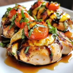 Um ein köstliches Gericht zu machen, brauchen Sie: - 2 große Hähnchenbrüste - 1 Tasse frischer Mozzarella, gewürfelt - 1 Tasse Kirschtomaten, halbiert - 1/2 Tasse frische Basilikumblätter, gehackt - 2 Esslöffel Balsamico-Glasur Diese Zutaten bringen den typischen Caprese-Geschmack in die Hähnchenbrust. Der Mozzarella macht das Gericht cremig, während die Kirschtomaten Frische bringen. Basilikum fügt ein schönes Aroma hinzu. Um das Hähnchen zu würzen, benötigen Sie: - 2 Esslöffel Olivenöl - 1 Teelöffel Knoblauchpulver - 1 Teelöffel italienische Gewürzmischung - Salz und Pfeffer nach Geschmack Olivenöl sorgt für Geschmack und hilft beim Braten. Knoblauchpulver gibt dem Hähnchen eine aromatische Note. Die italienische Gewürzmischung ergänzt die Aromen perfekt. Für die Zubereitung brauchen Sie: - Zahnstochern oder Küchengarn - Eine große ofenfeste Pfanne - Eine Rührschüssel - Ein scharfes Messer Die Zahnstochern oder das Küchengarn sichern die Füllung in der Hähnchenbrust. Eine ofenfeste Pfanne ist wichtig, um das Hähnchen gleichmäßig zu braten und dann zu backen. {{ingredient_image_2}} Zuerst heize deinen Ofen auf 190°C vor. Das sorgt für eine gleichmäßige Hitze. Nimm die Hähnchenbrüste und lege sie auf ein Schneidebrett. Mit einem scharfen Messer schneidest du vorsichtig eine Tasche in jede Brust. Achte darauf, nicht ganz durchzuschneiden. Jetzt ist es Zeit, die Füllung vorzubereiten. In einer Schüssel vermischt du den gewürfelten Mozzarella, die halbierten Kirschtomaten und die gehackten Basilikumblätter. Füge die Balsamico-Glasur hinzu und rühre alles gut um. Dann nimmst du die Mischung und füllst sie gleichmäßig in die Taschen der Hähnchenbrüste. Um die Füllung zu sichern, benutze Zahnstochern oder Küchengarn. So bleibt alles an seinem Platz. Reibe die gefüllten Hähnchenbrüste mit Olivenöl ein. Würze sie mit Knoblauchpulver, italienischen Gewürzen, Salz und Pfeffer. Erhitze eine große ofenfeste Pfanne bei mittlerer bis hoher Hitze. Lege die Hähnchenbrüste hinein und brate sie 3-4 Minuten pro Seite, bis sie goldbraun sind. Danach kommt die Pfanne in den Ofen. Backe die Hähnchen für 20-25 Minuten, bis sie eine Innentemperatur von 75°C erreicht haben. Lass das Hähnchen nach dem Backen 5 Minuten ruhen. Schließlich entferne die Zahnstochern oder das Küchengarn und schneide die Hähnchenbrüste auf. Die köstliche Füllung wird sichtbar und sieht toll aus! Um die perfekte Füllung für deine Caprese-Gefüllte Hähnchenbrust zu machen, achte auf die richtigen Zutaten. Verwende frischen Mozzarella, damit der Käse schön schmilzt. Mische die Kirschtomaten gut unter, damit jeder Bissen Geschmack hat. Frische Basilikumblätter sorgen für einen tollen Duft. Du kannst die Füllung auch etwas würzen, um mehr Geschmack zu bekommen. Beim Garen ist es wichtig, die Hähnchenbrust richtig zu überprüfen. Die Innentemperatur sollte 75°C (165°F) betragen. Benutze ein Fleischthermometer, um sicherzugehen. Brate die Hähnchenbrüste zuerst in der Pfanne, dann backe sie im Ofen. So bekommst du eine knusprige Haut und zartes Fleisch. Lass das Hähnchen nach dem Garen kurz ruhen. So bleibt der Saft im Fleisch. Du kannst die gefüllten Hähnchenbrüste im Voraus zubereiten. Fülle die Hähnchenbrust und sichere sie mit Zahnstochern oder Küchengarn. Bewahre sie abgedeckt im Kühlschrank auf. Du kannst sie bis zu einem Tag vorher machen. Vor dem Garen lasse sie kurz bei Raumtemperatur stehen. So garen sie gleichmäßiger. Pro Tipps Hähnchenbrust gleichmäßig schneiden: Achten Sie darauf, die Tasche in der Hähnchenbrust gleichmäßig und tief genug zu schneiden, damit genug Platz für die Füllung bleibt, ohne dass sie beim Garen herausfällt. Füllung variieren: Experimentieren Sie mit verschiedenen Käsesorten oder Gemüse, um neue Geschmäcker zu kreieren. Zum Beispiel können Sie Feta oder Spinat hinzufügen, um die Füllung interessant zu gestalten. Ruhen lassen: Lassen Sie das Hähnchen nach dem Garen immer ruhen. Das hilft, die Säfte im Fleisch zu halten und macht es saftiger, wenn Sie es anschneiden. Servieren mit Beilagen: Kombinieren Sie die gefüllten Hähnchenbrüste mit einer frischen Beilage wie einem grünen Salat oder geröstetem Gemüse für ein ausgewogenes und geschmackvolles Gericht. {{image_4}} Wenn du eine vegetarische Version der Caprese-Gefüllten Hähnchenbrust zubereiten möchtest, gibt es tolle Optionen. Statt Hähnchen kannst du große Zucchini oder Auberginen verwenden. Schneide sie in der Mitte auf und fülle sie mit der gleichen Kaprese-Mischung. Diese Gemüse sind saftig und nehmen die Aromen gut auf. Du kannst die Käsesorte nach deinem Geschmack anpassen. Statt Mozzarella eignet sich auch Ziegenkäse oder Feta. Diese Käsesorten bringen einen anderen Geschmack und eine neue Textur in das Gericht. Probiere es aus und finde deine Lieblingskombination. Du kannst die Füllung weiter aufpeppen, indem du andere Zutaten hinzufügst. Zum Beispiel, schwarze Oliven oder Spinat passen gut dazu. Auch ein wenig Chili für Schärfe kann spannend sein. Lass deiner Kreativität freien Lauf und entdecke neue Geschmäcker! Wenn Sie Hähnchenbrust übrig haben, lassen Sie sie zuerst abkühlen. Legen Sie die Brust in einen luftdichten Behälter. Dadurch bleibt das Hähnchen frisch und saftig. Es ist wichtig, die Hähnchenbrust innerhalb von zwei Stunden nach dem Kochen zu lagern. So vermeiden Sie Bakterien. Um das Hähnchen wieder zu erwärmen, heizen Sie den Ofen auf 175°C vor. Legen Sie die Hähnchenbrust in eine Auflaufform und decken Sie sie mit Folie ab. Das hilft, die Feuchtigkeit zu halten. Erwärmen Sie das Hähnchen für etwa 15 bis 20 Minuten. Prüfen Sie die Temperatur mit einem Thermometer. Sie sollte mindestens 75°C erreichen. Im Kühlschrank bleibt die gefüllte Hähnchenbrust etwa drei bis vier Tage frisch. Wenn Sie sie länger aufbewahren möchten, können Sie die Hähnchenbrust einfrieren. Wickeln Sie sie gut in Folie ein und legen Sie sie in einen Gefrierbeutel. So hält sie bis zu drei Monate. Denken Sie daran, sie vollständig aufzutauen, bevor Sie sie wieder erhitzen. Das Hähnchen braucht 20 bis 25 Minuten im Ofen. Achte darauf, dass die Innentemperatur 75°C erreicht. So bleibt das Hähnchen saftig und zart. Wenn du keinen Ofenthermometer hast, schneide das Hähnchen an der dicksten Stelle auf. Es sollte ganz durchgegart sein und nicht rosa aussehen. Ja, du kannst die Füllung nach deinem Geschmack ändern. Probiere verschiedene Käsesorten oder füge Spinat hinzu. Auch Oliven oder Artischocken passen gut zur Caprese-Füllung. Lass deiner Kreativität freien Lauf. Das Rezept ist sehr anpassungsfähig und macht Spaß. Absolut! Du kannst die gefüllten Hähnchenbrüste auch auf dem Grill zubereiten. Achte darauf, die Hähnchenbrust in Alufolie einzuwickeln. So bleibt die Füllung beim Grillen sicher drin. Grill sie bei mittlerer Hitze für etwa 25 bis 30 Minuten. Überprüfe regelmäßig die Temperatur, um sicherzustellen, dass sie gut gegart sind. Caprese-gefüllte Hähnchenbrust ist einfach zu machen und lecker. Wir haben die Hauptzutaten betrachtet, Tipps zur Zubereitung und tolle Variationen erkundet. Das richtige Garen sorgt für ein saftiges Ergebnis. Denke daran, dass du die Füllung anpassen kannst, um deinen Geschmack zu treffen. Achte auf die Lagerung und das Wiederaufwärmen, damit nichts verschwendet wird. Jetzt bist du bereit, dieses Gericht zu probieren. Viel Spaß beim Kochen!