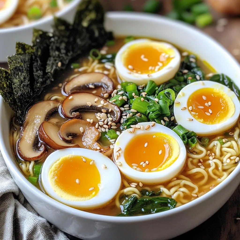 Für Spicy Miso Ramen benötigst du folgende Zutaten: - 4 Tassen Gemüsebrühe - 3 Esslöffel Miso-Paste (rot oder weiß) - 1 Esslöffel Sesamöl - 2 Knoblauchzehen, fein gehackt - 1 kleines Stück Ingwer (ca. 2,5 cm), gerieben - 2 Esslöffel Sojasauce - 2 Teelöffel Chilipaste (nach Geschmack anpassen) - 200 g Ramen-Nudeln - 1 Tasse Shiitake-Pilze, in Scheiben geschnitten - 1 Tasse Babyspinat - 2 weichgekochte Eier (optional) - Sesamsamen, zum Garnieren - Nori-Blätter, zum Garnieren Jede Zutat spielt eine wichtige Rolle. Die Gemüsebrühe gibt die Basis. Miso-Paste bringt den umami Geschmack. Sesamöl fügt einen nussigen Geschmack hinzu. Knoblauch und Ingwer bieten ein tolles Aroma. Wenn du Miso-Paste kaufst, achte auf folgende Marken: - Hikari - Miso Master - Marukome Diese Marken bieten gute Qualität und Geschmack. Miso-Paste kann rot oder weiß sein. Rote Miso-Paste hat einen stärkeren Geschmack. Weiße Miso-Paste ist milder. Wähle die Paste, die dir besser gefällt. Frische Shiitake-Pilze sind ein wichtiger Teil des Rezepts. Achte bei der Auswahl auf diese Punkte: - Die Pilze sollten fest und glatt sein. - Vermeide Pilze mit dunklen Flecken oder einem schleimigen Gefühl. - Frische Pilze haben einen angenehmen, erdigen Duft. Lagere die Pilze im Kühlschrank. Verwende sie innerhalb von ein paar Tagen für den besten Geschmack. Frische Shiitake-Pilze machen deine Ramen noch schmackhafter. {{ingredient_image_2}} Um die Brühe zu machen, erhitze zuerst das Sesamöl in einem großen Topf bei mittlerer Hitze. Füge dann die fein gehackten Knoblauchzehen und den geriebenen Ingwer hinzu. Brate sie etwa eine Minute lang an, bis sie gut duften. Dies bringt tolle Aromen in die Brühe. Jetzt mische die Miso-Paste und die Chilipaste unter. Rühre gut um, damit sich alles verbindet. Lass die Mischung für eine weitere Minute kochen. Das sorgt für einen kräftigen Geschmack. Gieße die Gemüsebrühe und die Sojasauce hinein. Bringe alles sanft zum Köcheln. Füge die in Scheiben geschnittenen Shiitake-Pilze hinzu. Koche sie für etwa 5 bis 7 Minuten, bis sie zart sind. Koche die Ramen-Nudeln nach den Anweisungen auf der Verpackung. Achte darauf, sie al dente zu kochen. Das bedeutet, sie sollten noch etwas Biss haben. Nach dem Kochen gieße die Nudeln ab und stelle sie beiseite. Sobald die Brühe köchelt, füge den Babyspinat hinzu. Lass ihn für eine Minute zusammenfallen. Jetzt ist es Zeit zum Anrichten. Verteile die gekochten Ramen-Nudeln gleichmäßig auf Schalen. Schöpfe die würzige Miso-Brühe über die Nudeln. Wenn du weichgekochte Eier verwendest, halbiere sie und lege sie oben auf die Ramen. Garniere das Gericht mit gehackten Frühlingszwiebeln, Sesamsamen und zerkleinerten Nori-Blättern. Diese Garnituren machen das Gericht noch schmackhafter und schöner. Jetzt kannst du deine Spicy Miso Ramen genießen! Um die perfekte Miso-Brühe zu machen, beginne mit frischen Zutaten. Ich empfehle, frischen Knoblauch und Ingwer zu nutzen. Diese geben der Brühe einen tollen Geschmack. Erhitze das Sesamöl in einem großen Topf. Füge den gehackten Knoblauch und den geriebenen Ingwer hinzu. Lass sie kurz anbraten, bis sie duften. Miso-Paste ist der Star der Brühe. Wähle rote oder weiße Miso-Paste, je nach deinem Geschmack. Rühre die Miso-Paste gut ein. Gieße dann die Gemüsebrühe dazu. Lass die Brühe sanft köcheln. Das macht sie reichhaltig und aromatisch. Die Schärfe ist wichtig in Spicy Miso Ramen. Du kannst die Chilipaste nach deinem Geschmack anpassen. Fang mit zwei Teelöffeln an und probiere die Brühe. Wenn du mehr Schärfe möchtest, füge einfach etwas mehr Chilipaste hinzu. Du kannst auch frische Chilis verwenden, um eine andere Schärfe zu erreichen. Denke daran, dass die Schärfe beim Kochen an Intensität gewinnt. Also sei vorsichtig, wenn du mehr hinzufügst. Frische Kräuter und Gewürze bringen Farbe und Geschmack. Füge frisch gehackte Frühlingszwiebeln oder Koriander als Garnitur hinzu. Diese sorgen für einen frischen Geschmack. Du kannst auch andere Kräuter wie Basilikum oder Minze ausprobieren. Experimentiere mit verschiedenen Gewürzen, um deine Brühe einzigartig zu machen. Zum Beispiel, ein Hauch von Zimt oder Sternanis kann neue Aromen hinzufügen. Sei kreativ und finde deine perfekte Mischung! Pro Tipps Die richtige Miso-Paste wählen: Verwende rote Miso-Paste für einen kräftigeren Geschmack oder weiße Miso-Paste für eine mildere Note. Chilipaste anpassen: Füge die Chilipaste nach Geschmack hinzu, um die Schärfe genau nach deinem Belieben zu gestalten. Frische Zutaten verwenden: Frischer Babyspinat und frische Shiitake-Pilze bringen mehr Geschmack und Nährstoffe in deine Ramen. Garnituren variieren: Experimentiere mit verschiedenen Garnituren wie Frühlingszwiebeln, Bohnenkeimlingen oder sogar Tofu, um die Ramen zu verfeinern. {{image_4}} Spicy Miso Ramen kann leicht angepasst werden. Für eine vegetarische Variante ersetze die Brühe durch Gemüsebrühe. Verwende auch Miso-Paste ohne Fischsoße. Für vegane Optionen lasse die Eier weg und benutze pflanzliche Toppings. Tofu ist eine großartige Wahl. Er gibt Proteine und hat eine tolle Textur. Toppings machen das Gericht lebendig. Probiere frische Frühlingszwiebeln, geröstete Nüsse oder scharfe Chilis. Auch Mais oder Algenblätter sind lecker. Für noch mehr Geschmack kannst du einen Spritzer Limettensaft hinzufügen. Diese kleinen Extras machen dein Ramen noch schmackhafter. Nicht jeder mag Ramen-Nudeln. Du kannst auch andere Nudelsorten nutzen. Reisnudeln sind eine glutenfreie Wahl. Auch Udon-Nudeln sind dick und herzhaft. Diese Alternativen passen gut zur würzigen Brühe. Mit diesen Nudeln schmeckt dein Gericht anders, aber immer noch köstlich. Um Ramen-Nudeln und Brühe frisch zu halten, lagere sie getrennt. Stelle die Brühe in einen luftdichten Behälter. So bleibt der Geschmack stark. Die Nudeln kannst du in der Verpackung lassen oder in einen anderen Behälter geben. Lagere beide im Kühlschrank. Sie sind so bis zu drei Tage gut. Wenn du Zutaten übrig hast, kannst du sie einfrieren. Fülle die Brühe in einen gefrierfesten Behälter. Achte darauf, etwas Platz zu lassen, da die Brühe beim Einfrieren expandiert. Die Ramen-Nudeln kannst du ebenfalls einfrieren. Packe sie in einen Beutel und drücke die Luft heraus. So bleiben sie bis zu zwei Monate haltbar. Restliche Brühe und Zutaten sind perfekt für neue Gerichte. Du kannst die Brühe als Basis für eine Suppe nutzen. Füge einfach Gemüse oder Reis hinzu. Die Ramen-Nudeln kannst du in Salate oder Pfannengerichte einbauen. So schaffst du leckere Mahlzeiten und vermeidest Lebensmittelverschwendung. Spicy Miso Ramen sind im Kühlschrank etwa 2 bis 3 Tage haltbar. Lagere die Brühe und die Nudeln getrennt, um die Textur zu bewahren. Wenn du die Ramen einfrierst, halten sie bis zu einem Monat. Achte darauf, die Ramen gut zu verpacken, um Gefrierbrand zu vermeiden. Ja, du kannst die Brühe im Voraus zubereiten. Bereite sie bis zu zwei Tage vor dem Servieren. Kühl die Brühe schnell ab und stelle sie in den Kühlschrank. Wenn du bereit bist, die Ramen zu essen, erhitze die Brühe einfach wieder. Das spart Zeit und macht die Zubereitung einfacher. Verschiedene Beilagen passen gut zu Spicy Miso Ramen. Hier sind einige empfehlenswerte Optionen: - Gegrilltes Gemüse, wie Zucchini oder Paprika - Frische Kräuter, wie Koriander oder Basilikum - Kimchi für einen scharfen Kick - Frühlingszwiebeln für zusätzlichen Geschmack - Nori-Blätter für Crunch und Farbe Teste diese Beilagen, um dein Essen zu bereichern und neuen Geschmack zu entdecken. Spicy Miso Ramen bietet viel Spaß beim Kochen. Wir haben die Zutaten und Marken erkundet. Außerdem kannst du die Brühe Schritt für Schritt zubereiten. Denke daran, die Schärfe nach deinem Geschmack anzupassen. Von vegetarischen Optionen bis zu Tipps zur Lagerung gibt es vieles zu entdecken. Nutze Reste in anderen Gerichten, um nichts zu verschwenden. Ich hoffe, du probierst das Rezept aus und findest deinen eigenen Lieblingsstil. Ramen macht glücklich!