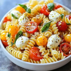 Die Hauptzutaten machen diesen Salat frisch und lecker. Hier sind sie: - 225 g Fusilli oder Penne Pasta - 240 ml Kirschtomaten, halbiert - 240 ml frische Mozzarellakugeln (Bocconcini) - 120 ml frische Basilikumblätter, zerrissen Diese Zutaten sind wichtig für den Geschmack. Die Pasta gibt dir die Basis. Die Kirschtomaten bringen Süße. Mozzarella sorgt für Cremigkeit und Basilikum fügt Frische hinzu. Für das Dressing benötigst du auch einige Gewürze und Öle. Dazu gehören: - 60 ml natives Olivenöl extra - 30 ml Balsamico-Essig - 1 Knoblauchzehe, fein gehackt - Salz und Pfeffer nach Geschmack Das Olivenöl gibt dem Salat einen reichhaltigen Geschmack. Balsamico-Essig bringt Säure und Tiefe. Knoblauch sorgt für einen pikanten Kick. Salz und Pfeffer runden alles ab. Ein tolles zusätzliches Topping sind Pinienkerne. Du brauchst: - 60 ml Pinienkerne, geröstet Diese nussigen Kerne fügen einen knackigen Texturkontrast hinzu. Röste sie in einer Pfanne, um ihren vollen Geschmack zu entfalten. Sie sind nicht notwendig, aber sehr empfehlenswert. {{ingredient_image_2}} Koche die Pasta in einem großen Topf mit gesalzenem Wasser. Bring das Wasser zum Kochen. Füge die Fusilli oder Penne hinzu. Koche sie, bis sie al dente sind. Das dauert etwa 8 bis 10 Minuten. Gieße die Pasta ab und spüle sie unter kaltem Wasser. So stoppst du den Kochprozess. Lass die Pasta beiseite, damit sie abkühlen kann. Nimm eine kleine Schüssel für das Dressing. Gib das native Olivenöl, den Balsamico-Essig und den fein gehackten Knoblauch hinein. Füge Salz und Pfeffer hinzu. Verquirle alles gut. Du willst, dass die Zutaten sich gut vermischen. Das Dressing bringt tollen Geschmack in den Salat. In einer großen Schüssel kommen nun die abgekühlte Pasta, die halbierten Kirschtomaten, die Mozzarellakugeln und die zerrissenen Basilikumblätter. Das sieht schon lecker aus! Gieße das Dressing gleichmäßig darüber. Hebe alles vorsichtig an, damit die Zutaten gut bedeckt sind. Wenn du Pinienkerne verwenden möchtest, ist jetzt der richtige Zeitpunkt. Röste sie in einer trockenen Pfanne bei mittlerer Hitze. Das dauert etwa 3 bis 4 Minuten. Rühre die Pinienkerne häufig um, damit sie nicht anbrennen. Wenn sie goldbraun sind, nimm die Pfanne vom Herd. Lass sie abkühlen und streue sie über den Salat. Lass den Pasta-Salat mindestens 20 Minuten im Kühlschrank. Das hilft, die Aromen gut zu verbinden. So schmeckt der Salat noch besser. Wenn du ihn servierst, kannst du auch frische Basilikumblätter als Garnitur verwenden. Ein Hauch Balsamico-Reduktion macht das Ganze noch eleganter. Die Kochzeit ist wichtig. Für Fusilli oder Penne koche die Pasta etwa 8 bis 10 Minuten. Probiere sie, bevor du sie abgießt. Sie sollte al dente sein. Das bedeutet, sie bleibt fest, aber nicht hart. Nach dem Kochen spüle die Pasta mit kaltem Wasser. So stoppst du den Kochprozess und verhinderst ein Verkleben. Das Dressing macht den Salat besonders. Du kannst die Basis aus Olivenöl und Balsamico-Essig ändern. Probiere Zitronensaft für eine frische Note. Für mehr Geschmack füge Senf oder Honig hinzu. Ein bisschen italienische Kräuter wie Oregano oder Thymian passen auch gut. Mische einfach, bis es dir schmeckt. Um den Salat frisch zu halten, lagere ihn in einem luftdichten Behälter. Stelle sicher, dass du ihn im Kühlschrank aufbewahrst. So bleibt er bis zu drei Tage gut. Wenn du ihn länger aufbewahren möchtest, lasse das Dressing getrennt. Mische es erst kurz vor dem Servieren. So bleibt alles knackig und frisch. Pro Tipps Perfekte Pasta: Um die perfekte Konsistenz zu erreichen, koche die Pasta immer al dente. So bleibt sie beim Mischen mit den anderen Zutaten knackig. Basilikum frisch halten: Um den frischen Geschmack des Basilikums zu bewahren, füge die zerrissenen Blätter erst kurz vor dem Servieren hinzu. Variationen ausprobieren: Experimentiere mit verschiedenen Käsesorten wie Feta oder Ricotta, um dem Salat eine neue Geschmacksrichtung zu verleihen. Dressing anpassen: Je nach Vorliebe kannst du das Verhältnis von Olivenöl und Balsamico-Essig anpassen, um die Säure und den Geschmack des Dressings zu variieren. {{image_4}} Um einen veganen Caprese Pasta Salad zu machen, ersetze den Käse. Statt Mozzarella kannst du Avocado oder Cashew-Creme nehmen. Diese Optionen geben eine cremige Textur. Du kannst auch Hefeflocken hinzufügen. Sie verleihen einen käsigen Geschmack. Verwende frische Kräuter, um den Salat noch lebendiger zu machen. Um mehr Nährstoffe hinzuzufügen, kannst du Proteine einfügen. Kichererbsen sind eine gute Wahl. Sie passen gut zum Salat und machen ihn sättigender. Gegrilltes Hähnchen oder Tofu sind ebenfalls beliebt. Diese Zutaten machen den Salat nahrhafter und leckerer. Saisonale Zutaten bringen frische Aromen. Im Sommer kannst du frische Erbsen oder Zucchini hinzufügen. Im Herbst sind geröstete Kürbisstücke eine tolle Ergänzung. Mit verschiedenen Farben und Texturen sieht der Salat nicht nur gut aus, sondern schmeckt auch besser. Experimentiere mit verschiedenen Zutaten, um deinen perfekten Salat zu finden. Du kannst den Caprese Pasta Salad einfach im Kühlschrank lagern. Nutze einen luftdichten Behälter. So bleibt er frisch. Der Salat sollte innerhalb von drei Tagen gegessen werden. Stelle sicher, dass er gut abgedeckt ist. So vermeidest du, dass er Gerüche von anderen Lebensmitteln aufnimmt. Das Einfrieren des Caprese Pasta Salats ist nicht empfehlenswert. Die frischen Zutaten wie Tomaten und Mozzarella verlieren ihre Textur. Wenn du Reste hast, lagere sie lieber im Kühlschrank. Wenn du den Salat nicht sofort essen kannst, bereite nur so viel wie nötig vor. Der Salat bleibt frisch für etwa drei Tage im Kühlschrank. Achte darauf, ihn gut zu verpacken. Überprüfe immer den Geruch und das Aussehen, bevor du ihn isst. Wenn der Salat seltsam riecht oder die Farbe sich ändert, wirf ihn weg. So bleibst du gesund und genießt die Aromen. Du kannst den Caprese Pasta Salad bis zu zwei Tage im Voraus zubereiten. Das gibt den Aromen Zeit, sich zu verbinden. Lagere ihn in einem luftdichten Behälter im Kühlschrank. Achte darauf, das Dressing erst kurz vor dem Servieren hinzuzufügen. So bleibt die Pasta schön frisch und knackig. Ja, du kannst andere Käsesorten verwenden. Feta oder Ricotta sind tolle Alternativen. Du könntest sogar ein Stück Parmesan hinzufügen. Die Wahl des Käses kann den Geschmack des Salats ganz verändern. Probiere verschiedene Sorten aus, um deine perfekte Mischung zu finden. Wenn du glutenfreie Pasta verwendest, wird der Salat glutenfrei. Es gibt viele gute Optionen aus Reis oder Quinoa. Achte immer auf die Zutatenliste, um sicherzustellen, dass sie keine Gluten enthalten. So kannst du den Salat auch für glutenfreie Freunde genießen. Du kannst den Salat nach deinem Geschmack anpassen. Füge mehr Gemüse wie Gurken oder Paprika hinzu. Auch Oliven oder getrocknete Tomaten passen gut. Wenn du etwas Protein möchtest, sind Hühnchen oder Kichererbsen eine gute Wahl. Sei kreativ und finde deine Lieblingskombination! Der Caprese Pasta Salad ist einfach und lecker. Du hast die Hauptzutaten, Gewürze und die tollen optionalen Pinienkerne kennengelernt. Ich habe dir gezeigt, wie du die Pasta kochen, das Dressing zubereiten und alles anrichten kannst. Außerdem hast du Tipps erhalten, um den Salat frisch zu halten und Variationen auszuprobieren. Denk daran, mit den Zutaten zu spielen und deinen Salat nach deinem Geschmack anzupassen. Mit der richtigen Lagerung bleibt der Salat frisch. Viel Spaß beim Ausprobieren!