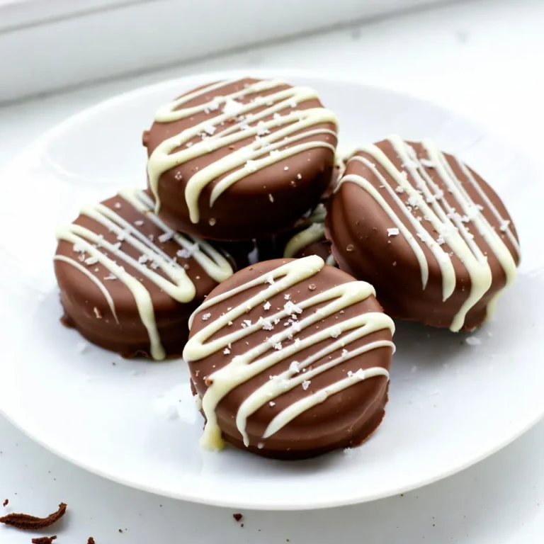 Für diese leckeren schokoladig getauchten Oreos brauchst du: - 1 Packung Oreo-Kekse (ca. 15-18 Kekse) - 300 g Zartbitter-Schokoladenstückchen - 1 Esslöffel Kokosöl (optional für einen glänzenden Finish) - 100 g weiße Schokoladenstückchen (für das Drizzeln) - Meersalz zum Garnieren (optional) Diese Zutaten machen deine Oreos nicht nur schokoladig, sondern auch besonders lecker. Wähle die klassischen Oreo-Kekse für den besten Geschmack. Sie haben die perfekte Mischung aus Schokolade und Creme. Es gibt auch viele Geschmäcker, wie Vanille oder Erdbeere. Aber die klassischen sind am besten für dieses Rezept. Wenn du etwas Neues ausprobieren willst, nutze die Thin Crisps. Sie sind dünner und knuspriger, was einen tollen Kontrast zur Schokolade bietet. Du kannst auch Milchschokolade verwenden, wenn du es süßer magst. Sie wird die Oreos sanft umhüllen und ihnen einen anderen Geschmack geben. Für die weiße Schokolade gibt es auch viele Sorten. Du kannst sogar aromatisierte weiße Schokolade wählen, wie Erdbeere oder Karamell. Das bringt einen interessanten Twist zu deinen Oreos. Wenn du auf Zucker verzichten möchtest, gibt es zuckerfreie Schokoladenstückchen. Diese sind eine gute Wahl für gesündere Snacks. {{ingredient_image_2}} Um die Schokolade vorzubereiten, nehme eine mikrowellengeeignete Schüssel. Füge 300 g Zartbitter-Schokoladenstückchen hinzu. Wenn du einen glänzenden Look magst, füge auch 1 Esslöffel Kokosöl hinzu. Erhitze die Mischung in der Mikrowelle in 30-Sekunden-Intervallen. Rühre gut um, bis die Schokolade schmilzt und glatt aussieht. Pass auf, dass du die Schokolade nicht überhitzt. Sie soll schön flüssig sein. Bereite ein Backblech mit Backpapier vor. Das Backpapier hilft, die Oreos später leicht abzunehmen. Lege es einfach auf die Arbeitsfläche. Du wirst etwa 15 bis 18 Oreos verwenden, also genug Platz lassen. Achte darauf, dass das Backpapier gut liegt, damit die Oreos nicht kleben bleiben. Jetzt kommt der spaßige Teil! Nimm eine Gabel und tauche jeden Oreo in die geschmolzene Schokolade. Achte darauf, dass der Keks vollständig bedeckt ist. Lasse die überschüssige Schokolade abtropfen. Lege den Oreo vorsichtig auf das Backblech. Wiederhole diesen Schritt für alle Oreos. Wenn du fertig bist, stelle das Backblech für etwa 15 bis 20 Minuten in den Kühlschrank. So wird die Schokolade fest. Während die Oreos kühlen, kannst du die weiße Schokolade vorbereiten. Schmelze die weißen Schokoladenstückchen auf die gleiche Art wie die dunkle Schokolade. Gib sie in einen Spritzbeutel. Nach dem Kühlen drizziere die weiße Schokolade über die Oreos. Nach dem Drizzeln kannst du die Oreos wieder in den Kühlschrank stellen, damit alles gut aushärtet. Ein häufiger Fehler ist, die Schokolade zu überhitzen. Wenn die Schokolade klumpig wird, ist sie nicht mehr gut. Um dies zu vermeiden, erhitze die Schokolade in kurzen Intervallen. Rühre gut um, um gleichmäßige Wärme zu gewährleisten. Ein weiterer Fehler ist, die Oreos nicht vollständig zu bedecken. Tauche jeden Keks gut ein, um einen schönen Glanz zu erhalten. Wenn die Schokolade zu dick ist, füge etwas Kokosöl hinzu. Ein glänzendes Finish macht deine Oreos besonders. Verwende Kokosöl in der Schokolade, um den Glanz zu erhöhen. Achte darauf, dass die Schokolade nicht zu kalt ist, wenn du die Oreos eintauchst. Das sorgt dafür, dass die Schokolade gleichmäßig aufträgt. Nach dem Eintauchen, lasse die Oreos kurz stehen, bevor du sie kühlst. So kann die Schokolade leicht antrocknen und wird schön glänzend. Du kannst die Oreos mit verschiedenen Füllungen anpassen. Probiere die klassischen Oreo-Kekse, oder verwende die mit Erdbeergeschmack. Für einen besonderen Kick, füge etwas Erdnussbutter zwischen die Kekse hinzu. Auch Minzgeschmack ist eine tolle Idee. Die Kombination aus Schokolade und Minze ist einfach unwiderstehlich! Pro Tipps Schokolade richtig schmelzen: Achte darauf, die Schokolade in kurzen Intervallen zu schmelzen und sie ständig umzurühren, um ein Überhitzen zu vermeiden. Verwendung von Kokosöl: Das Hinzufügen von Kokosöl zur Schokolade sorgt für einen schönen Glanz und eine glattere Textur. Es ist jedoch optional. Meersalz hinzufügen: Eine Prise Meersalz auf den geschmolzenen Schokoladen-Oreos verstärkt den Geschmack und sorgt für einen köstlichen süß-salzigen Kontrast. Drizzeln perfektionieren: Verwende einen Spritzbeutel für das Drizzeln der weißen Schokolade, um präzise und ansprechende Muster auf den Oreos zu erzielen. {{image_4}} Du kannst mit verschiedenen Schokoladensorten spielen. Zartbitter ist der Klassiker, aber auch Milchschokolade ist lecker. Für einen besonderen Kick verwende weiße Schokolade oder sogar aromatisierte Schokolade. Nutze Schokolade mit verschiedenen Kakaogehalten. Dunkle Schokolade hat einen intensiven Geschmack, während Milchschokolade süßer ist. Probiere auch aromatisierte Varianten wie Orange oder Chili für eine spannende Note. Die Dekoration macht die Oreos besonders. Nutze bunte Streusel, um sie fröhlich aussehen zu lassen. Für Hochzeiten sind essbare Glitzer eine tolle Wahl. Für Halloween kannst du die Kekse mit schwarzen und orangen Streuseln verzieren. Du könntest auch kleine Zuckeraugen auf die Kekse setzen, um lustige Gesichter zu kreieren. Diese Dekorationen machen die Kekse zu einem echten Hingucker bei jeder Feier. Füge zusätzliche Zutaten für mehr Geschmack hinzu. Hacke Nüsse wie Mandeln oder Haselnüsse und streue sie über die geschmolzene Schokolade. Du kannst auch Karamellsoße verwenden, um die Oreos zu toppen. Für einen besonderen Crunch verwende Puffreis oder Keksbrösel. Auch getrocknete Früchte passen gut dazu. Diese Variationen machen deine schokoladig getauchten Oreos einzigartig und lecker. Um schokoladig getauchte Oreos frisch zu halten, bewahre sie in einem luftdichten Behälter auf. Ein Glasbehälter ist ideal. Platziere die Kekse in einer einzigen Schicht. Lege Backpapier zwischen die Schichten, falls du mehr als eine Schicht hast. So bleiben sie knusprig und die Schokolade bleibt intakt. Schokoladig getauchte Oreos halten sich etwa eine Woche, wenn sie richtig gelagert sind. Nach dieser Zeit können sie an Qualität verlieren. Die Schokolade kann schmelzen oder die Kekse können weich werden. Es ist besser, sie frisch zu genießen, also plane, sie schnell zu essen. Schokoladenblühen passiert, wenn Fett oder Zucker in der Schokolade an die Oberfläche kommen. Um dies zu vermeiden, achte darauf, die Schokolade nicht zu überhitzen. Lass die geschmolzene Schokolade leicht abkühlen, bevor du die Oreos eintauchst. Bewahre die Kekse an einem kühlen, trockenen Ort auf. So bleibt das Aussehen schön und die Textur perfekt. Schokolade-getauchte Oreos bleiben frisch für etwa eine Woche. Bewahre sie in einem luftdichten Behälter auf. Die Schokolade bleibt fest und lecker. Nach einer Woche können sie etwas weich werden, aber sie sind immer noch gut. Ja, du kannst andere Kekse verwenden. Versuche es mit Butterkeksen oder Sandwich-Keksen. Jedes Keks bringt einen anderen Geschmack. Achte darauf, dass die Kekse stabil sind und gut tauchen. Erhitze die Schokolade in der Mikrowelle. Verwende eine mikrowellengeeignete Schüssel. Erhitze sie in 30-Sekunden-Intervallen. Rühre die Schokolade nach jedem Intervall gut um. So vermeidest du, dass sie anbrennt. Die Schokolade sollte glatt und glänzend sein, wenn sie fertig ist. Zusammengefasst handelt dieser Blog über das Eintauchen von Oreos in Schokolade. Wir haben die Zutaten und besten Kekse besprochen. Ich habe die Schritte für eine perfekte Zubereitung erklärt. Tipps helfen dir, häufige Fehler zu vermeiden und ein tolles Finish zu erzielen. Zudem findest du viele kreative Variationen und wichtige Lagerungshinweise. Mit diesen Infos kannst du leckere schokolade-getauchte Oreos zaubern. Viel Spaß beim Ausprobieren und Genießen!