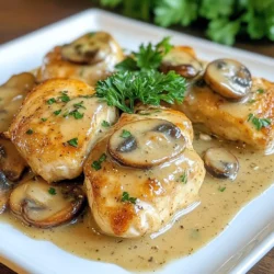 - 4 Hähnchenbrustfilets ohne Haut - 1 Tasse Pilze, in Scheiben geschnitten (z. B. Champignons oder Cremini) - 1 Tasse Hühnerbrühe Die Hauptzutaten sind einfach zu finden. Die Hähnchenbrustfilets bieten eine zarte Basis für das Gericht. Pilze bringen einen tollen Geschmack und eine schöne Textur. Hühnerbrühe sorgt für eine reichhaltige Basis in der Sauce. - 1 Tasse Schlagsahne - 2 Esslöffel Olivenöl - 1 Esslöffel Butter - 2 Knoblauchzehen, fein gehackt - 1 Teelöffel getrockneter Thymian - 1 Teelöffel italienische Gewürzmischung - Salz und Pfeffer nach Geschmack - Frische Petersilie, gehackt (zum Garnieren) Diese Zutaten machen das Gericht cremig und aromatisch. Schlagsahne gibt die cremige Konsistenz. Gewürze wie Thymian und italienische Mischung fügen Tiefe hinzu. Du kannst die Petersilie als frische Garnitur verwenden. Sie macht das Gericht nicht nur schön, sondern auch lecker. {{ingredient_image_2}} Zuerst würzen Sie die Hähnchenbrustfilets. Nehmen Sie etwas Salz, Pfeffer und die Hälfte des Thymians. Reiben Sie die Gewürze gut in das Fleisch ein. So bekommt das Hähnchen mehr Geschmack. Diese einfache Technik macht einen großen Unterschied. Achten Sie darauf, dass die Gewürze gleichmäßig verteilt sind. Um das Hähnchen zu kochen, benötigen Sie ein wenig Geschick. Stellen Sie sicher, dass Sie die Hähnchenbrustfilets gut im Griff haben. Verwenden Sie eine saubere Oberfläche, um das Fleisch vorzubereiten. Eine scharfe Klinge hilft Ihnen, Verletzungen zu vermeiden. Jetzt kommt der spannende Teil: das Anbraten des Hähnchens. Erhitzen Sie das Olivenöl in einer großen Pfanne. Warten Sie, bis das Öl heiß ist. Fügen Sie dann die Hähnchenbrustfilets hinzu. Braten Sie sie für 4-5 Minuten pro Seite. Das Hähnchen sollte goldbraun und durchgegart sein. Verwenden Sie ein Fleischthermometer, um sicherzugehen, dass es 75 Grad Celsius erreicht. Seien Sie vorsichtig mit heißen Pfannen. Verwenden Sie Ofenhandschuhe und halten Sie die Pfanne immer stabil. Wenn das Hähnchen fertig ist, nehmen Sie es aus der Pfanne und stellen Sie es beiseite. In derselben Pfanne fügen Sie jetzt die Butter hinzu und lassen sie schmelzen. Geben Sie die geschnittenen Pilze hinein. Sautieren Sie sie für 3-4 Minuten. Achten Sie darauf, dass die Pilze schön gebräunt und zart sind. Fügen Sie dann den fein gehackten Knoblauch hinzu. Lassen Sie alles eine weitere Minute garen. So entfalten die Aromen ihr volles Potenzial. Nun gießen Sie die Hühnerbrühe in die Pfanne. Rühren Sie gut um und lassen Sie die Mischung für 2-3 Minuten köcheln. Fügen Sie dann die Schlagsahne und die restlichen Gewürze hinzu. Rühren Sie stetig, bis die Sauce gut vermischt ist. Lassen Sie die Sauce 5 Minuten eindicken. Um das Gericht zu vervollständigen, geben Sie das Hähnchen zurück in die Pfanne. Löffeln Sie die Sauce über das Hähnchen. Lassen Sie es für 2-3 Minuten köcheln, damit das Hähnchen die Aromen aufnehmen kann. Um die Sauce richtig dick zu machen, koche sie länger. Lass sie einige Minuten köcheln. Die Hitze sollte niedrig sein, damit sie nicht anbrennt. Wenn du die Aromen verfeinern willst, füge mehr Gewürze hinzu. Ein Spritzer Zitronensaft kann die Sauce aufhellen und geschmacklich verbessern. Für saftiges Hähnchen brätst du die Filets auf mittlerer Hitze. Achte darauf, dass sie nicht zu lange in der Pfanne bleiben. Ein gutes Küchenthermometer hilft. Die Innentemperatur sollte 75 Grad Celsius erreichen. So bleibt das Hähnchen zart und saftig. Das Anrichten macht viel aus. Lege das Hähnchen auf einen schönen Teller. Löffle die Sauce großzügig darüber. Frische Petersilie bringt Farbe ins Spiel. Du kannst das Gericht mit breiter Pasta, Kartoffelpüree oder knusprigem Brot servieren. So hast du ein tolles, komplettes Mahl. Pro Tipps Das richtige Hähnchen: Wählen Sie frische Hähnchenbrustfilets für den besten Geschmack und eine zarte Textur. Gefrorenes Hähnchen kann Wasser verlieren und weniger aromatisch sein. Pilze richtig braten: Um die besten Aromen herauszuholen, lassen Sie den Platz in der Pfanne, damit die Pilze bräunen können, anstatt sie zu dämpfen. Sahne hinzufügen: Fügen Sie die Sahne bei niedriger Hitze hinzu, um ein Gerinnen zu vermeiden und eine cremige Sauce zu gewährleisten. Würzen und anpassen: Schmecken Sie die Sauce vor dem Servieren ab und passen Sie die Gewürze nach Ihrem Geschmack an. Manchmal sind ein Spritzer Zitronensaft oder etwas Parmesan eine tolle Ergänzung. {{image_4}} Glutenfreie Alternativen Wenn Sie glutenfrei essen möchten, verwenden Sie glutenfreies Mehl. Sie können auch glutenfreie Nudeln oder Reis als Beilage wählen. Das sorgt für ein schmackhaftes und sicheres Gericht. Vegane Variationen Um eine vegane Version zu machen, nutzen Sie pflanzliches Hähnchen oder Tofu. Ersetzen Sie die Schlagsahne durch Kokosmilch oder eine Soja-Alternative. Verwenden Sie Gemüsebrühe anstelle von Hühnerbrühe für den vollen Geschmack. Zusätzliche Kräuter und Gewürze Fügen Sie frische Kräuter wie Basilikum oder Oregano hinzu. Eine Prise Paprika bringt mehr Farbe und Geschmack. Experimentieren Sie mit verschiedenen Gewürzen, um Ihre eigene Note zu finden. Verwendung von anderen Pilzen Champignons sind klassisch, aber probieren Sie Shiitake oder Portobello. Diese bringen einen kräftigen Geschmack. Mischen Sie verschiedene Pilze für mehr Textur und Tiefe im Gericht. Asiatische oder mediterrane Anpassungen Für einen asiatischen Touch verwenden Sie Sojasauce und Ingwer. Fügen Sie einen Schuss Sesamöl hinzu. Für mediterranes Flair nutzen Sie Oliven und Feta-Käse. Das gibt dem Gericht eine neue Dimension. Regionale Zutaten austauschen Nutzen Sie lokale Zutaten, um das Gericht anzupassen. Zum Beispiel, frische Kräuter oder Gemüse aus Ihrer Region. Das sorgt nicht nur für frische Aromen, sondern unterstützt auch lokale Produzenten. Um dein cremiges Hühnchen Marsala frisch zu halten, lege es in einen luftdichten Behälter. Das Gericht hält sich so bis zu drei Tage. Achte darauf, dass die Sauce gut bedeckt ist. Dies hilft, den Geschmack zu bewahren. Vor dem Servieren kannst du es leicht aufwärmen. Wenn du das Hühnchen Marsala länger aufbewahren möchtest, kannst du es einfrieren. Teile das Gericht in Portionen auf und verwende gefrierfeste Behälter. Du kannst das Gericht bis zu drei Monate im Gefrierfach lagern. Um die beste Qualität zu erhalten, beschrifte die Behälter mit dem Datum. Um das Gericht wieder warm zu machen, gibt es ein paar einfache Methoden. Du kannst das Hühnchen in der Mikrowelle aufwärmen. Stelle die Mikrowelle auf mittlere Hitze und erwärme es in kurzen Intervallen. Alternativ kannst du es in einer Pfanne auf dem Herd erhitzen. Füge dabei einen Schuss Hühnerbrühe hinzu, um die Sauce cremig zu halten. Rühre ständig, damit es nicht anbrennt. Achte darauf, dass das Hühnchen vollständig durchgewärmt ist. Die Gesamtzeit für die Zubereitung beträgt etwa 30 Minuten. Sie brauchen 10 Minuten für die Vorbereitung und 20 Minuten zum Kochen. Das geht schnell und einfach. So haben Sie schnell ein köstliches Essen auf dem Tisch. Ja, Sie können die Schlagsahne ersetzen. Eine gute Alternative ist griechischer Joghurt. Dieser macht das Gericht leichter. Sie können auch Kokosmilch verwenden, wenn Sie einen anderen Geschmack wollen. Achten Sie darauf, die Menge anzupassen, damit die Sauce gut wird. Um das Gericht schärfer zu machen, können Sie rote Paprika oder Cayennepfeffer hinzufügen. Fügen Sie eine kleine Menge hinzu, um die Schärfe zu testen. Sie können auch frische Chili verwenden, um mehr Geschmack zu bekommen. Denken Sie daran, dass zu viel Schärfe den Geschmack überdecken kann. Dieses Rezept für cremiges Hühnchen Marsala nutzt frische und einfache Zutaten. Wir haben Hähnchenbrustfilets, Pilze und Hühnerbrühe als Hauptbestandteile besprochen. Die Schritt-für-Schritt-Anleitung macht das Kochen einfach und sicher. Erinnern Sie sich an die Tipps für die perfekte Sauce und die richtige Garmethode. Variationen ermöglichen es, das Gericht ganz nach Ihrem Geschmack anzupassen. Egal, ob Sie es frisch zubereiten oder aufbewahren, dieses Gericht sorgt für Freude. Genießen Sie das Kochen und die neuen Aromen, die Sie entdecken!
