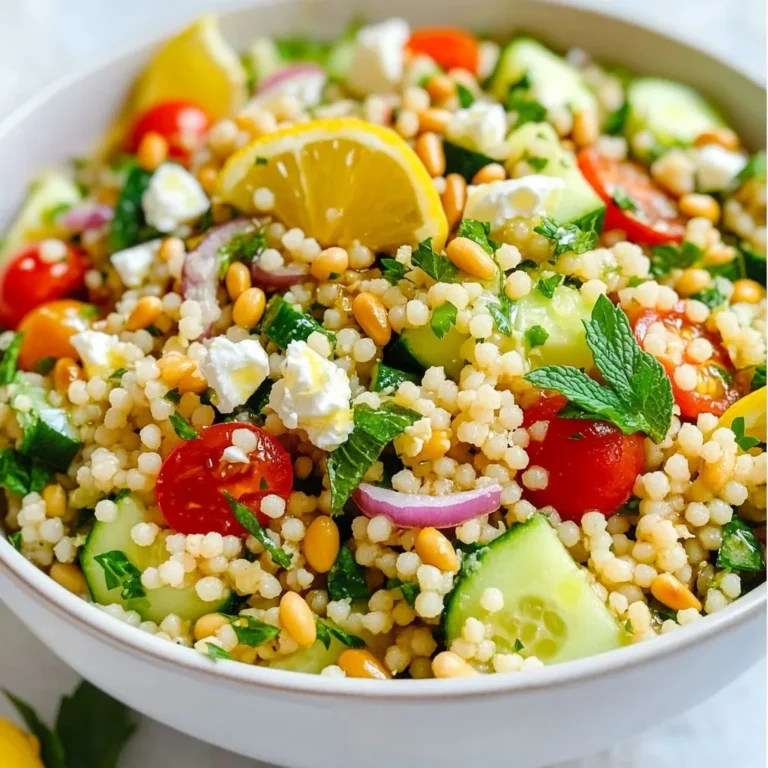 Für diesen frischen Salat brauchst du: - 1 Tasse Couscous - 1 1/4 Tassen Gemüsebrühe - 1 mittelgroße Gurke, gewürfelt - 1 Tasse Cherrytomaten, halbiert - 1/2 rote Zwiebel, fein gehackt - 1/4 Tasse frische Petersilie, gehackt - 1/4 Tasse frische Minze, gehackt - Schale und Saft von 1 Zitrone - 3 Esslöffel Olivenöl - Salz und Pfeffer nach Geschmack Diese Zutaten geben dem Salat seine frische und lebendige Note. Der Couscous ist die Grundlage, während die Gurke und die Tomaten für den knackigen Biss sorgen. Um deinem Couscous-Salat noch mehr Geschmack zu verleihen, kannst du einige optionale Zutaten hinzufügen: - 1/4 Tasse Feta-Käse, zerbröselt - 1/4 Tasse geröstete Pinienkerne Feta bringt eine cremige Textur, während Pinienkerne einen nussigen Crunch hinzufügen. Beide Zutaten machen den Salat reichhaltiger und interessanter. Frische Kräuter machen einen großen Unterschied. Achte beim Kauf auf: - Leuchtende Farben - Frischen Duft - Keine braunen oder welken Blätter Petersilie und Minze sollten knackig und lebendig sein. Frische Kräuter bringen den Geschmack des Salats voll zur Geltung. Sie sorgen für ein klares, frisches Aroma, das den Zitronen-Kräuter-Couscous-Salat erhellt. {{ingredient_image_2}} Um den Couscous zuzubereiten, bringe zunächst 1 1/4 Tassen Gemüsebrühe in einem mittelgroßen Topf zum Kochen. Achte darauf, dass die Brühe sprudelnd kocht. Nimm den Topf dann vom Herd. Rühre 1 Tasse Couscous ein und decke den Topf ab. Lass den Couscous etwa 5 Minuten ruhen. Die Brühe wird dann vollständig aufgenommen. Nach der Ruhezeit lockere den Couscous mit einer Gabel auf. So erhält er eine fluffige Konsistenz. Jetzt ist es Zeit, das Gemüse vorzubereiten. Würfle 1 mittelgroße Gurke und halbiere 1 Tasse Cherrytomaten. Hacke 1/2 rote Zwiebel fein. In einer großen Rührschüssel vermenge die Gurke, Tomaten und die rote Zwiebel. Füge auch 1/4 Tasse gehackte Petersilie und 1/4 Tasse gehackte Minze hinzu. Diese frischen Kräuter bringen viel Geschmack und Farbe in den Salat. Das Dressing ist einfach und frisch. In einer kleinen Schüssel verrühre die Zitronenschale und den Zitronensaft von 1 Zitrone. Gib 3 Esslöffel Olivenöl, Salz und Pfeffer dazu. Rühre alles gut um. Gieße das Dressing über die Gemüsemischung. Füge dann den fluffigen Couscous hinzu. Vermenge alles sanft, bis die Zutaten gleichmäßig verteilt sind. Wenn du magst, streue 1/4 Tasse zerbröselten Feta und 1/4 Tasse geröstete Pinienkerne über den Salat. Diese Zutaten geben extra Geschmack und Textur. Probier den Salat und würze nach Bedarf mit mehr Salz, Pfeffer oder Zitronensaft. Lass den Salat mindestens 30 Minuten im Kühlschrank ziehen, damit sich die Aromen gut entfalten können. Um den Couscous fluffig und leicht zu machen, folge diesen einfachen Schritten: - Verhältnis beachten: Nutze 1 Tasse Couscous zu 1 ¼ Tassen Gemüsebrühe. - Ruhen lassen: Nach dem Kochen, lasse den Couscous fünf Minuten ruhen. - Gabel nutzen: Lockere den Couscous mit einer Gabel auf, um Klumpen zu vermeiden. Diese Schritte helfen dir, die perfekte Konsistenz zu erreichen. Es ist wichtig, dass der Couscous die Brühe vollständig aufnimmt. So wird er schön saftig. Um den Geschmack deines Salats zu variieren, probiere diese Tipps aus: - Zitronenbedarf: Füge mehr Zitronensaft oder Schale hinzu. Das gibt Frische. - Kräuter nutzen: Experimentiere mit anderen Kräutern wie Basilikum oder Koriander. - Nüsse oder Samen: Geröstete Mandeln oder Sesam geben eine knackige Textur. Diese Anpassungen liefern dir eine neue Geschmacksrichtung. Du kannst den Salat so immer wieder neu erfinden. Die Präsentation deines Salats macht ihn noch ansprechender. Hier sind einige Ideen: - Schöne Schalen: Serviere den Salat in einer großen Schüssel. - Individuelle Portionen: Teile den Salat auf kleine Teller auf. - Garnieren: Nutze frische Kräuter oder Zitronenschnitze zur Dekoration. Eine schöne Präsentation macht den Salat einladender. Gäste werden begeistert sein und sich auf den ersten Biss freuen! Pro Tipps Frische Kräuter verwenden: Frische Kräuter wie Petersilie und Minze verleihen dem Salat nicht nur Geschmack, sondern auch eine lebendige Farbe. Achten Sie darauf, sie erst kurz vor dem Servieren hinzuzufügen, um ihre Frische zu bewahren. Gemüse nach Saison wählen: Wählen Sie saisonales Gemüse, um den Geschmack und die Nährstoffe zu maximieren. Im Sommer sind beispielsweise Zucchini oder Paprika eine tolle Ergänzung. Vorsicht beim Würzen: Seien Sie beim Hinzufügen von Salz und Pfeffer vorsichtig, da der Feta-Käse bereits salzig sein kann. Probieren Sie den Salat zuerst, bevor Sie nachwürzen. Vor dem Servieren kühlen: Lassen Sie den Salat mindestens 30 Minuten im Kühlschrank ziehen. Dies hilft, die Aromen zu intensivieren und gibt dem Salat eine erfrischende Kühle. {{image_4}} Für eine vegane Version des Zitronen-Kräuter-Couscous-Salats lass einfach den Feta weg. Du kannst auch einen veganen Käse verwenden. Dieser Salat schmeckt auch ohne Käse frisch und lecker. Wenn du den Geschmack verstärken möchtest, füge ein paar Oliven hinzu. Diese geben dem Salat einen tollen Biss. Um mehr Protein hinzuzufügen, kannst du Kichererbsen oder Quinoa verwenden. Kichererbsen sind nahrhaft und passen gut zu den anderen Zutaten. Du kannst auch etwas Tofu anbraten und unter den Salat mischen. Diese Optionen machen dein Gericht noch sättigender. Nutze saisonale Zutaten, um den Salat zu variieren. Im Sommer kannst du frische Paprika oder Zucchini hinzufügen. Im Herbst bieten sich geröstete Kürbiswürfel an. Diese Zutaten bringen neue Aromen und Texturen in den Salat. Experimentiere mit verschiedenen Kräutern wie Basilikum oder Estragon, um den Geschmack zu verändern. Um deinen Zitronen-Kräuter-Couscous-Salat frisch zu halten, lege ihn in einen luftdichten Behälter. So bleibt er knackig und geschmackvoll. Stelle sicher, dass der Salat gut abgedeckt ist. Im Kühlschrank hält er sich etwa drei Tage. Wenn du ihn länger aufbewahren möchtest, bereite das Dressing separat vor. So vermeidest du, dass der Couscous matschig wird. Einfrieren ist nicht ideal für diesen Salat. Couscous kann beim Auftauen eine unangenehme Konsistenz annehmen. Wenn du trotzdem Reste einfrieren möchtest, mache das ohne das Gemüse und das Dressing. Friere nur den Couscous ein. Er bleibt so etwa einen Monat haltbar. Wenn du ihn wieder verwendest, koche frisches Gemüse und mache neues Dressing. Vor dem Servieren solltest du den Salat gut durchmischen. Die Aromen setzen sich während der Lagerung ab. Du kannst auch frische Kräuter und einen Spritzer Zitronensaft hinzufügen. Das bringt den Geschmack zurück. Serviere den Salat kalt oder bei Zimmertemperatur. So schmeckt er am besten! Um den Couscous-Salat für Meal Prep zuzubereiten, koche den Couscous wie beschrieben. Lass ihn abkühlen, bevor du ihn in Behälter füllst. Teile den Salat in Portionen auf. Achte darauf, das Dressing separat aufzubewahren. So bleibt der Couscous frisch und die Kräuter knackig. Vor dem Essen das Dressing einfach über den Salat gießen und gut vermengen. Ja, du kannst viele andere Gemüse und Kräuter verwenden. Probiere Paprika, Karotten oder Avocado. Frischer Dill oder Koriander passen auch gut. Der Salat ist anpassbar. Wähle die Zutaten, die dir am besten schmecken. Experimentiere mit verschiedenen Kombinationen. So bleibt das Rezept spannend und lecker. Der Salat hält sich im Kühlschrank etwa drei bis vier Tage. Bewahre ihn in einem luftdichten Behälter auf. Achte darauf, ihn gut abzudecken. Wenn er länger steht, kann die Textur leiden. Vor dem Servieren, schau nach, ob der Salat frisch aussieht. Bei Bedarf kannst du auch frisches Gemüse hinzufügen, um den Geschmack zu verbessern. Der Zitronen-Kräuter-Couscous-Salat ist einfach und lecker. Wir haben die besten Zutaten und Tipps besprochen. Schritt für Schritt kannst du ihn ganz leicht zubereiten. Denke daran, wie wichtig frische Kräuter sind. Mit ein paar Tricks machst du den Salat perfekt. Variationen bieten dir neue Geschmäcker, während Lagerinfos dir helfen, Reste gut zu nutzen. Du kannst deinen Couscous-Salat anpassen, um deinen Vorlieben gerecht zu werden. Experimentiere und genieße!