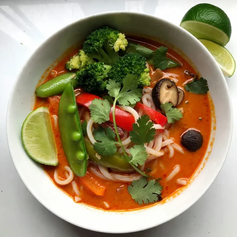 - 4 Tassen Gemüsebrühe - 1 Dose (400 ml) Kokosmilch - 200 g Ramen-Nudeln Diese Hauptzutaten bilden die Basis für deinen Kokos-Curry-Ramen. Die Gemüsebrühe gibt Geschmack. Kokosmilch macht die Suppe cremig. Die Ramen-Nudeln sind die perfekte Ergänzung. - 1 Tasse Brokkoliröschen - 1 Tasse Paprika, in Scheiben geschnitten - 1 Tasse Zuckerschoten - 1 Tasse Shiitake-Pilze, in Scheiben geschnitten - 2 Teelöffel Ingwer, gehackt - 2 Knoblauchzehen, gehackt - 2 Esslöffel rote Currypaste Das Gemüse bringt Farbe und Nährstoffe. Brokkoli und Paprika sorgen für Crunch. Zuckerschoten und Shiitake-Pilze fügen Geschmack hinzu. Ingwer und Knoblauch geben einen tollen Duft. Die rote Currypaste sorgt für die richtige Schärfe. - 1 Esslöffel Sojasauce - 1 Esslöffel Limettensaft - Frischer Koriander, zum Garnieren - Limettenschnitze, zum Servieren Diese Würzmittel runden den Geschmack ab. Sojasauce gibt Tiefe. Limettensaft bringt Frische. Koriander und Limettenschnitze sind die perfekte Garnitur. Sie machen dein Gericht noch ansprechender. {{ingredient_image_2}} Zuerst schneide das Gemüse. Du brauchst: - 1 Tasse Brokkoliröschen - 1 Tasse Paprika, in Scheiben geschnitten - 1 Tasse Zuckerschoten - 1 Tasse Shiitake-Pilze, in Scheiben geschnitten - 2 Knoblauchzehen, gehackt - 1 Teelöffel Ingwer, gehackt Lege alles bereit. So geht es schneller. Mische die Brühe und die Gewürze in einem großen Topf. Du benötigst: - 4 Tassen Gemüsebrühe - 1 Dose (400 ml) Kokosmilch - 2 Esslöffel rote Currypaste - 1 Esslöffel Sojasauce - 1 Esslöffel Limettensaft Erhitze etwas Öl in einem großen Topf bei mittlerer Hitze. Füge den gehackten Knoblauch und den Ingwer hinzu. Brate sie für etwa 1 Minute an, bis sie duften. Das gibt einen tollen Geschmack. Jetzt kommt die rote Currypaste. Rühre sie gut ein und gare sie für eine weitere Minute. So intensivierst du die Aromen. Gieße dann die Gemüsebrühe und die Kokosmilch in den Topf. Rühre alles gut um und bringe die Mischung zum Köcheln. Füge die Sojasauce und den Limettensaft hinzu. Schmecke die Brühe mit Salz und Pfeffer ab. Jetzt wird es spannend. Gib die Ramen-Nudeln in die kochende Brühe. Koche sie gemäß der Packungsanweisung, meist etwa 3-4 Minuten. In der letzten Minute füge das gesamte Gemüse hinzu. Es dämpft und wird weich in der Brühe. Nimm den Topf vom Herd und lasse ihn einige Minuten ruhen. So kühlt die Suppe leicht ab. Serviere die Ramen heiß in Schalen. Garniere sie mit frischem Koriander und Limettenschnitzen. - Zeitmanagement in der Zubereitung: Beginne mit dem Schneiden des Gemüses. Bereite alles im Voraus vor. So sparst du Zeit beim Kochen. Wenn du deine Zutaten bereit hast, geht es schneller. - Würzen nach Geschmack: Probiere die Brühe während des Kochens. Möglicherweise brauchst du mehr Salz oder Limettensaft. Jeder hat seinen eigenen Geschmack, also passe es an. - Zusätzliche Proteinquellen hinzufügen: Möchtest du mehr Protein? Füge gekochtes Huhn oder Tofu hinzu. Beide passen gut zu diesen Ramen. Du kannst auch Garnelen verwenden, wenn du magst. - Variation von Gemüse und Gewürzen: Experimentiere mit verschiedenen Gemüsesorten. Karotten oder Spinat sind tolle Optionen. Auch das Hinzufügen von Koriander oder Minze bringt frische Aromen. - Anrichten in Schalen: Serviere die Ramen in tiefen Schalen. So bleibt die Brühe warm und die Nudeln schwimmen schön darin. - Verwendung von frischen Kräutern: Garniere das Gericht mit frischem Koriander. Ein paar Limettenschnitze machen das Gericht bunter. So sieht das Essen nicht nur lecker aus, es schmeckt auch frisch. Pro Tipps Frische Zutaten verwenden: Verwenden Sie frisches Gemüse und Kräuter, um den Geschmack Ihres Ramen zu intensivieren und ein ansprechenderes Gericht zu kreieren. Variationen ausprobieren: Experimentieren Sie mit verschiedenen Gemüsesorten oder Proteinen wie Tofu oder Hähnchen, um das Rezept nach Ihrem Geschmack anzupassen. Ramen al dente kochen: Achten Sie darauf, die Ramen-Nudeln nur bis zur al dente Konsistenz zu kochen, damit sie beim Servieren nicht matschig werden. Garnierungen hinzufügen: Garnieren Sie das Gericht mit Sesam, Chili oder Frühlingszwiebeln für zusätzlichen Geschmack und eine ansprechende Optik. {{image_4}} Für vegane Varianten der Kokos-Curry-Ramen gibt es einfache Möglichkeiten. Statt Sojasauce kannst du Tamari nutzen. Tamari ist oft glutenfrei und hat einen ähnlichen Geschmack. Du kannst auch mehr Gemüse hinzufügen, um das Gericht noch bunter und nahrhafter zu machen. Denk an Karotten, Spinat oder Kürbis. Diese Optionen bringen neue Geschmäcker in dein Gericht. Wenn du glutenfrei leben möchtest, gibt es tolle Optionen. Suche nach glutenfreien Ramen-Nudeln im Laden. Diese Nudeln sind eine großartige Wahl. Du kannst auch Kokosaminos als Ersatz für Sojasauce verwenden. Kokosaminos sind eine süßliche, salzige Sauce, die gut passt. Für mehr Würze kannst du Chili oder scharfe Saucen hinzufügen. Ein paar rote Chiliflocken bringen einen Kick. Wenn du es noch schärfer magst, verwende scharfe Currypaste. Diese Paste kann das Gericht in eine ganz neue Richtung bringen. Experimentiere mit der Menge, um deinen perfekten Schärfegrad zu finden. Um Kokos-Curry-Ramen frisch zu halten, können Sie die Reste gut lagern. Verwenden Sie einen luftdichten Behälter. Sie sollten die Ramen im Kühlschrank aufbewahren. Sie bleiben dort bis zu drei Tage frisch. Wenn Sie die Ramen länger aufbewahren möchten, können Sie sie einfrieren. In einem gefriergeeigneten Behälter bleibt das Gericht bis zu drei Monate gut. Die beste Methode, um Ramen aufzuwärmen, ist die Verwendung eines Topfes. Geben Sie die Ramen mit Brühe in den Topf. Erhitzen Sie langsam bei mittlerer Hitze. So bleibt der Geschmack erhalten. Um matschige Nudeln zu vermeiden, fügen Sie die Ramen erst kurz vor dem Servieren hinzu. Das hilft, die Konsistenz zu bewahren. Für eine einfache Zubereitung können Sie Gemüse im Voraus schneiden. Brokkoli, Paprika und Zuckerschoten lassen sich gut lagern. Auch die Brühe können Sie vorbereiten. Kochen Sie sie im Voraus und lagern Sie sie im Kühlschrank. Wenn Sie die Ramen schon vorab kochen, geben Sie sie in einen Behälter mit etwas Öl. So kleben sie nicht zusammen und sind bereit für die Verwendung. Du kannst die Zutaten leicht ersetzen. Wenn du keine Gemüsebrühe hast, nimm einfach Hühnerbrühe. Für die Kokosmilch kannst du Mandelmilch verwenden, wenn du eine andere Textur wünschst. Vegetarier können die Ramen auch mit Tofu anstelle von Fleisch aufpeppen. Wenn du Laktose vermeiden möchtest, ist die Kokosmilch eine tolle Option. Für glutenfreie Ramen wähle glutenfreie Nudeln. Du kannst auch Tamari anstelle von Sojasauce nutzen. Ja, du kannst Ramen im Voraus machen. Koche die Brühe und die Nudeln separat. So bleiben die Nudeln frisch und weich. Lagere die Brühe in einem luftdichten Behälter im Kühlschrank. Sie bleibt dort etwa fünf Tage frisch. Für längere Lagerung kannst du die Brühe auch einfrieren. Achte darauf, dass du sie in Portionen einfrierst, damit du sie leicht nutzen kannst. In vielen Städten gibt es tolle Restaurants für Coconut Curry Ramen. Such nach asiatischen Restaurants oder speziellen Nudelrestaurants. Bewertungen auf Plattformen wie Yelp oder Google sind hilfreich. Dort kannst du echte Meinungen von anderen Gästen lesen. Einige Restaurants bieten auch besondere Variationen des Gerichts an. Probiere diese aus, um neue Geschmäcker zu entdecken! Die Zubereitung von Coconut Curry Ramen ist einfach und macht Spaß. Die Hauptzutaten wie Gemüsebrühe, Kokosmilch und Ramen-Nudeln bilden eine leckere Basis. Mit frischem Gemüse und Gewürzen verleihst du dem Gericht Charakter. Denk daran, die Brühe gut zu würzen und mit frischen Kräutern zu garnieren. Probiere verschiedene Variationen aus. Du kannst die Ramen vegan oder glutenfrei machen. Behalte beim Kochen die Tipps und Tricks im Hinterkopf. Diese Ramen werden dir sicher schmecken!