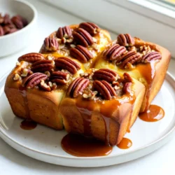 - 2 Tassen Allzweckmehl - 1/4 Tasse Zucker - 1 Päckchen (2 1/4 Teelöffel) Instanthefe - 1/2 Teelöffel Salz - 1/2 Tasse Milch, erwärmt - 1/4 Tasse ungesalzene Butter, geschmolzen - 1 großes Ei - 1 Teelöffel Vanilleextrakt - 1/2 Tasse brauner Zucker, fest gepackt - 1/4 Tasse Maissirup - 1/4 Tasse Schlagsahne - 1 Tasse Pekannüsse, grob gehackt - 1 Teelöffel gemahlener Zimt Die Wahl der Zutaten ist wichtig für den Geschmack. Verwende frische Pekannüsse. Sie geben den besten Crunch. Achte darauf, ungesalzene Butter zu nehmen. Dies hilft, die Süße des Rezepts zu betonen. Verwende echte Vanilleextrakt für den besten Aroma. Instanthefe macht den Teig schnell und einfach. Achte darauf, dass die Milch warm ist, aber nicht heiß. Du kannst mit verschiedenen Nüssen spielen. Walnüsse sind eine gute Alternative. Für eine schokoladige Note fügen gehackte Schokolade hinzu. Ein bisschen Muskatnuss oder Ingwer kann auch spannend sein. Wenn du mehr Fruchtigkeit magst, probiere getrocknete Früchte wie Cranberries. Sie bringen eine schöne Süße und Farbe. {{ingredient_image_2}} Zuerst mische ich das Mehl, den Zucker, die Instanthefe und das Salz in einer großen Schüssel. In einer anderen Schüssel verquirle ich die warme Milch, die geschmolzene Butter, das Ei und den Vanilleextrakt. Dann gebe ich die feuchten Zutaten langsam zu den trockenen Zutaten. Ich rühre alles, bis ein glatter Teig entsteht. Anschließend knete ich den Teig auf einer bemehlten Fläche für etwa fünf Minuten. Der Teig sollte glatt und elastisch sein. Jetzt lege ich den Teig in eine leicht gefettete Schüssel. Ich decke ihn mit einem feuchten Tuch ab. Dann lasse ich ihn an einem warmen Ort für etwa eine Stunde gehen. Der Teig sollte sich in dieser Zeit verdoppeln. Das ist wichtig für die Luftigkeit der Sticky Buns. In einer kleinen Schüssel vermische ich den braunen Zucker, den Maissirup, die Schlagsahne und den Zimt. Ich rühre alles gut um, bis die Mischung gleichmäßig ist. Diese Füllung ist der Schlüssel zu meinen klebrigen Brötchen. Danach bereite ich eine 9x13 Zoll große Backform vor. Ich lege die grob gehackten Pekannüsse gleichmäßig in die Form. Dann gieße ich die Karamellmischung über die Pekannüsse. Das sorgt für einen tollen Geschmack, wenn die Buns gebacken sind. Ein großer Fehler ist, die Zutaten nicht richtig abzuwiegen. Zu viel Mehl macht den Teig trocken. Achte darauf, die Zutaten genau zu messen. Ein weiterer Fehler ist, den Teig nicht lange genug gehen zu lassen. Der Teig sollte sich verdoppeln, um schön fluffig zu werden. Überprüfe auch die Temperatur der Milch. Sie sollte warm, aber nicht heiß sein. Zu heiße Milch kann die Hefe töten. Für den perfekten Teig verwende frische Hefe. Diese sorgt für einen guten Aufgang. Du kannst auch einen Teil des Zuckers durch Honig ersetzen. Das gibt dem Teig einen besonderen Geschmack. Für die Füllung nutze frische Pekannüsse. Sie sollten grob gehackt sein, damit sie beim Essen knusprig bleiben. Mische die Füllung gut, damit alle Zutaten gleichmäßig verteilt sind. Beim Backen ist die Ofentemperatur entscheidend. Vorheize den Ofen genau auf 180°C. Achte darauf, dass die Sticky Buns gleichmäßig braun werden. Wenn du sie aus dem Ofen nimmst, lasse sie kurz abkühlen. So bleibt die Karamellsauce schön klebrig. Serviere sie warm für den besten Genuss. Wenn du magst, streue weitere Pekannüsse darüber für den extra Crunch. Pro Tipps Teig richtig kneten: Achten Sie darauf, den Teig lange genug zu kneten, bis er glatt und elastisch ist. Dies sorgt für eine bessere Textur der Brötchen. Gehzeit optimal nutzen: Lassen Sie den Teig an einem warmen Ort gehen. Wenn Ihre Küche kühl ist, können Sie den Ofen bei niedriger Temperatur vorheizen und den Teig darin aufgehen lassen. Variationen ausprobieren: Experimentieren Sie mit verschiedenen Nüssen oder Trockenfrüchten in der Füllung, um den Sticky Buns eine persönliche Note zu verleihen. Perfekte Karamellsauce: Stellen Sie sicher, dass die Karamellmischung gleichmäßig über die Pekannüsse verteilt ist, damit jeder Biss die köstliche Süße hat. {{image_4}} Du kannst die Karamell-Pekannuss-Sticky Buns ganz nach deinem Geschmack anpassen. Hier sind einige tolle Ideen für Füllungen: - Schokoladenstückchen: Füge ein paar Schokoladenstückchen hinzu. Sie schmelzen und machen die Buns noch leckerer. - Äpfel: Klein geschnittene Äpfel geben einen fruchtigen Kick. Sie passen gut zu Zimt und Karamell. - Rosinen oder Cranberries: Diese getrockneten Früchte bringen eine süße und saftige Note ins Spiel. - Nüsse: Neben Pekannüssen kannst du auch Walnüsse oder Mandeln verwenden. Sie geben zusätzliche Textur. Die Toppings können die Sticky Buns wirklich verändern. Hier sind einige Vorschläge: - Frischkäseglasur: Eine süße Frischkäseglasur passt perfekt. Sie macht die Buns cremig. - Schokoladenglasur: Ein Schuss Schokoladenglasur auf den warmen Buns bringt einen tollen Geschmack. - Karamellsoße: Du kannst die Karamellsoße einfach nochmal warm über die Buns gießen. Das macht sie extra klebrig und süß. - Puderzucker: Eine leichte Staubschicht aus Puderzucker gibt einen schönen Kontrast zur Karamelligkeit. Wenn du glutenfreie oder vegane Sticky Buns machen möchtest, gibt es einige einfache Anpassungen: - Glutenfreies Mehl: Du kannst eine glutenfreie Mehlmischung verwenden. Achte darauf, dass sie für Backen geeignet ist. - Pflanzenmilch: Ersetze die Milch durch Mandel- oder Hafermilch. Das funktioniert gut im Rezept. - Vegane Butter: Nutze vegane Butter anstelle von normaler Butter. So bleibt die Konsistenz gleich. - Austausch des Eis: Verwende einen „Ersatz“ aus einer Banane oder Apfelmus. Das macht die Buns fluffig. Um deine Karamell-Pekannuss-Sticky Buns frisch zu halten, lege sie in einen luftdichten Behälter. Du kannst sie auch in Frischhaltefolie wickeln. Stelle sicher, dass sie gut abgedeckt sind. So bleiben sie weich und klebrig. Lagere die Buns bei Raumtemperatur, wenn du sie innerhalb von zwei Tagen isst. Wenn du die Sticky Buns wieder aufwärmen möchtest, benutze die Mikrowelle. Erhitze sie für etwa 10-15 Sekunden. Achte darauf, sie nicht zu lange zu erhitzen. So bleiben sie saftig und lecker. Alternativ kannst du sie im Ofen bei 150°C für 5-10 Minuten aufwärmen. Bedecke sie mit Alufolie, um ein Austrocknen zu verhindern. Im Kühlschrank halten die Sticky Buns etwa eine Woche. Sie verlieren jedoch etwas von ihrer Frische. Im Gefrierfach bleiben sie bis zu drei Monate haltbar. Wickele sie gut ein, um Frostschäden zu vermeiden. Wenn du sie aufgetaut hast, erhitze sie wie oben beschrieben, um den besten Geschmack zu genießen. Die erste Gehzeit für den Teig beträgt etwa 1 Stunde. Der Teig sollte sich verdoppeln. Die zweite Gehzeit dauert 30 bis 45 Minuten. Während dieser Zeit wachsen die geformten Brötchen, bevor sie in den Ofen kommen. Ja, du kannst die Menge verdoppeln. Stelle sicher, dass du eine größere Schüssel verwendest. Auch eine größere Backform ist nötig. Achte darauf, die Gehzeiten nicht zu verkürzen. So bleiben die Brötchen locker und fluffig. Wenn der Teig nicht aufgeht, kann es an der Hefe liegen. Überprüfe das Haltbarkeitsdatum deiner Hefe. Wenn sie alt ist, funktioniert sie nicht gut. Stelle den Teig an einen warmen Ort. Manchmal hilft es, den Teig länger gehen zu lassen. Wenn alles andere fehlschlägt, probiere es beim nächsten Mal mit frischer Hefe. Um köstliche Karamell-Pekannuss-Sticky Buns zu backen, sind die richtigen Zutaten entscheidend. Ich habe dir die besten Auswahlmöglichkeiten und Variationen gezeigt. Die Schritt-für-Schritt-Anleitung macht das Backen einfach. Vermeide häufige Fehler und folge meinen Tipps für die perfekte Konsistenz. Du kannst die Buns auch nach deinem Geschmack anpassen. Achte auf die richtige Lagerung für frischen Genuss. Denk daran, dass Geduld und Genauigkeit wichtig sind. Jetzt bist du bereit, diese süßen Teilchen in deiner Küche zu zaubern!