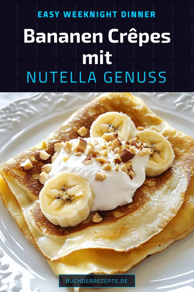 Entdecke das perfekte Rezept für Bananen Nutella Crêpes! Diese einfache Crêpes Rezept vereint köstliche Bananenpfannkuchen mit leckerem Nutella, ideal als süßes Nutella Dessert. In nur 15 Minuten zubereitet, zauberst du ein himmlisches Frühstück oder Dessert. Verpasse nicht die Chance, diesen Genuss auszuprobieren! Teile deine Kreation und pinne unser Rezept! #BananenNutellaCrêpes #CrêpesRezept #Bananenpfannkuchen #NutellaDessert