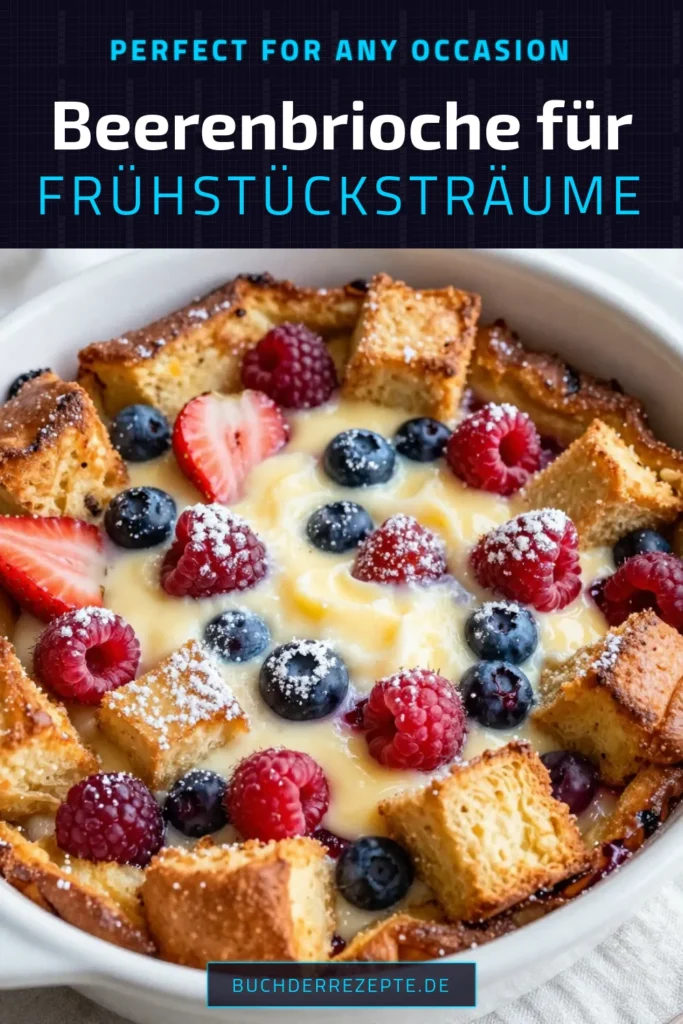Entdecken Sie den perfekten Frühstücksgenuss mit unserem Beeren-Brioche-Französischer Toast Auflauf. Dieses einfache Brioche-Auflauf Rezept kombiniert saftige Beeren und zartes Brioche für einen köstlichen Frühstücksauflauf mit Beeren, der jeder Mahlzeit besondere Freude bereitet. Bereiten Sie ihn einfach vor und genießen Sie ein warmes, süßes Frühstück. Speichern Sie das Rezept und teilen Sie Ihre Ergebnisse! #BriocheAuflauf #AuflaufRezept #Frühstücksauflauf #Beerenauflauf