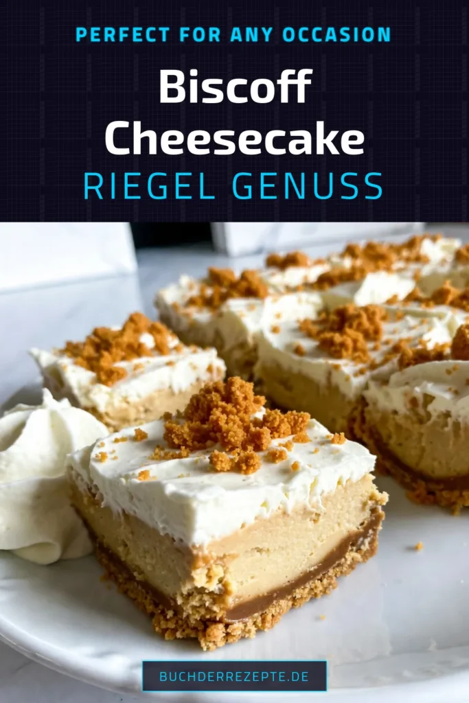 Entdecke dieses köstliche Biscoff Dessert Rezept mit Biscoff Cheesecake Riegel, die einfach zuzubereiten sind und perfekt für jede Gelegenheit sind. Diese Frischkäse Biscoff Riegel vereinen die süßen Aromen von Biscoff-Keksen und cremigem Käsekuchen in einem unwiderstehlichen Snack. Probiere unser einfaches Rezept für Biscoff Kekskrümel und genieße diese himmlischen Bars. Speichere jetzt das Rezept! #Biscoff #CheesecakeBars #DessertRezept #EinfacheRezepte
