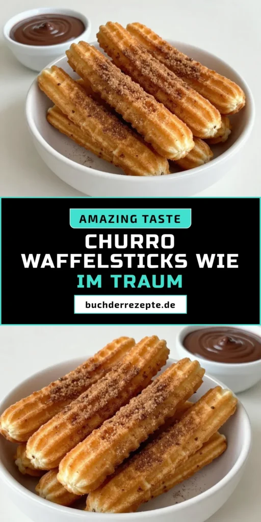Entdecken Sie unser köstliches Churro Waffelsticks Rezept und verwöhnen Sie sich mit Zimt Waffeln, die goldbraun und knusprig sind! Diese Waffeln mit Schokolade sind perfekt für jedes Dessert. Bereiten Sie sich auf ein unwiderstehliches Churro Rezept vor, das Sie immer wieder machen wollen. Perfekt aus dem Waffeleisen, sind diese Waffeln ein Hit. Speichern Sie dieses Rezept für später! #ChurroWaffeln #WaffelnMitSchokolade #ZimtWaffeln #WaffeleisenRezepte