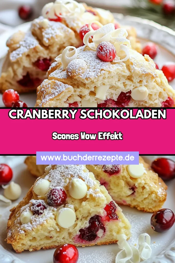 Entdecke das köstliche Rezept für Cranberry Bliss Scones mit weißer Schokolade! Diese einfachen Scones mit Cranberries sind perfekt zum Weihnachtsgebäck und leicht zuzubereiten. Mit weichen Scones backen, die voller Aromen sind, bringst du festliche Freude auf den Tisch. Probiere es aus und genieße diese unwiderstehlichen Leckereien! Jetzt gleich nachbacken und für die Feiertage vorbereiten! #CranberryBlissScones #SconesRezept #Weihnachtsgebäck #EinfacheScones