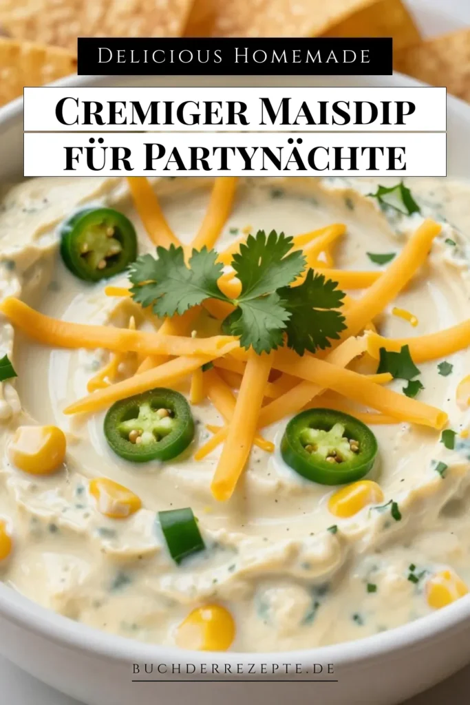 Entdecke dieses köstliche Rezept für cremigen Jalapeño Maisdip, das deine nächste Feier aufpeppt! Dieser süße Mais Dip Rezept ist einfach zuzubereiten und perfekt als mexikanischer Dip für Tortillachips. Mit leckerem Käse Dip mit Jalapeños und frischem Koriander ist dieser dip ein Hit! Probiere unser einfacher Maisdip Rezept und erfreue deine Gäste! Speichere dir das Rezept und teile es! #Maisdip #JalapeñoDip #KäseDip #Tortillachips