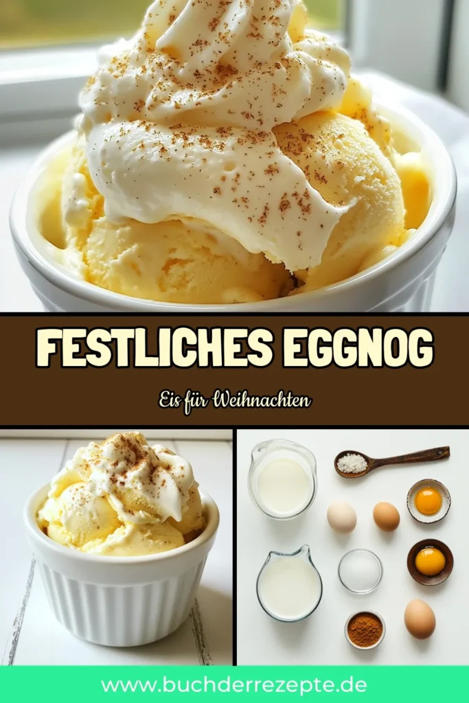 Verwandle deine Festtage mit diesem cremigen Eggnog-Eis! Dieses festliche Eisrezept ist perfekt für Weihnachten und wird selbstgemachtes Eggnog zum Highlight deines weihnachtlichen Desserts. Mit Zutaten wie Vollmilch, Schlagsahne und Gewürzen ist es eine Gaumenfreude, die jeden begeistern wird. Probiere es aus und mache diese Saison unvergesslich! #EggnogEis #festlichesEisrezept #weihnachtlichesDessert #selbstgemachtesEggnog