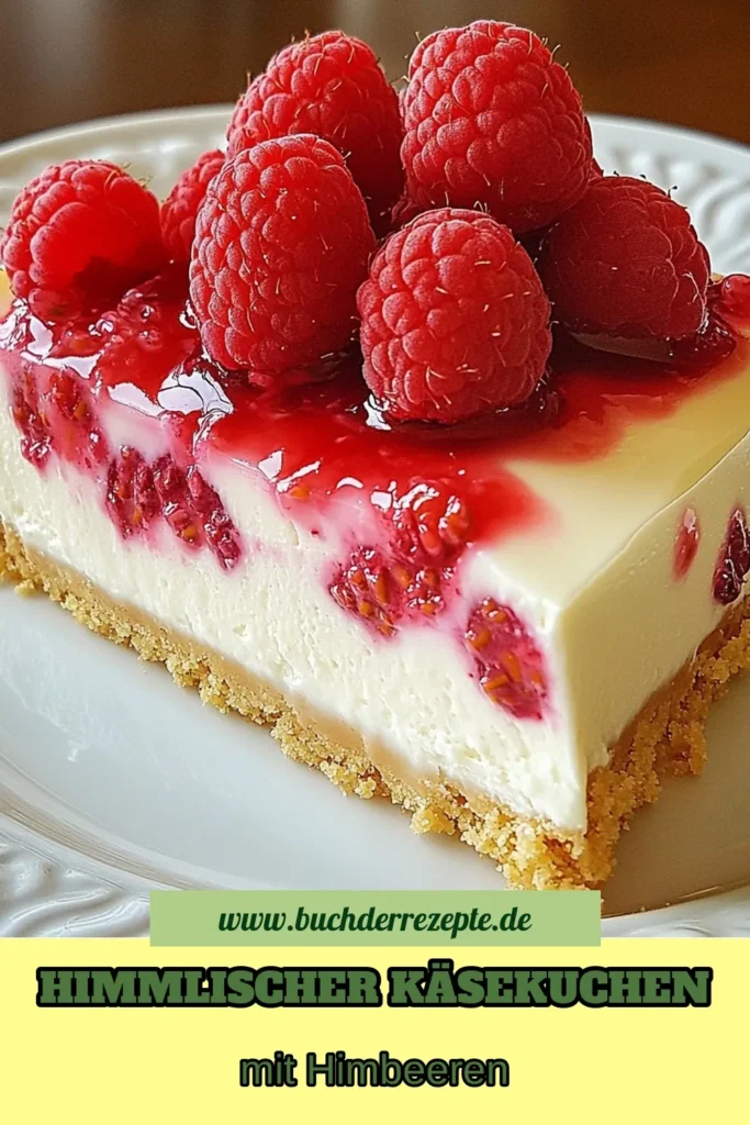 Entdecke dieses verführerische Himbeeren Käsekuchen Rezept mit weißer Schokolade! Der cremige Käsekuchen mit Himbeeren ist einfach zuzubereiten und begeistert mit seiner frischen Himbeeren und delikater weißer Schokolade. Perfekt für besondere Anlässe oder als süßer Genuss zwischendurch. Probiere diesen köstlichen weißen Schokolade Käsekuchen und überrasche deine Gäste! Speichere das Rezept für später! #Käsekuchen #Himbeeren #Rezeptideen #Desserts
