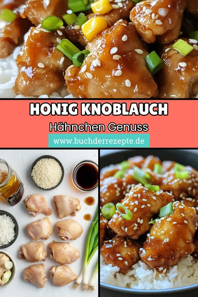 Entdecken Sie dieses köstliche Honig Knoblauch Hähnchen, das einfach zuzubereiten ist! Unser Sesam Hähnchen Rezept vereint die besten asiatischen Hähnchenrezepte mit einer unwiderstehlichen Marinade aus Honig und Knoblauch. Perfekt mariniert und knusprig gebraten, wird es auf einem Bett aus Jasminreis serviert. Probieren Sie dieses einfaches Hähnchenrezept aus und erfreuen Sie Ihre Familie! Speichern Sie es für später! #HonigKnoblauchHähnchen #SesamHähnchenRezept #Hähnchenmarinieren #asiatischeHähnchenrezepte