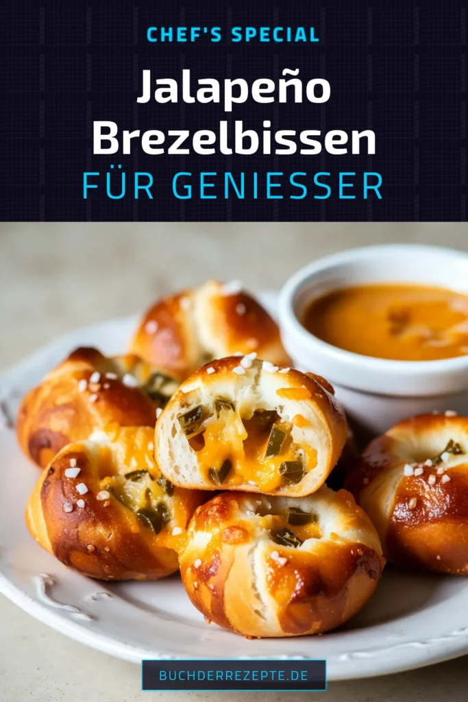 Entdecke die perfekten Jalapeño Brezel Bissen mit Cheddar Käse! Diese leckeren, selbstgemachten Brezeln sind ideal für scharfe Snackrezepte und amerikanische Vorspeisen. Genieße den Geschmack von frisch gebackenem Teig, scharfen Jalapeños und geschmolzenem Cheddar. Probiere dieses Rezept noch heute aus und verwöhne deine Gäste! Speichere es, um es nie zu vergessen! #JalapeñoBrezelBissen #CheddarKäseBrezel #scharfeSnackrezepte #selbstgemachteBrezeln