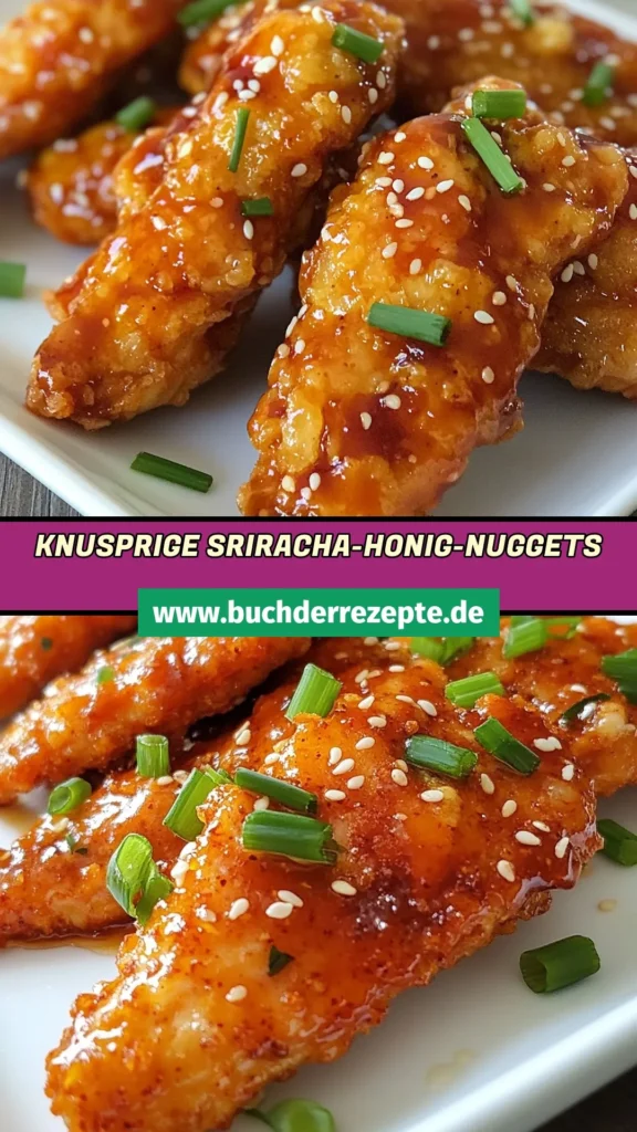 Entdecken Sie dieses köstliche Honig-Hähnchen-Rezept für knusprige Sriracha-Hähnchen-Nuggets! Diese einfachen Hähnchen-Rezepte sind perfekt für ein schnelles Abendessen und überzeugen mit einer würzigen, süßen Sriracha-Sauce. Ideal für die ganze Familie – der perfekte Snack oder Hauptgericht! Jetzt ausprobieren und lieben! Speichern Sie das Rezept! #SrirachaHähnchenNuggets #HonigHähnchenRezept #KnusprigeHähnchenNuggets #EinfacheHähnchenRezepte