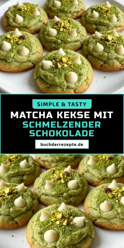 Entdecke dieses köstliche Matcha Keks Rezept mit weißen Schokoladenstückchen, das gesund und lecker zugleich ist! Diese gesunden Kekse mit Matcha sind perfekt für alle, die eine besondere Leckerei suchen. Veredelt mit knackigen Pistazien, sind diese Kekse eine wahre Gaumenfreude. Perfekt für deinen nächsten Kaffeeklatsch! Probiere sie aus und teile deine Ergebnisse! #MatchaKekse #WeißeSchokoladenkekse #GesundeKekse #KekseMitPistazien
