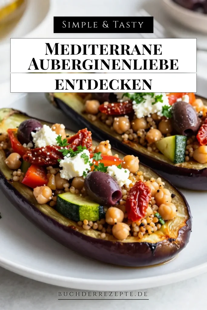 Entdecke dieses köstliche gefüllte Auberginen Rezept, das gesunde Beilagen vegetarisch perfekt ergänzt! Diese Quinoa gefüllte Auberginen sind ein ideales mediterranes Rezept für vegane Genießer. Mit nahrhaften Zutaten wie Kichererbsen und frischem Gemüse wird dieses vegane Auberginen Gericht schnell zum Hit. Probiere es aus und teile deine Kreationen! #gefüllteAuberginen #mediterranesRezept #veganesAuberginenGericht #gesundeBeilagenVegetarisch