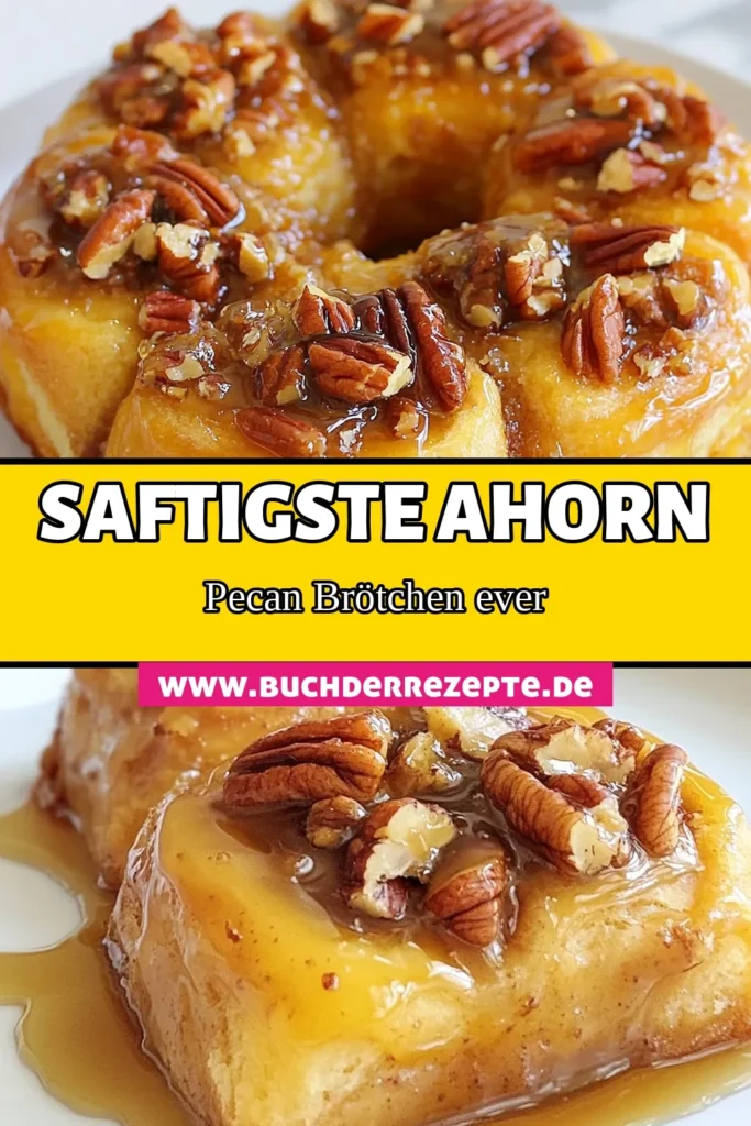 Entdecken Sie unser köstliches Rezept für Ahorn-Pecan-Sticky-Buns, perfekte klebrige Brötchen für ein unvergessliches Frühstück! Mit Pekannüssen und Ahornsirup machen Sie ein unwiderstehliches Dessert, das jedem schmeckt. Der Teig ist einfach zuzubereiten und das Ergebnis einfach himmlisch! Speichern Sie jetzt dieses Rezept für Ihre nächsten Frühstücks-Highlights. #AhornPecanStickyBuns #KlebrigeBrötchenRezept #PekannüsseBacken #AhornsirupDesserts