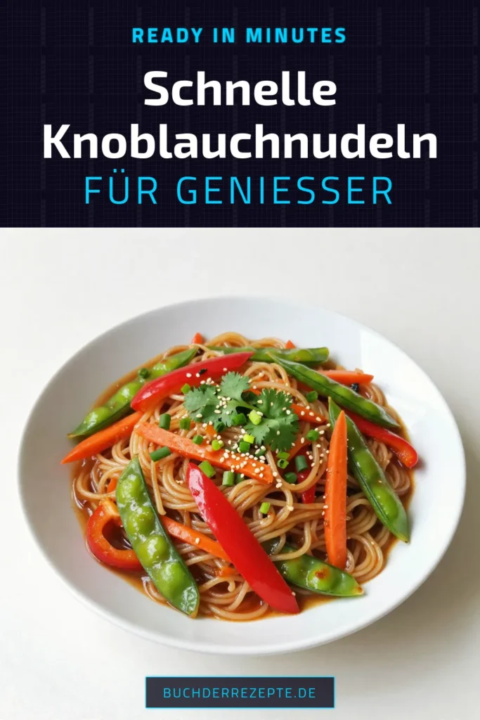 Entdecken Sie unser würziges Knoblauch-Nudelgericht – eine köstliche chinesische Nudelpfanne, die in nur 30 Minuten zubereitet ist! Verwöhnen Sie sich mit Reisnudeln mit Gemüse, frisch gebratenem Knoblauch und einer scharfen Sojasauce. Ideal für alle, die schnelle asiatische Rezepte lieben. Lassen Sie sich dieses schnelle Pfannengericht nicht entgehen und speichern Sie es für Ihr nächstes Abendessen! #AsiatischeRezepte #Nudelgericht #WürzigesPfannengericht #SchnelleRezepte