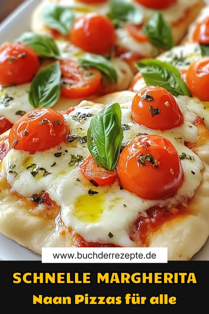 Entdecken Sie unser einfaches Rezept für Margherita Naan-Pizzas, die perfekte Kombi aus Naan und italienischem Flair. Diese vegane Naan-Pizza ist schnell zubereitet und begeistert mit frischem Basilikum, Mozzarella und aromatischen Kirschtomaten. Ideal als Vorspeise oder Hauptgericht. Lassen Sie sich von diesem einfachen Naan-Pizza Rezept inspirieren und probieren Sie es jetzt aus! #NaanPizza #veganeRezepte #italienischeKüche #leckeresEssen