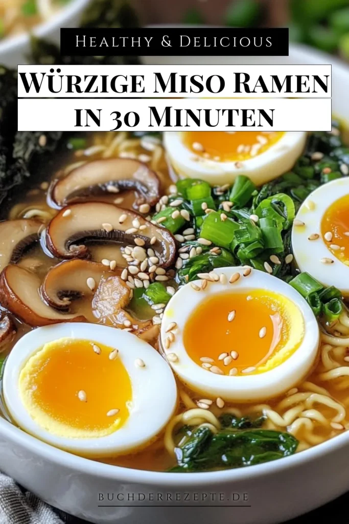 Entdecke das köstliche Miso Ramen Rezept für würzige Ramen, perfekt für Vegan-Liebhaber! Diese vegane Miso Ramen mit Shiitake-Pilzen und selbstgemachten Ramen-Nudeln sind nicht nur einfach zuzubereiten, sondern auch voller Geschmack. Kreiere deine eigene Schüssel voller umami Intensität in nur 30 Minuten! Speichere dir dieses Rezept und teile deine Kreationen! #MisoRamenRezept #WürzigeRamen #VeganeMisoRamen #RamenMitShiitakePilzen