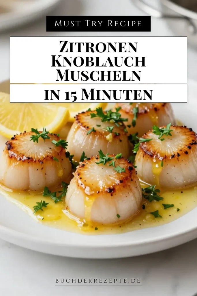 Genießen Sie unser köstliches Jakobsmuscheln Rezept mit Zitronen Knoblauch Butter! Dieses einfach zuzubereitende Meeresfrüchte Gericht bringt frischen Geschmack auf Ihren Teller. Die zarten Scallops mit Zitrone sind perfekt für ein schnelles Abendessen. Lassen Sie sich von dieser geschmacklichen Explosion begeistern und speichern Sie das Rezept für Ihre nächste Kochsession! #JakobsmuschelnRezept #ZitronenKnoblauchButter #Meeresfrüchte #einfacheJakobsmuscheln
