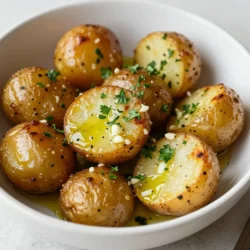 - 900 g Baby-Kartoffeln, halbiert - 4 Knoblauchzehen, fein gehackt - 3 Esslöffel Olivenöl - 1 Teelöffel getrockneter Thymian - 1 Teelöffel getrockneter Rosmarin - 1 Teelöffel geräucherter Paprika - Salz und Pfeffer nach Geschmack - Frische Petersilie, gehackt (zum Garnieren) Dieses Rezept reicht für 4 Portionen. So könnt ihr mit Freunden oder der Familie genießen. Wenn ihr eine vegane Option sucht, könnt ihr das Olivenöl verwenden. Für glutenfreie Alternativen sind alle Zutaten geeignet. So bleibt das Gericht für alle lecker und gesund. {{ingredient_image_2}} Heize deinen Ofen auf 220°C vor. Das sorgt für eine perfekte Röstung. Lege ein Backblech mit Backpapier aus. So bleibt alles sauber und die Kartoffeln kleben nicht fest. Nimm eine große Schüssel. Gib die halbierten Baby-Kartoffeln hinein. Füge den fein gehackten Knoblauch, das Olivenöl, den Thymian, den Rosmarin und den geräucherten Paprika dazu. Streue eine großzügige Prise Salz und Pfeffer über die Mischung. Mische alles gut durch. Du möchtest, dass jede Kartoffel gleichmäßig mit der Marinade bedeckt ist. Verteile die marinierten Kartoffeln gleichmäßig auf dem Backblech. Achte darauf, dass sie nicht übereinander liegen. Röste die Kartoffeln für 25 bis 30 Minuten. Wende sie nach der Hälfte der Zeit. So bräunen sie gleichmäßig und werden schön knusprig. Nach dem Rösten nimm die Kartoffeln aus dem Ofen. Garniere sie mit frisch gehackter Petersilie. Das gibt einen tollen Geschmack und eine schöne Farbe. Um die Kartoffeln knusprig zu bekommen, heizen Sie den Ofen rechtzeitig auf 220°C vor. Diese hohe Temperatur sorgt dafür, dass die Kartoffeln gut bräunen. Achten Sie darauf, die Kartoffeln in einer einzigen Schicht auf dem Backblech zu verteilen. Wenn die Kartoffeln zu eng beieinander liegen, werden sie weich und nicht knusprig. Rösten Sie die Kartoffeln 25-30 Minuten lang. Wenden Sie sie nach 15 Minuten, um eine gleichmäßige Bräunung zu erreichen. Um den Geschmack der Röstkartoffeln zu verbessern, können Sie verschiedene Kräuter und Gewürze hinzufügen. Neben Thymian und Rosmarin lassen sich auch Oregano oder Basilikum gut verwenden. Wenn Sie es etwas schärfer mögen, fügen Sie eine Prise Cayennepfeffer oder Chili hinzu. Geräucherter Paprika verleiht den Kartoffeln eine besondere Note. Experimentieren Sie mit Ihren Lieblingskräutern, um Ihren eigenen perfekten Mix zu finden. Präsentieren Sie die Röstkartoffeln in einer großen, rustikalen Schüssel. Bestreuen Sie sie mit frisch gehackter Petersilie für eine lebendige Farbe. Eine Zitronenscheibe als Garnitur bringt Frische ins Spiel. Diese Kartoffeln passen hervorragend zu gegrilltem Fleisch oder Fisch. Sie eignen sich auch als Beilage zu einem Salat. Genießen Sie die Vielfalt der Möglichkeiten! Pro Tipps Kartoffeln gleichmäßig schneiden: Achten Sie darauf, die Kartoffeln gleichmäßig zu halbieren, damit sie gleichmäßig garen und bräunen. Frische Kräuter verwenden: Wenn möglich, verwenden Sie frische Kräuter anstelle von getrockneten, um den Geschmack zu intensivieren. Vorheizen des Ofens: Stellen Sie sicher, dass Ihr Ofen vollständig vorgeheizt ist, bevor Sie die Kartoffeln hineinlegen, um eine knusprige Textur zu erzielen. Servieren mit Zitronenscheiben: Eine Zitronenscheibe neben den Röstkartoffeln kann einen frischen Kontrast bieten und das Gericht aufwerten. {{image_4}} Röstkartoffeln sind köstlich, aber du kannst sie auch grillen. Das Grillen bringt einen rauchigen Geschmack. Es ist auch einfach. Du legst die gewürzten Kartoffeln in eine Grillpfanne. Achte darauf, die Temperatur richtig einzustellen. So werden sie schön knusprig. Beim Rösten im Ofen kannst du eine gleichmäßige Bräunung erreichen. Beide Methoden sind lecker. Probiere sie aus und finde deine Lieblingsart! Saisonale Kräuter machen den Unterschied. Im Frühling kannst du frischen Schnittlauch oder Bärlauch verwenden. Im Sommer sind Basilikum und Oregano toll. Im Herbst passen Salbei und Thymian gut dazu. Winterliche Röstkartoffeln profitieren von Rosmarin und Estragon. Das Hinzufügen von saisonalem Gemüse, wie Karotten oder Kürbis, macht das Gericht bunter. Es ist nicht nur lecker, sondern auch gesund! Wenn du eine Low-Carb-Diät machst, kannst du Blumenkohl anstelle von Kartoffeln verwenden. Die Zubereitung bleibt gleich. Du erhältst ein ähnliches Aroma und viele Nährstoffe. Für vegane Optionen lasse einfach das Olivenöl weg und verwende etwas Gemüsebrühe. Auch glutenfrei sind die Röstkartoffeln bereits. So bleibt jeder zufrieden. Experimentiere mit verschiedenen Zutaten, um neue Geschmäcker zu entdecken! Um Ihre Knoblauch-Kräuter-Röstkartoffeln frisch zu halten, sollten Sie sie richtig lagern. Lassen Sie die Kartoffeln zuerst auf Raumtemperatur abkühlen. Danach können Sie sie in einem luftdichten Behälter im Kühlschrank aufbewahren. So bleiben sie bis zu drei Tage frisch. Achten Sie darauf, die Kartoffeln nicht zu lange bei Zimmertemperatur zu lassen, um die Sicherheit zu gewährleisten. Wenn es Zeit zum Wiedererwärmen ist, gibt es ein paar gute Methoden. Die beste Möglichkeit ist, die Röstkartoffeln im Ofen zu erwärmen. Heizen Sie den Ofen auf 190°C vor. Legen Sie die Kartoffeln auf ein Backblech und rösten Sie sie für etwa 10-15 Minuten. So werden sie wieder knusprig. Sie können auch eine Pfanne auf mittlerer Hitze verwenden. Geben Sie etwas Olivenöl hinzu und braten Sie die Kartoffeln für 5-7 Minuten. Diese Methoden helfen, den Geschmack zu bewahren. Die Haltbarkeit Ihrer Röstkartoffeln hängt von der Lagerung ab. Im Kühlschrank sind sie bis zu drei Tage gut. Wenn Sie Röstkartoffeln länger aufbewahren möchten, können Sie sie auch einfrieren. Legen Sie sie in einen gefrierfesten Behälter. So bleiben sie bis zu zwei Monate frisch. Achten Sie darauf, sie gut einzupacken, um Gefrierbrand zu vermeiden. Wenn Sie die Röstkartoffeln auftauen, verwenden Sie die oben genannten Methoden zum Wiedererwärmen, um die beste Textur zu erhalten. Die Zubereitung dauert insgesamt etwa 40 Minuten. Die Vorbereitungszeit beträgt nur 10 Minuten. In diesen zehn Minuten schneiden Sie die Baby-Kartoffeln und hacken den Knoblauch. Anschließend rösten Sie die Kartoffeln für 25 bis 30 Minuten im Ofen. Ein einfaches Gericht, das schnell geht! Ja, Sie können Röstkartoffeln im Voraus zubereiten. Kochen Sie sie einfach wie im Rezept beschrieben. Lassen Sie die Kartoffeln dann abkühlen und lagern Sie sie in einem luftdichten Behälter im Kühlschrank. So bleiben sie frisch für bis zu drei Tage. Wenn Sie bereit sind, sie zu servieren, erwärmen Sie sie im Ofen bei 180°C für 10 bis 15 Minuten. So bleiben sie knusprig! Knoblauch-Kräuter-Röstkartoffeln passen gut zu vielen Gerichten. Sie können sie mit gegrilltem Fleisch oder Fisch kombinieren. Ein frischer Salat ergänzt die Aromen perfekt. Auch gebratenes Gemüse ist eine tolle Beilage. Wenn Sie eine italienische Note hinzufügen wollen, servieren Sie sie mit Pesto oder einem Kräuterquark. Die Röstkartoffeln sind einfach zuzubereiten und köstlich. Wir haben die besten Zutaten aufgelistet, die für jede Diät anpassbar sind. Die Schritt-für-Schritt-Anleitung hilft dir, perfekte Ergebnisse zu erzielen. Nutze die Tipps für knusprige Kartoffeln und probiere verschiedene Variationen aus. Am Ende sind die Lagerungshinweise wichtig, damit deine Röstkartoffeln frisch bleiben. Mit diesen Ideen wirst du beeindruckende Gerichte zaubern. Viel Spaß beim Kochen!