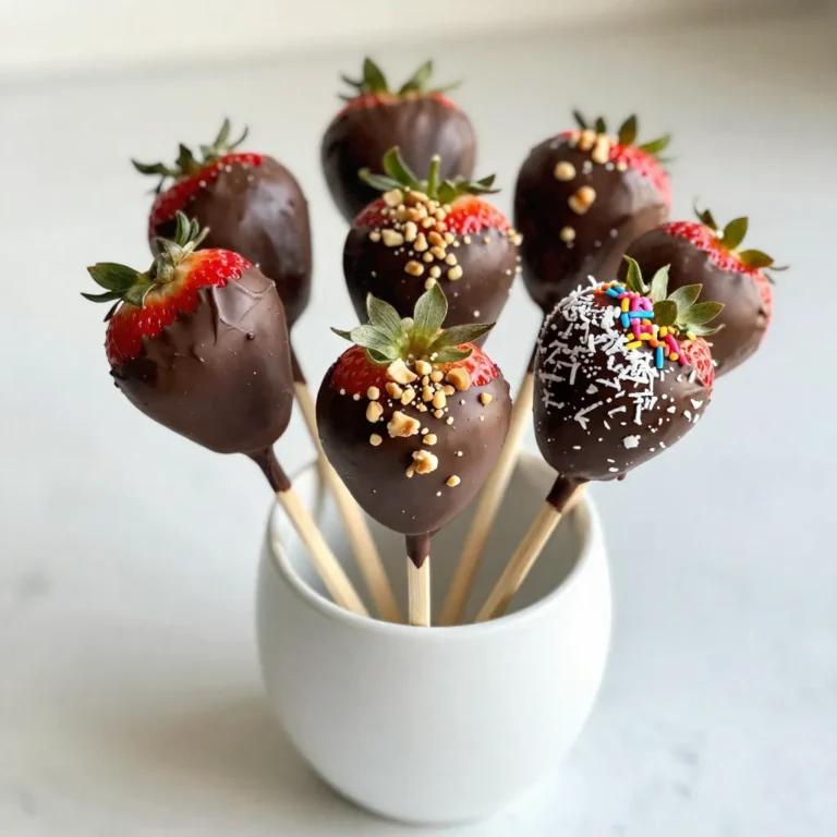 - 12 große Erdbeeren, gewaschen und gründlich getrocknet - 1 Tasse Zartbitterschokoladenstückchen - 1 Esslöffel Kokosöl - 12 Holzstäbchen oder Spieße Die Hauptzutaten sind einfach. Du brauchst frische Erdbeeren, die saftig sind. Die Zartbitterschokolade sorgt für einen reichen Geschmack. Das Kokosöl macht die Schokolade glatt und glänzend. Holzstäbchen helfen dir, die Erdbeeren einfach zu halten. - 1/4 Tasse gehackte Nüsse (z.B. Mandeln oder Pistazien) - 1/4 Tasse ungesüßte Kokosraspeln - Streusel (optional, zur Dekoration) Für die Dekoration kannst du kreativ sein. Gehackte Nüsse geben Crunch und Geschmack. Kokosraspeln bieten eine tropische Note. Streusel sind bunt und machen deine Pops lustig und einladend. Wähle Erdbeeren mit leuchtend roter Farbe. Sie sollten fest und saftig sein. Vermeide schrumplige Erdbeeren, da sie oft überreif sind. Achte darauf, dass keine Flecken oder Druckstellen vorhanden sind. Wenn du sie im Supermarkt kaufst, rieche daran. Ein süßer Duft zeigt, dass sie frisch und lecker sind. {{ingredient_image_2}} Zuerst wähle große, reife Erdbeeren aus. Wasche sie gründlich und trockne sie gut ab. Trockene Erdbeeren sind wichtig. Die Schokolade haftet besser, wenn die Erdbeeren trocken sind. Du kannst sie auf ein Küchentuch legen, um sicherzustellen, dass sie wirklich trocken sind. Nimm eine mikrowellengeeignete Schüssel. Gib die Zartbitterschokoladenstückchen und das Kokosöl hinein. Erhitze die Mischung in der Mikrowelle. Mach das in 30-Sekunden-Intervallen. Rühre nach jedem Intervall um. So wird die Schokolade gleichmäßig warm und glatt. Stecke vorsichtig einen Holzstab in das Stilende jeder Erdbeere. Der Stab sollte bis zur Hälfte eindringen. Halte die Erdbeere am Stab und tauche sie in die geschmolzene Schokolade. Schwenke die Erdbeere leicht, um sie gleichmäßig zu beschichten. Lass die überschüssige Schokolade abtropfen. Jetzt kannst du die Erdbeeren dekorieren! Während die Schokolade noch feucht ist, bestreue sie mit gehackten Nüssen oder Kokosraspeln. Lege die überzogenen Erdbeeren auf ein Backblech, das mit Backpapier ausgelegt ist. Wiederhole den Eintauch- und Dekorationsprozess mit allen Erdbeeren. Stelle das Backblech dann für etwa 30 Minuten in den Kühlschrank. Die Schokolade sollte fest werden. So hast du leckere, schokoladenüberzogene Erdbeer-Pops! Ein häufiger Fehler ist, die Erdbeeren nicht richtig zu trocknen. Wenn sie feucht sind, haftet die Schokolade nicht gut. Überprüfen Sie jede Erdbeere. Stellen Sie sicher, dass sie komplett trocken sind, bevor Sie eintauchen. Ein weiterer Fehler ist, die Schokolade zu heiß zu machen. Sie sollte sanft schmelzen. Wenn sie zu heiß ist, wird sie klumpig und schwer zu handhaben. Achten Sie darauf, alle Schritte langsam und vorsichtig durchzuführen. Wenn Sie Zartbitterschokolade nicht mögen, gibt es viele Alternativen. Weiße Schokolade ist eine süße Option, die gut mit Erdbeeren harmoniert. Sie können auch Vollmilchschokolade verwenden, wenn Sie es cremiger mögen. Für eine gesunde Option probieren Sie dunkle Schokolade mit hohem Kakaoanteil. Diese hat weniger Zucker und mehr Geschmack. Für vegane Varianten gibt es auch pflanzliche Schokoladenprodukte. Diese können genauso schmelzen und schmecken. Die richtige Konsistenz ist wichtig für einen guten Überzug. Mischen Sie die Zartbitterschokoladenstückchen mit einem Esslöffel Kokosöl. Das Kokosöl sorgt für eine glattere Schokolade. Erwärmen Sie die Mischung in der Mikrowelle in kurzen Intervallen. Rühren Sie nach jedem Intervall gut um. Die Schokolade sollte flüssig und glänzend sein, nicht klumpig oder fest. Wenn sie zu dick ist, fügen Sie etwas mehr Kokosöl hinzu. So gelingt Ihnen der perfekte Überzug für Ihre Erdbeer-Pops. Pro Tipps Erdbeeren trocken halten: Stellen Sie sicher, dass die Erdbeeren komplett trocken sind, um ein Ablösen der Schokolade zu verhindern. Kokosöl hinzufügen: Das Kokosöl macht die Schokolade geschmeidiger und sorgt für einen schönen Glanz. Variationen ausprobieren: Experimentieren Sie mit verschiedenen Toppings wie gehackten Nüssen, Keksbröseln oder verschiedenen Schokoladensorten. Richtige Kühlung: Stellen Sie sicher, dass die Erdbeer-Pops gut gekühlt werden, damit die Schokolade fest wird und nicht schmilzt. {{image_4}} Du kannst diese Erdbeer-Pops ganz einfach anpassen. Benutze verschiedene Beeren wie Himbeeren, Blaubeeren oder Brombeeren. Diese Früchte sind ebenfalls süß und saftig. Halte die Beeren so trocken wie möglich, bevor du sie in die Schokolade tauchst. Jede Beere hat ihren eigenen Geschmack, was die Pops aufregend macht. Das Eintauchen und Dekorieren bleibt gleich. Experimentiere mit verschiedenen Beeren und finde deinen Favoriten. Für vegane Schokoladenüberzogene Pops gibt es tolle Alternativen. Du kannst dunkle Schokolade aus Pflanzenfetten verwenden. Achte darauf, dass sie vegan ist. Statt Kokosöl kannst du Mandel- oder Sonnenblumenöl nutzen. Die Toppings sind ebenfalls wichtig. Nüsse, Samen oder getrocknete Früchte passen gut. Ungesüßte Kokosraspeln sind auch eine gute Wahl. Diese Variationen machen die Pops gesund und lecker. Wenn du einen besonderen Kick willst, füge Alkohol hinzu. Du kannst die geschmolzene Schokolade mit einem Schuss Rum oder Likör verfeinern. Das gibt den Pops einen aufregenden Geschmack. Denk daran, dass diese Version nur für Erwachsene ist. Du kannst die Pops auch mit einem Spritzer Likör dekorieren, bevor die Schokolade fest wird. Diese alkoholischen Variationen sind perfekt für Partys oder besondere Anlässe. Um die Schokoladenüberzogenen Erdbeer-Pops frisch zu halten, lege sie in einen luftdichten Behälter. Achte darauf, dass die Erdbeeren nicht übereinander liegen. Das könnte die Schokolade zerkratzen. Du kannst auch ein Stück Backpapier zwischen die Schichten legen. So bleibt alles schön. Du kannst die Erdbeer-Pops bis zu vier Tage im Kühlschrank lagern. Nach drei Tagen können sie jedoch an Frische verlieren. Überprüfe immer den Geruch und das Aussehen der Erdbeeren. Wenn sie matschig oder unangenehm riechen, ist es besser, sie wegzuwerfen. Wenn du überschüssige Schokolade hast, lass sie abkühlen und bewahre sie in einem Behälter auf. Du kannst sie für andere Rezepte wiederverwenden. Schmelze sie einfach erneut in der Mikrowelle. Achte darauf, die Schokolade nicht zu überhitzen, damit sie nicht anbrennt. Die Schokolade braucht etwa 30 Minuten, um fest zu werden. Dies hängt von der Temperatur ab. Wenn es kühl ist, kann es schneller gehen. Achten Sie darauf, die Erdbeer-Pops im Kühlschrank zu lassen. So bleibt die Schokolade schön knusprig. Ja, Sie können die Pops im Voraus machen. Lagern Sie sie im Kühlschrank bis zu zwei Tage. Wenn Sie sie länger aufbewahren, kann die Schokolade weich werden. Achten Sie darauf, die Pops gut zu verpacken, um sie frisch zu halten. Wenn die Schokolade nicht gut haftet, kann es an der Feuchtigkeit liegen. Stellen Sie sicher, dass die Erdbeeren trocken sind. Wenn die Schokolade zu dick ist, fügen Sie etwas mehr Kokosöl hinzu. Dies macht die Schokolade flüssiger und leichter zu handhaben. Ja, Sie können viele Früchte verwenden. Bananen, Ananas oder Trauben sind tolle Alternativen. Denken Sie daran, die Früchte gut zu trocknen. Dies hilft der Schokolade, besser zu haften. Experimentieren Sie mit verschiedenen Früchten für neue Geschmäcker! Schokoladenüberzogene Erdbeer-Pops sind einfach zu machen und lecker. Wir haben die Zutaten, die Zubereitung und Tipps besprochen. Ich habe auch Variationen vorgestellt, um jedem Geschmack gerecht zu werden. Wichtig ist, dass du die besten Erdbeeren auswählst und häufige Fehler vermeidest. Mit den richtigen Methoden bleiben die Pops frisch und lecker. Experimentiere mit den Tipps und finde deine Lieblingsversion. Viel Spaß beim Zubereiten!