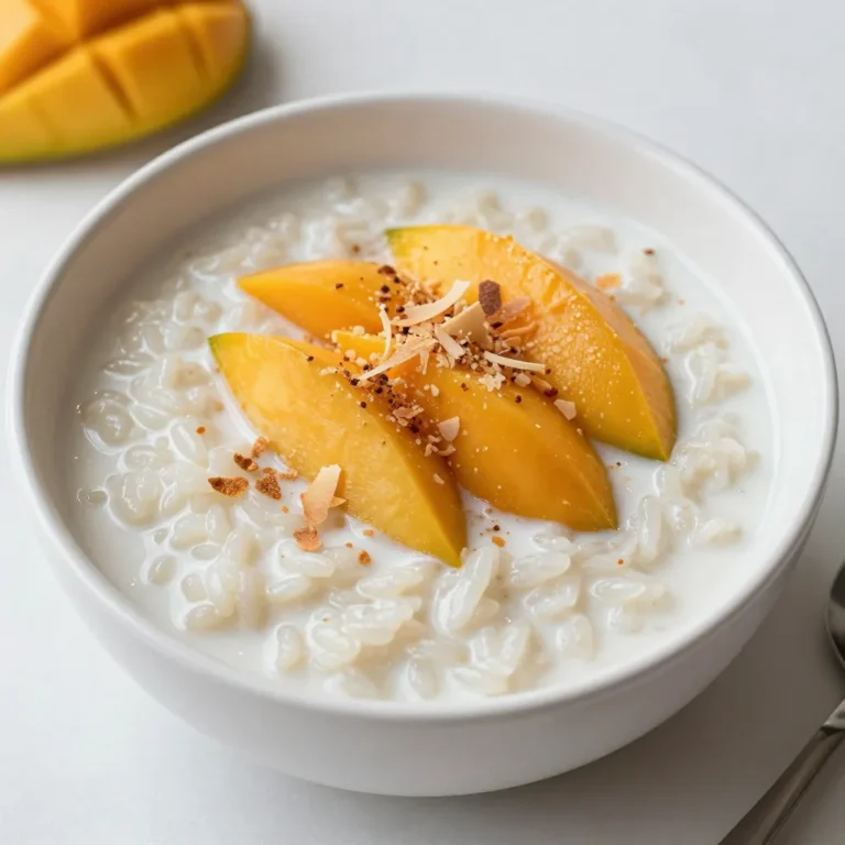 Um einen cremigen Kokosreis-Pudding zu machen, brauchst du folgende Hauptzutaten: - 1 Tasse Arborio-Reis - 2 Tassen Kokosnussmilch - 1 Tasse Mandelmilch Arborio-Reis gibt dem Pudding seine schöne, cremige Textur. Die Kokosnussmilch bringt einen reichen, tropischen Geschmack. Mandelmilch fügt eine leichte Nussnote hinzu. Für den perfekten süßen Geschmack benötigst du: - 1/2 Tasse Zucker - 1 Teelöffel Vanilleextrakt - 1/4 Teelöffel gemahlener Zimt Zucker süßt den Pudding gut. Vanilleextrakt fügt Tiefe hinzu. Zimt gibt einen warmen, angenehmen Akzent. Um den Pudding zu verfeinern, empfehle ich: - Frische Mangoscheiben - Geröstete Kokosflocken Frische Mangos bringen eine fruchtige Frische. Geröstete Kokosflocken fügen einen knackigen Biss hinzu. Diese Garnierungen machen den Pudding noch schöner und leckerer. {{ingredient_image_2}} Zuerst spülst du den Arborio-Reis ab. Nimm eine Schüssel und fülle sie mit kaltem Wasser. Gib den Reis hinein und rühre leicht um. Du solltest das Wasser so lange wechseln, bis es klar bleibt. Das hilft, die Stärke zu entfernen. Die Stärke kann den Pudding zu dick machen. Jetzt kommt der spannende Teil. Gib den abgetropften Reis in einen mittelgroßen Topf. Füge die Kokosnussmilch, die Mandelmilch, den Zucker und das Salz hinzu. Rühre alles gut um, bis es gut vermischt ist. Stelle den Herd auf mittlere Hitze und bringe die Mischung zum Kochen. Rühre dabei gelegentlich um, damit nichts ansetzt. Sobald die Mischung kocht, reduziere die Hitze auf niedrig. Decke den Topf ab und lasse den Pudding 20 bis 25 Minuten köcheln. Rühre häufig um, damit der Reis weich wird und cremig bleibt. Wenn der Pudding fertig ist, nimm den Topf vom Herd. Jetzt rührst du den Vanilleextrakt und den gemahlenen Zimt ein. Das gibt dem Pudding einen wundervollen Geschmack. Lasse den Pudding für 5 Minuten abgedeckt stehen. Das hilft, ihn noch etwas dicker zu machen. Serviere den Pudding warm oder gekühlt. Fülle ihn in Schalen und garniere ihn mit frischen Mangoscheiben und gerösteten Kokosflocken. Diese Toppings geben extra Biss und Freude beim Essen. - Die richtige Kochzeit: Koche den Pudding für 20 bis 25 Minuten. Diese Zeit hilft dem Reis, weich zu werden und die Flüssigkeit gut aufzunehmen. Achte darauf, dass du ihn nicht zu lange kochst, sonst wird er zu dick. - Häufiges Rühren: Rühre den Pudding oft um. Das verhindert, dass der Reis am Boden des Topfes kleben bleibt. Es sorgt auch dafür, dass die Mischung gleichmäßig kocht und schön cremig wird. - Vegan und glutenfrei Optionen: Dieser Pudding ist von Natur aus vegan und glutenfrei. Verwende einfach Kokosnussmilch und eine Pflanzenmilch, um die besten Ergebnisse zu erzielen. - Verwendung von verschiedenen Milchalternativen: Du kannst jede Milchalternative nutzen. Mandelmilch, Hafermilch oder sogar Sojamilch funktionieren gut. Probiere verschiedene Sorten aus, um deinen Favoriten zu finden! - Servieren kalt oder warm: Du kannst den Pudding warm servieren, direkt nach dem Kochen. Oder lass ihn abkühlen und genieße ihn kalt. Beide Varianten sind lecker! - Anrichten mit Toppings: Garniere den Pudding mit frischen Mangoscheiben und gerösteten Kokosflocken. Diese Toppings fügen Geschmack und Textur hinzu. Experimentiere auch mit Nüssen oder Schokoladenstückchen! Pro Tipps Reis gründlich abspülen: Durch das Abspülen des Arborio-Reises wird überschüssige Stärke entfernt, was zu einer cremigeren Konsistenz des Puddings führt. Langsame Hitze verwenden: Das sanfte Köcheln bei niedriger Hitze sorgt dafür, dass der Reis gleichmäßig gart und nicht am Boden des Topfes anhaftet. Variationen ausprobieren: Experimentiere mit verschiedenen Milchsorten oder süßen Zutaten wie Honig oder Agavendicksaft, um den Pudding nach deinem Geschmack anzupassen. Serviertemperatur: Der Pudding kann sowohl warm als auch kalt serviert werden; die Konsistenz verändert sich leicht, also finde heraus, wie du ihn am liebsten magst. {{image_4}} Eine einfache Art, deinen cremigen Kokosreis-Pudding zu ändern, ist die Verwendung von frischen Früchten. Du kannst Ananas oder Papaya hinzufügen. Diese Früchte bringen einen frischen, süßen Geschmack. Sie passen sehr gut zu Kokosnuss. Schneide die Früchte klein und mische sie unter den Pudding, bevor du ihn servierst. Kokosnussraspeln sind eine weitere tolle Ergänzung. Sie geben dem Pudding einen extra Crunch. Du kannst die Raspeln beim Kochen hinzufügen oder sie als Garnierung verwenden. Geröstete Kokosnussraspeln bringen ein intensives Aroma. Wenn du nach einer gesünderen Option suchst, kannst du einen Paleo-freundlichen Pudding machen. Ersetze den Zucker durch Honig oder Ahornsirup. Diese Süßstoffe sind natürlicher und gesünder. Achte darauf, die Menge anzupassen, da sie süßer sind. Zuckerfreie Alternativen sind auch möglich. Verwende Stevia oder Erythrit, um den Pudding süß zu machen. Diese Optionen sind kalorienarm und passen gut in eine zuckerfreie Diät. Saisonales Obst ist eine großartige Möglichkeit, deinen Pudding zu variieren. Im Sommer kannst du Beeren oder Pfirsiche hinzufügen. Im Herbst bieten sich Äpfel oder Birnen an. Diese Früchte bringen Farbe und Geschmack in deinen Pudding. Experimentiere auch mit Gewürzen. Ein Hauch von Muskatnuss oder Kardamom kann den Pudding aufpeppen. Diese Gewürze bringen Tiefe und Wärme. Sei kreativ und finde deine Lieblingskombinationen! Wähle einen luftdichten Behälter für den Pudding. So bleibt er frisch. Der Kokosreis-Pudding hält sich im Kühlschrank bis zu fünf Tage. Achte darauf, ihn gut abzudecken, damit er keine anderen Gerüche aufnimmt. Du kannst den Pudding auch einfrieren. Fülle ihn einfach in einen gefrierfesten Behälter. Lasse etwas Platz, da der Pudding beim Einfrieren expandiert. Der Pudding bleibt bis zu drei Monate frisch. Zum Aufwärmen, lasse ihn über Nacht im Kühlschrank auftauen. Erhitze ihn dann langsam in einem Topf oder in der Mikrowelle. Hast du Reste? Du kannst sie in vielen Gerichten verwenden. Mische den Pudding in einen Smoothie für mehr Cremigkeit. Oder verwandele ihn in Kekse. Mische ihn mit Haferflocken und backe sie goldbraun. So schaffst du leckere Snacks aus dem Pudding. Kokosreis-Pudding hält im Kühlschrank etwa 3 bis 5 Tage. Wichtig ist, ihn in einem luftdichten Behälter aufzubewahren. So bleibt er frisch und lecker. Du kannst ihn auch leicht aufwärmen. Achte darauf, beim Erwärmen etwas Milch hinzuzufügen. So bleibt die cremige Textur erhalten. Ja, du kannst andere Reissorten verwenden. Langkornreis ist eine Option, aber er wird weniger cremig. Rundkornreis, wie Arborio, ist ideal für Pudding. Er gibt eine bessere Konsistenz. Experimentiere mit verschiedenen Sorten, um deinen Favoriten zu finden. Bedenke jedoch, dass die Kochzeit variieren kann. Um den Pudding süßer zu machen, kannst du mehr Zucker hinzufügen. Honig oder Ahornsirup sind ebenfalls gute Alternativen. Probiere auch Kokosblütenzucker für einen besonderen Geschmack. Beginne mit kleinen Mengen und taste dich vor. So findest du die perfekte Süße für deinen Geschmack. Du hast nun alles, was du über Kokosreis-Pudding wissen musst. Wir haben die Hauptzutaten, die Zubereitung und wertvolle Tipps behandelt. Denk daran, die richtige Kochzeit und das häufige Rühren sind entscheidend. Variiere die Rezepte, um deinen Geschmack zu treffen, und genieße die Vielseitigkeit dieses Desserts. Abgesehen von deinem neuen Lieblingsrezept kannst du auch Reste clever verwenden. Experimentiere mit verschiedenen Aromen und genieße jeden Löffel!