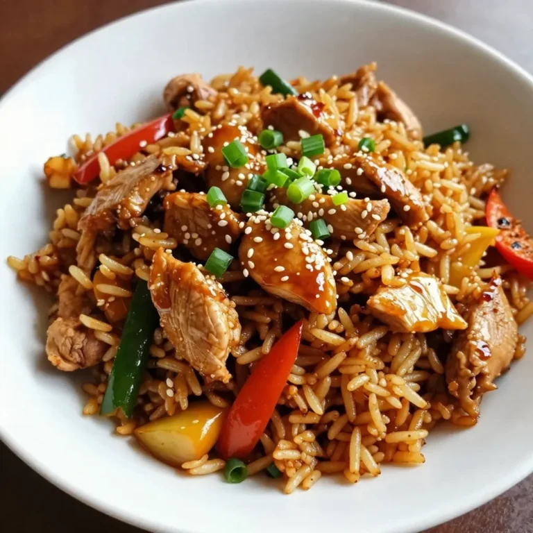 - 2 Tassen gekochter Jasminreis (am besten vom Vortag) - 450 g Hähnchenbrustfilet, gewürfelt - 1 Tasse gemischtes Gemüse (Erbsen, Karotten und Mais) Um Hibachi Chicken Fried Rice zu machen, brauchst du frische und einfache Zutaten. Der gekochte Jasminreis ist wichtig. Er sollte am besten vom Vortag sein. Das macht ihn trocken, was beim Braten hilft. Das Hähnchenbrustfilet ist die Hauptproteinquelle. Es sollte in kleine Würfel geschnitten werden. Das gemischte Gemüse bringt Farbe und Geschmack. Erbsen, Karotten und Mais sind eine großartige Wahl. - 2 Esslöffel Sojasauce - 1 Esslöffel Sesamöl - 2 Esslöffel Pflanzenöl Die Gewürze machen dein Gericht lecker. Sojasauce gibt einen salzigen Geschmack. Sie ist ein Muss in jedem asiatischen Gericht. Sesamöl fügt einen nussigen Geschmack hinzu und macht alles aromatisch. Pflanzenöl ist ideal zum Braten. Es hat einen hohen Rauchpunkt und eignet sich gut für hohe Temperaturen. - Sesamsamen - 3 Frühlingszwiebeln, in Ringe geschnitten Die optionalen Zutaten sind nicht zwingend nötig, aber sie machen das Gericht noch besser. Sesamsamen sind toll für die Dekoration. Sie geben einen knusprigen Biss. Frühlingszwiebeln setzen einen frischen Akzent. Du kannst sie am Ende über den Reis streuen. {{ingredient_image_2}} Zuerst erhitzen Sie 1 Esslöffel Pflanzenöl in einer großen Pfanne. Verwenden Sie mittlere bis hohe Hitze. Geben Sie dann das gewürfelte Hähnchen in die Pfanne. Würzen Sie es mit Salz und Pfeffer. Braten Sie das Hähnchen, bis es goldbraun ist (etwa 5-7 Minuten). Sobald es gar ist, nehmen Sie das Hähnchen aus der Pfanne und stellen Sie es beiseite. In die gleiche Pfanne geben Sie den restlichen Esslöffel Pflanzenöl und das Sesamöl. Fügen Sie den gehackten Knoblauch hinzu. Braten Sie ihn etwa 30 Sekunden an, bis er gut riecht. Dann kommt das gemischte Gemüse dazu. Braten Sie es 3-4 Minuten, bis es zart wird. Schieben Sie das Gemüse zur Seite der Pfanne. Gießen Sie die verquirlten Eier in den freien Platz. Rühren Sie die Eier, bis sie fest sind. Mischen Sie dann die Eier mit dem Gemüse. Jetzt ist es Zeit für den Reis! Geben Sie den gekochten Jasminreis in die Pfanne. Zerbrechen Sie eventuelle Klumpen. Vermengen Sie alles gründlich. Gießen Sie die Sojasauce über die Mischung und fügen Sie das gebratene Hähnchen hinzu. Braten Sie alles weitere 2-3 Minuten. Fügen Sie die geschnittenen Frühlingszwiebeln hinzu. Werfen Sie alles gut um. Passen Sie den Geschmack mit zusätzlichem Salz und Pfeffer an. Nehmen Sie die Pfanne vom Herd. Übertragen Sie den gebratenen Reis auf einen großen Teller. Wenn Sie möchten, streuen Sie Sesamsamen darüber, um zu garnieren. - Verwendung von altem Reis: Alte Reisreste sind ideal. Gekochter Reis vom Vortag hat die perfekte Konsistenz. Er bleibt locker und klumpt nicht. - Reis richtig aufbewahren: Bewahre deinen Reis in einem luftdichten Behälter auf. So bleibt er frisch und vermeidet unangenehme Gerüche. Stelle den Behälter in den Kühlschrank. - Variationen der Sojasauce: Du kannst helle oder dunkle Sojasauce verwenden. Dunkle Sojasauce gibt mehr Farbe und Geschmack. Experimentiere mit verschiedenen Marken für neue Aromen. - Gewürze, die das Gericht aufwerten: Füge etwas Knoblauchpulver oder Ingwer hinzu. Diese Gewürze verleihen dem Gericht Tiefe und Wärme. Ein Spritzer Zitronensaft kann die Aromen aufhellen. - Präsentationsideen: Serviere deinen Hibachi Chicken Fried Rice in einer großen Schüssel. Das macht das Gericht einladend. Verwende einen flachen Teller, um die Farben gut zur Geltung zu bringen. - Garnierungen für den Extra-Kick: Streue frische Frühlingszwiebeln darüber. Ein paar Sesamsamen geben zusätzlichen Crunch. Du kannst auch frische Kräuter wie Koriander verwenden. Pro Tipps Verwenden Sie Tagestagestart: Um das beste Aroma zu erzielen, verwenden Sie Reis, der am Vortag gekocht und im Kühlschrank aufbewahrt wurde. Dies verhindert, dass der Reis matschig wird. Hähnchen marinieren: Marinieren Sie das Hähnchen einige Stunden vorher in Sojasauce und Sesamöl, um den Geschmack zu intensivieren. Gemüse variieren: Experimentieren Sie mit verschiedenen Gemüsesorten wie Paprika, Brokkoli oder Zucchini für zusätzliche Farbe und Nährstoffe. Schärfe hinzufügen: Fügen Sie einen Spritzer Sriracha oder eine Prise rote Paprikaflocken hinzu, um dem Gericht eine zusätzliche Schärfe zu verleihen. {{image_4}} Wenn du eine vegetarische Version von Hibachi Chicken Fried Rice machen möchtest, kannst du einfach das Hähnchen weglassen. Ersetze es durch mehr Gemüse. Eine Mischung aus Erbsen, Karotten und Mais sorgt für Farbe und Geschmack. Du kannst auch Tofu verwenden. Tofu hat eine tolle Textur und nimmt die Aromen gut auf. Schneide den Tofu in kleine Würfel und brate ihn goldbraun an. So hast du ein leckeres und nahrhaftes Gericht. Wenn du das Hähnchen ersetzen möchtest, probiere Garnelen oder Rindfleisch. Garnelen sind schnell zubereitet und geben einen frischen Geschmack. Rindfleisch braucht etwas mehr Zeit beim Kochen. Achte darauf, die Kochzeiten anzupassen. Garnelen braten nur 2-3 Minuten, während Rindfleisch 5-7 Minuten benötigt. So bleibt alles zart und saftig. Um deinem Fried Rice einen besonderen Kick zu geben, spiele mit verschiedenen asiatischen Saucen. Sojasauce ist ein Muss, aber du kannst auch Teriyaki oder Hoisin verwenden. Möchtest du es schärfer? Füge Sriracha oder Chiliöl hinzu. Diese geben deinem Gericht eine tolle Schärfe. Experimentiere mit den Mengen, um den perfekten Geschmack zu finden. Um Ihren Hibachi Chicken Fried Rice frisch zu halten, wählen Sie luftdichte Behälter. Diese verhindern, dass der Reis austrocknet oder Gerüche aufnimmt. Der Reis bleibt im Kühlschrank etwa drei bis vier Tage frisch. Achten Sie darauf, den Reis schnell abzukühlen. So vermeiden Sie Bakterienwachstum. Wenn Sie mehr Fried Rice zubereiten, können Sie ihn einfrieren. Teilen Sie den kalten Reis in Portionen auf. Verwenden Sie gefriergeeignete Behälter oder Beutel. So bleibt die Qualität gut. Zum Auftauen legen Sie den Reis in den Kühlschrank über Nacht. Um ihn wieder aufzuwärmen, nutzen Sie eine Pfanne oder Mikrowelle. Fügen Sie etwas Wasser hinzu, damit der Reis nicht trocken wird. Hibachi Chicken Fried Rice bleibt im Kühlschrank bis zu 3 Tage frisch. Lagern Sie ihn in einem luftdichten Behälter. So bleibt der Reis nicht nur lecker, sondern auch sicher zu essen. Achten Sie darauf, dass der Reis beim Lagern gut abgekühlt ist. Das hilft, Bakterien zu vermeiden. Ja, Sie können den Reis im Voraus zubereiten. Kochen Sie den Jasminreis am besten am Vortag. Lassen Sie ihn dann abkühlen und stellen Sie ihn in den Kühlschrank. Kalter Reis lässt sich besser anbraten. So vermeiden Sie einen matschigen Reis. Zu Hibachi Chicken Fried Rice passen viele Beilagen gut. Hier sind einige Ideen: - Edamame - Miso-Suppe - Frische Salate mit Sesamdressing - Gegrilltes Gemüse Diese Optionen ergänzen die Aromen des Gerichts wunderbar. Hibachi Chicken Fried Rice ist nicht von Natur aus glutenfrei. Sojasauce enthält Gluten. Verwenden Sie glutenfreie Sojasauce, um das Gericht anzupassen. Achten Sie auch darauf, dass andere Zutaten glutenfrei sind. So bleibt das Gericht für alle geeignet. Ja, das Rezept kann leicht angepasst werden. Zum Beispiel können Sie: - Tofu anstelle von Hähnchen verwenden - Verschiedene Gemüsesorten hinzufügen, wie Paprika oder Brokkoli - Mehr oder weniger Eier verwenden, je nach Vorliebe Diese Anpassungen machen das Gericht einzigartig und passend für jeden Geschmack. In diesem Blog haben wir die Zutaten und den Zubereitungsprozess von Hibachi Chicken Fried Rice erkundet. Wir schauten uns Hauptzutaten wie Hähnchen, Reis und Gemüse an. Außerdem lernten wir über Gewürze, Tipps und Variationen. Hibachi Fried Rice ist einfach zuzubereiten und anpassbar. Mit den richtigen Zutaten und Zubereitungstechniken schmeckt es immer gut. Probiere es aus und finde deine eigene perfekte Variante!