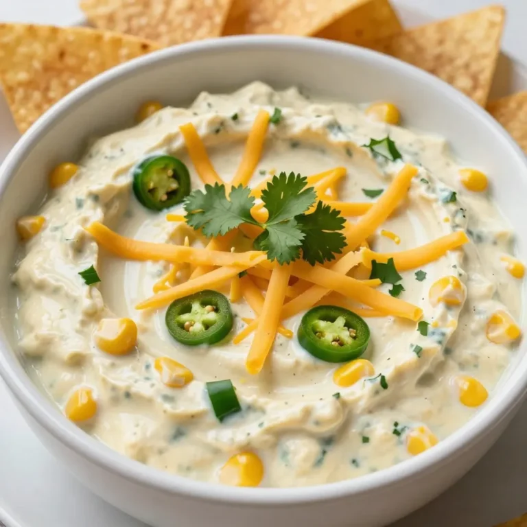 Um diesen leckeren Dip zu machen, brauchst du die folgenden Zutaten: - 1 Dose (425 g) süßer Mais, abgetropft - 1 Dose (113 g) gewürfelte grüne Chilis - 1-2 frische Jalapeños, fein gehackt (entkernt für weniger Schärfe) - 240 g Frischkäse, weich - 120 g Sauerrahm - 120 g Mayonnaise - 100 g geriebener Cheddar-Käse - 1 Teelöffel Knoblauchpulver - 1 Teelöffel Zwiebelpulver - Salz und Pfeffer nach Geschmack - Frischer Koriander zum Garnieren - Tortillachips zum Servieren Dieses Rezept ergibt 6 bis 8 Portionen. Die Zubereitungszeit beträgt nur 10 Minuten. Danach muss der Dip für 20 bis 25 Minuten in den Ofen. So hast du schnell einen tollen Snack oder eine Vorspeise. Du kannst den Dip leicht anpassen. Probiere, verschiedene Käsesorten zu verwenden, wie Gouda oder Mozzarella. Für mehr Frische kannst du auch einige Limettenzesten hinzufügen. Wenn du es schärfer magst, füge mehr Jalapeños oder sogar einige Chili-Flocken hinzu. Veganer? Nutze pflanzliche Alternativen zu Frischkäse und Mayonnaise. So bleibt der Dip lecker und passt zu deinem Geschmack. {{ingredient_image_2}} Um diesen cremigen Jalapeño Maisdip zu machen, brauchst du einige frische Zutaten. Beginne mit der Auswahl deiner Jalapeños. Du kannst die Schärfe anpassen, indem du die Kerne entfernst. Dann öffne die Dosen. Der süße Mais und die grünen Chilis bringen viel Geschmack. Vergiss nicht, den Frischkäse rechtzeitig aus dem Kühlschrank zu holen, damit er weich wird. So lässt er sich leichter vermengen. - 1 Dose (425 g) süßer Mais, abgetropft - 1 Dose (113 g) gewürfelte grüne Chilis - 1-2 frische Jalapeños, fein gehackt - 240 g Frischkäse, weich - 120 g Sauerrahm - 120 g Mayonnaise - 100 g geriebener Cheddar-Käse - 1 Teelöffel Knoblauchpulver - 1 Teelöffel Zwiebelpulver - Salz und Pfeffer nach Geschmack - Frischer Koriander zum Garnieren - Tortillachips zum Servieren In einer großen Rührschüssel vermengst du zuerst den weichen Frischkäse, Sauerrahm und Mayonnaise. Rühre kräftig, bis die Mischung glatt ist. Das sorgt für die cremige Basis des Dips. Jetzt fügst du den abgetropften Mais, die grünen Chilis und die Jalapeños hinzu. Rühre alles gut durch. Die Gewürze wie Knoblauchpulver und Zwiebelpulver kommen jetzt dazu. Vergiss nicht, mit Salz und Pfeffer abzuschmecken. Am Ende hebst du den geriebenen Cheddar-Käse vorsichtig unter. So bleibt die Mischung schön luftig. Heize den Ofen auf 175 °C vor. Gib die Dip-Mischung in eine Auflaufform und verteile sie gleichmäßig. Backe den Dip für 20-25 Minuten. Achte darauf, dass er heiß und blubbernd ist. Nach dem Backen lass den Dip für ein paar Minuten abkühlen. Das hilft, die Aromen zu setzen. Garniere ihn dann mit frischem Koriander. Serviere den Dip warm mit Tortillachips. So ist er perfekt zum Dippen geeignet! Um die beste Konsistenz für deinen cremigen Jalapeño Maisdip zu erreichen, ist der Frischkäse der Schlüssel. Du musst ihn gut weich machen, bevor du ihn mit anderen Zutaten vermischst. Das hilft, Klumpen zu vermeiden. Ich empfehle, den Frischkäse etwa eine halbe Stunde vor der Zubereitung aus dem Kühlschrank zu nehmen. So wird er schön cremig. Wenn der Dip zu dick ist, füge einen Esslöffel Milch hinzu. Das macht ihn leichter und einfacher zum Dippen. Die Schärfe ist ein wichtiger Teil dieses Dips. Wenn du es mild magst, entferne die Kerne der Jalapeños. Das reduziert die Schärfe deutlich. Du kannst auch die Menge der Jalapeños anpassen. Für mehr Kick, verwende einfach mehr! Eine weitere Option ist die Verwendung von eingelegten Jalapeños. Diese sind oft weniger scharf, aber geben trotzdem einen tollen Geschmack. Probiere auch, den Dip mit einer scharfen Soße zu verfeinern, um die Schärfe zu steigern. Um Zeit zu sparen, kannst du die Zutaten im Voraus vorbereiten. Schneide die Jalapeños und messe alle Zutaten vorab ab. So bist du schneller fertig. Der Dip kann sogar einen Tag vorher zubereitet werden. Lagere ihn einfach im Kühlschrank. Vor dem Backen solltest du ihn auf Zimmertemperatur bringen. Das sorgt für gleichmäßiges Backen. Wenn du wenig Zeit hast, kannst du auch die Dose Mais und die gewürfelten Chilis verwenden. Das spart dir viel Zeit in der Küche! Pro Tipps Die perfekte Konsistenz: Um eine besonders cremige Textur zu erreichen, stelle sicher, dass der Frischkäse Raumtemperatur hat, bevor du ihn vermengst. Schärfe anpassen: Wenn du es weniger scharf magst, entferne die Kerne der Jalapeños vollständig oder verwende stattdessen milde Paprika. Vorbereitung im Voraus: Du kannst den Dip einen Tag im Voraus zubereiten und im Kühlschrank aufbewahren. Einfach vor dem Servieren aufwärmen! Serviervorschläge: Experimentiere mit verschiedenen Dips wie Gemüse oder Pita-Chips für eine gesunde Alternative zu Tortillachips. {{image_4}} Wenn du eine vegetarische oder vegane Version machen möchtest, kannst du den Frischkäse durch eine pflanzliche Alternative ersetzen. Es gibt viele tolle Marken, die cremigen veganen Käse anbieten. Für den Sauerrahm kannst du auch Soja- oder Kokos-Sauerrahm nehmen. Diese Alternativen machen den Dip genauso lecker. Du kannst die Grundrezeptur leicht aufpeppen. Füge zum Beispiel einige gewürfelte Paprika oder Zwiebeln hinzu. Auch schwarze Bohnen passen gut und geben dir mehr Biss. Wenn du es noch würziger magst, probiere geräucherte Paprika oder einen Spritzer Limettensaft. Frische Kräuter wie Koriander oder Petersilie bringen Frische in den Dip. Dieser Dip ist perfekt für viele Gelegenheiten. Serviere ihn bei einem Grillfest mit Tortillachips. Er passt auch gut zu Gemüsesticks für eine gesunde Option. Für einen Filmabend kannst du ihn mit Nachos kombinieren. Wenn du Gäste hast, serviere ihn in einer hübschen Schüssel und dekoriere ihn mit frischem Koriander. So sieht er nicht nur gut aus, sondern schmeckt auch fantastisch. Um deinen cremigen Jalapeño Maisdip frisch zu halten, packe ihn in einen luftdichten Behälter. So bleibt er bis zu fünf Tage im Kühlschrank gut. Stelle sicher, dass der Dip gut abgekühlt ist, bevor du ihn in den Behälter gibst. So vermeidest du Kondenswasser, das die Konsistenz beeinträchtigen könnte. Wenn du den Dip wieder verwendest, rühre ihn gut durch. Du kannst den Dip auch einfrieren, wenn du mehr zubereitet hast. Fülle ihn in einen gefrierfesten Behälter oder in Gefrierbeutel. Achte darauf, etwas Platz zu lassen, da sich der Dip beim Einfrieren ausdehnt. Der Dip bleibt bis zu drei Monate frisch im Gefrierfach. Wenn du ihn brauchst, lasse ihn über Nacht im Kühlschrank auftauen. Um den Dip wieder warm und cremig zu machen, gibt es zwei einfache Methoden. Du kannst ihn in der Mikrowelle aufwärmen. Stelle die Mikrowelle auf mittlere Leistung und erhitze den Dip in kurzen Intervallen, etwa zwei Minuten. Rühre zwischendurch gut um. Alternativ kannst du ihn im Ofen bei 175 °C aufwärmen. Gib ihn in eine Auflaufform und erhitze ihn etwa 15 Minuten, bis er heiß und blubbernd ist. Der Cremige Jalapeño Maisdip kann mild oder scharf sein. Die Schärfe hängt von den Jalapeños ab. Wenn du die Kerne entfernst, wird der Dip milder. Mit frischen, ganzen Jalapeños wird er schärfer. Probiere es aus und finde den perfekten Geschmack für dich! Ja, du kannst den Dip im Voraus zubereiten. Mische alle Zutaten und stelle ihn in den Kühlschrank. Das macht die Aromen noch besser! Backe ihn dann, wenn du bereit bist, ihn zu servieren. So hast du weniger Stress, wenn Gäste kommen. Tortillachips sind die beste Wahl. Sie sind knusprig und passen perfekt zu diesem Dip. Du kannst auch Gemüse wie Karotten oder Sellerie anbieten. Diese bringen eine frische Note. Für eine süße Note sind auch Nachos eine gute Idee. Der cremige Jalapeño Maisdip ist einfach und köstlich. Wir haben die Zutaten, die Zubereitung und hilfreiche Tipps behandelt. Variationen bieten Spielraum für jeden Geschmack. Lagern Sie den Dip richtig, um ihn länger frisch zu halten. Mit diesen Ideen können Sie jeden Anlass aufpeppen. Experimentieren Sie und finden Sie Ihre perfekte Version. Genießen Sie den Dip und überraschen Sie Ihre Gäste!