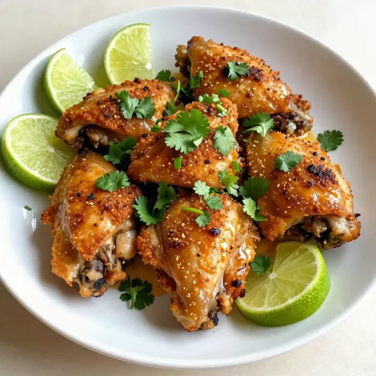 - 4 Hähnchenkeulen mit Knochen und Haut - 60 ml frischer Limettensaft - 60 ml frischer Koriander, gehackt Die Hauptzutaten sind einfach zu finden. Die Hähnchenkeulen geben viel Geschmack. Die Limetten bringen Frische. Der Koriander fügt ein tolles Aroma hinzu. Diese Zutaten schaffen die Basis für ein leckeres Gericht. - 3 Knoblauchzehen, fein gehackt - 30 ml Olivenöl - 1 Teelöffel Kreuzkümmel Die Gewürze sind wichtig für die Marinade. Der Knoblauch gibt ein starkes Aroma. Olivenöl hilft, die Gewürze gut zu vermischen. Kreuzkümmel bringt einen warmen, erdigen Geschmack. - 1 Teelöffel geräuchertes Paprikapulver - 1 Teelöffel Salz - 1/2 Teelöffel schwarzer Pfeffer - 1/4 Teelöffel rote Paprikaflocken (optional für Schärfe) Die zusätzlichen Gewürze bringen mehr Tiefe in das Gericht. Geräuchertes Paprikapulver gibt einen rauchigen Geschmack. Salz und Pfeffer sind Grundgewürze, die jedes Gericht verbessern. Rote Paprikaflocken können das Gericht schärfer machen, wenn Sie es mögen. Diese Kombination sorgt für ein harmonisches Geschmacksbild. {{ingredient_image_2}} 1. Marinade zubereiten: In einer mittleren Schüssel mische ich den frischen Limettensaft, gehackten Koriander, fein gehackten Knoblauch, Olivenöl, Kreuzkümmel, geräuchertes Paprikapulver, Salz, schwarzen Pfeffer und rote Paprikaflocken. Ich rühre alles gut um, bis die Marinade gleichmäßig aussieht. 2. Hähnchenkeulen befüllen: Ich lege die Hähnchenkeulen in einen wiederverschließbaren Beutel oder eine flache Schüssel. Ich gieße die Marinade über das Fleisch, sodass alle Stücke gut bedeckt sind. Dann verschließe ich den Beutel oder decke die Schüssel ab. Ich lasse das Hähnchen mindestens eine Stunde marinieren. Besser ist es, wenn ich es über Nacht im Kühlschrank lasse. So wird der Geschmack viel intensiver. 1. Temperatur einstellen: Ich heize meinen Grill oder Ofen auf 200 °C (400 °F) vor. Das ist wichtig, damit die Hähnchenkeulen gleichmäßig garen. 2. Ölen der Grillstangen: Wenn ich den Grill benutze, öle ich die Grillstangen leicht ein. Das verhindert, dass das Hähnchen an den Stangen kleben bleibt. 1. Grillanleitung: Nach dem Marinieren nehme ich die Hähnchenkeulen aus dem Beutel und lasse die überschüssige Marinade abtropfen. Ich lege die Keulen mit der Hautseite nach unten auf den heißen Grill. Ich grille sie etwa 6-7 Minuten. Dann wende ich die Keulen und grille sie weitere 6-7 Minuten. Ich achte darauf, dass die Innentemperatur 73,9 °C (165 °F) erreicht. 2. Ofenanleitung: Wenn ich die Keulen im Ofen backe, lege ich sie mit der Hautseite nach oben auf ein gefettetes Backblech. Ich backe sie für 30-35 Minuten, bis sie durchgaren und die Haut knusprig ist. Nach dem Garen lasse ich das Hähnchen 5 Minuten ruhen. So verteilen sich die Säfte besser. Warum über Nacht marinieren Ich empfehle, das Hähnchen über Nacht zu marinieren. So zieht der Geschmack tiefer ein. Die Säure des Limettensafts hilft dabei, das Fleisch zart zu machen. Die Aromen des Korianders und der Gewürze entfalten sich so besser. Wenn du nur eine Stunde Zeit hast, ist das auch okay. Aber länger ist besser. Beste Praktiken für das Marinieren Benutze einen wiederverschließbaren Beutel oder eine flache Schüssel. So verteilt sich die Marinade gleichmäßig. Achte darauf, dass das Hähnchen vollständig bedeckt ist. Drehe den Beutel hin und wieder um, um alles gut durchzuziehen. Lagere das Hähnchen immer im Kühlschrank, damit es frisch bleibt. Temperaturkontrollen Heize den Grill oder Ofen auf 200 °C vor. Diese Temperatur sorgt für eine perfekte Garung. Wenn du auf dem Grill arbeitest, lege die Keulen mit der Hautseite nach unten. So wird die Haut knusprig. Verwende ein Thermometer, um die Innentemperatur von 73,9 °C zu überprüfen. Vermeidung von Ankleben Um ein Ankleben zu vermeiden, öle die Grillstäbe gut ein. Du kannst auch etwas Öl in die Marinade geben. Wenn du die Hähnchenkeulen wendest, sei vorsichtig. Warten, bis sie gut angebraten sind, macht das Wenden einfacher. Beilagen für Koriander-Limetten-Hähnchen Das Hähnchen passt gut zu Reis oder Quinoa. Auch ein frischer Salat ist eine tolle Wahl. Du kannst auch Tortillas dazu servieren. So wird es ein komplettes Gericht. Präsentationstipps Richte das Hähnchen auf einem großen Teller an. Garniere mit frischem Koriander oder Limettenscheiben. Das sieht hübsch aus und gibt extra Geschmack. Außerdem kannst du ein paar Limettenviertel danebenlegen, damit jeder nach Belieben nachwürzen kann. Pro Tipps Marinade länger ziehen lassen: Je länger das Hähnchen in der Marinade bleibt, desto intensiver wird der Geschmack. Über Nacht mariniert ist optimal! Temperatur prüfen: Nutzen Sie ein Fleischthermometer, um sicherzustellen, dass das Hähnchen eine Innentemperatur von 73,9 °C (165 °F) erreicht hat und somit perfekt durchgegart ist. Knusprige Haut: Um eine besonders knusprige Haut zu erzielen, lassen Sie das Hähnchen vor dem Grillen oder Backen auf Zimmertemperatur kommen. Beilagenideen: Servieren Sie die Hähnchenkeulen mit frischem Gemüse oder einem leichtem Salat, um eine ausgewogene Mahlzeit zu kreieren. {{image_4}} Frische Kräuter machen das Hähnchen noch besser. Verwenden Sie Basilikum oder Petersilie. Diese Kräuter bringen frische Aromen. Scharfe Varianten sind auch toll. Fügen Sie mehr rote Paprikaflocken hinzu. Oder verwenden Sie frische Chilis. Diese bringen einen schönen Kick in das Gericht. Wenn Sie Hähnchenbrust statt Hähnchenkeulen nutzen, wird das Gericht magerer. Hähnchenbrust braucht weniger Marinierzeit. Vegane Alternativen sind auch möglich. Probieren Sie Tofu oder Tempeh. Diese nehmen die Marinade gut auf. Sie werden zart und schmackhaft. Fruchtige Ergänzungen sind eine schöne Idee. Mango oder Ananas passen gut zu diesem Rezept. Diese Früchte bringen Süße und Frische. Sie können auch Gemüse marinieren. Paprika oder Zucchini in der Marinade sind super. Das gibt zusätzliche Textur und Geschmack. Bewahre die gekochten Hähnchenkeulen in einem luftdichten Behälter auf. So bleibt das Hähnchen frisch. Du kannst es bis zu 3 Tage im Kühlschrank lagern. Achte darauf, dass die Keulen gut abgekühlt sind, bevor du sie in den Kühlschrank stellst. Dadurch vermeidest du das Wachstum von Bakterien. Um Hähnchen richtig einzufrieren, lege die Keulen in einen gefrierfesten Beutel. Drücke die Luft heraus, bevor du den Beutel verschließt. So bleibt das Hähnchen bis zu 3 Monate frisch. Zum Auftauen lege das gefrorene Hähnchen über Nacht in den Kühlschrank. Du kannst es auch in kaltem Wasser auftauen, aber das dauert länger. Die besten Methoden zum Erhitzen sind das Backen oder Grillen. Heize deinen Ofen auf 180 °C vor. Lege die Hähnchenkeulen auf ein Blech und erhitze sie für 15 bis 20 Minuten. Achte darauf, dass die Innentemperatur 73 °C erreicht. So bleibt das Hähnchen saftig. Um gleichmäßiges Erhitzen zu gewährleisten, wende die Keulen einmal während des Erhitzens. Die optimale Marinierzeit für das Hähnchen ist mindestens 1 Stunde. Ich empfehle, es über Nacht zu marinieren. So ziehen die Aromen besser ein. Die Limette und der Koriander geben dem Fleisch einen frischen Geschmack. Wenn du es eilig hast, reicht auch eine Stunde. Aber je länger, desto saftiger. Ja, du kannst das Rezept im Voraus zubereiten. Marinierte Hähnchenkeulen lassen sich gut im Kühlschrank lagern. Du kannst sie bis zu zwei Tage im Voraus marinieren. Das spart Zeit an einem hektischen Tag. Achte darauf, die Keulen gut abzudecken oder in einem Behälter zu lagern. So bleibt der Geschmack frisch. Zu Koriander-Limetten-Hähnchen passen viele Beilagen gut. Hier sind einige Vorschläge: - Reis mit Limette - Gegrilltes Gemüse - Guacamole - Frischer Salat - Tortillas Diese Beilagen ergänzen den Geschmack des Hähnchens perfekt. Sie bringen frische und würzige Noten auf den Tisch. Zusammenfassend haben wir die besten Zutaten für Koriander-Limetten-Hähnchen behandelt. Wir haben die Marinade, Grillmethoden und Tipps für die Zubereitung besprochen. Variationen, Lagerung und häufige Fragen rundeten die Anleitung ab. Egal, ob du es grillst oder im Ofen machst, diese Gerichte sind einfach und lecker. Probiere es aus und genieße das Ergebnis!