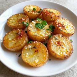 Für die Crispy Garlic Smash Potatoes brauchst du: - 680 g Babykartoffeln - 60 ml Olivenöl - 4 Knoblauchzehen, fein gehackt Diese Zutaten sind einfach zu finden und perfekt für den Geschmack, den du suchst. Die Babykartoffeln sind klein und zart. Das macht sie ideal zum Zerdrücken und für die knusprige Textur. Hier sind die Gewürze, die du benötigst: - 1 Teelöffel Knoblauchpulver - 1 Teelöffel getrockneter Rosmarin - 1 Teelöffel Paprikapulver - Salz und Pfeffer nach Geschmack Die Kombination dieser Gewürze bringt einen tollen Geschmack. Das Olivenöl hilft, die Kartoffeln knusprig zu machen. Frische Kräuter machen das Gericht noch besser. Ich empfehle dir, frische Petersilie zu verwenden. Sie bringt Farbe und einen frischen Geschmack. Einfach vor dem Servieren über die Kartoffeln streuen. So erhältst du ein schönes Finish und einen tollen Geschmack. {{ingredient_image_2}} Heize deinen Ofen auf 220°C vor. Das ist wichtig, um die Kartoffeln knusprig zu machen. Nimm 680 g Babykartoffeln und lege sie in einen großen Topf. Bedecke die Kartoffeln mit Wasser. Bring das Wasser zum Kochen. Koche die Kartoffeln für etwa 15 bis 20 Minuten. Sie sollen weich sein und sich leicht mit einer Gabel durchstechen lassen. Sobald die Kartoffeln gar sind, gieße sie ab. Lass sie für 5 Minuten abkühlen. Diese kurze Wartezeit hilft, die Kartoffeln etwas auszutrocknen. Das sorgt für eine extra knusprige Textur beim Backen. Lege die abgekühlten Kartoffeln auf ein mit Backpapier ausgelegtes Blech. Nimm den Boden eines Glases oder einen Kartoffelstampfer. Drücke jede Kartoffel vorsichtig flach, bis sie etwa 1,5 cm dick ist. Diese Form sorgt dafür, dass die Kartoffeln gleichmäßig backen und knusprig werden. Um die perfekte Knusprigkeit zu erreichen, ist die Vorbereitung entscheidend. Beginne mit kleinen Babykartoffeln. Sie garen schneller und haben mehr Geschmack. Koche sie bis sie weich sind, aber nicht zu lange. Wenn sie gar sind, lasse sie kurz abkühlen. Das hilft, die Feuchtigkeit zu reduzieren. Zerdrücke die Kartoffeln vorsichtig. Achte darauf, dass sie nicht zerfallen. Jedes Stück sollte gleichmäßig flach sein, etwa 1,5 cm dick. Träufle die Knoblauchöl-Mischung großzügig über jede Kartoffel. So erhalten sie den besten Geschmack und die schönste Farbe. Crispy Garlic Smash Potatoes sind perfekt für viele Anlässe. Sie passen gut zu Grillfesten, Familienessen oder sogar als Snack. Du kannst sie leicht vorbereiten und im Ofen backen. Sie sind auch ein Hit auf Partys. Jeder liebt den knusprigen Biss und den starken Knoblauchgeschmack. Du kannst sie mit verschiedenen Dips servieren oder einfach so genießen. Die Vielfalt macht sie sehr beliebt. Die Vorbereitungszeit für diese Kartoffeln ist kurz. Du brauchst nur etwa 10 Minuten, um sie vorzubereiten. Während die Kartoffeln kochen, kannst du die Knoblauchöl-Mischung zubereiten. Das spart Zeit. Wenn die Kartoffeln abkühlen, bereite deinen Ofen vor. Heize ihn auf 220°C vor, während du die Kartoffeln zerdrückst. So nutzt du die gesamte Zeit effizient. Diese Tipps helfen dir, das Beste aus deiner Kochzeit herauszuholen. Pro Tipps Die richtige Kartoffelsorte wählen: Für die besten Ergebnisse verwende festkochende Babykartoffeln, da sie beim Kochen ihre Form behalten und eine bessere Textur bieten. Für extra Knusprigkeit: Lasse die zerdrückten Kartoffeln vor dem Backen etwas abkühlen, damit sie trockener werden und beim Backen knuspriger sind. Variationen hinzufügen: Experimentiere mit verschiedenen Kräutern und Gewürzen, wie Thymian oder Chili-Flocken, um den Geschmack nach deinem Belieben anzupassen. Serviervorschlag: Diese knusprigen Kartoffeln passen hervorragend als Beilage zu Fleischgerichten oder als Snack mit einem Dip wie Aioli oder Sour Cream. {{image_4}} Du kannst die Crispy Garlic Smash Potatoes leicht abwandeln. Eine großartige Idee ist, sie mit Käse zu überbacken. Nachdem du die Kartoffeln zerdrückt hast, streue eine Schicht deines Lieblingskäses darüber. Mozzarella ist eine gute Wahl. Der Käse schmilzt und gibt einen tollen Geschmack. Lass die Kartoffeln im Ofen backen, bis der Käse goldbraun ist. Diese Variante macht die Kartoffeln noch köstlicher. Diese Kartoffeln passen gut zu vielen Gemüsebeilagen oder Dips. Du könntest zum Beispiel einen frischen Salat mit Tomaten und Gurken machen. Auch ein Dip aus Joghurt und Kräutern ist eine tolle Wahl. Dieser Dip bringt Frische und passt gut zu den knusprigen Kartoffeln. Versuche auch einen scharfen Salsa-Dip. Die Würze wird die Aromen der Kartoffeln ergänzen. Wenn du spezielle Ernährungsbedürfnisse hast, kannst du die Rezeptur leicht anpassen. Für eine glutenfreie Version, achte darauf, dass alle Zutaten glutenfrei sind. Du kannst auch das Olivenöl durch ein anderes Öl ersetzen, wenn du das möchtest. Für eine vegane Option, stelle sicher, dass du keinen Käse verwendest. Diese Anpassungen machen die Kartoffeln für alle zugänglich. Um die restlichen Crispy Garlic Smash Potatoes frisch zu halten, lasse sie zuerst auf Raumtemperatur abkühlen. Dann lege sie in einen luftdichten Behälter. Dies schützt die Kartoffeln vor Luft und Feuchtigkeit. Du kannst sie auch in Frischhaltefolie wickeln. So bleiben sie länger knusprig. Wenn du die Kartoffeln aufwärmen möchtest, heize deinen Ofen auf 190°C vor. Lege die Kartoffeln auf ein Backblech. Backe sie für etwa 10-15 Minuten. Dies stellt sicher, dass sie wieder knusprig werden. Du kannst auch eine Pfanne auf mittlerer Hitze verwenden. Ein wenig Olivenöl hilft, die Knusprigkeit zurückzubringen. Im Kühlschrank halten die Kartoffeln 3-4 Tage. Achte darauf, sie in einem luftdichten Behälter zu lagern. Im Gefrierfach kannst du sie bis zu 2 Monate aufbewahren. Friere die Kartoffeln in einem einzigen Schicht auf einem Blech ein, bevor du sie in einen Behälter umfüllst. So kleben sie nicht zusammen. Du kannst die Crispy Garlic Smash Potatoes bis zu drei Tage im Kühlschrank aufbewahren. Stelle sicher, dass sie in einem luftdichten Behälter sind. Es ist wichtig, die Kartoffeln gut abkühlen zu lassen, bevor du sie lagerst. So bleiben sie frisch und lecker. Wenn du die Kartoffeln aufwärmen möchtest, kannst du sie im Ofen oder in einer Pfanne erhitzen. Dies hilft, die Knusprigkeit zurückzubringen. Ja, du kannst andere Kartoffelsorten verwenden. Festkochende Kartoffeln sind ideal für dieses Rezept. Sie behalten ihre Form beim Kochen und Zerdrücken. Du kannst auch kleine Kartoffeln wie Yukon Gold oder sogar rote Kartoffeln verwenden. Achte darauf, die Kochzeit anzupassen, wenn die Kartoffeln größer oder kleiner sind. Jeder Kartoffeltyp bringt seinen eigenen Geschmack mit, also experimentiere ruhig! Crispy Garlic Smash Potatoes passen gut zu vielen Gerichten. Du kannst sie als Beilage zu Fleisch, Fisch oder Gemüse servieren. Sie eignen sich gut zu gegrilltem Hähnchen oder Steak. Auch ein frischer Salat macht das Essen leicht und gesund. Du kannst auch Dips wie Sour Cream oder Aioli anbieten. Das macht die Kartoffeln noch leckerer! Wir haben die Zutaten und die einfache Schritt-für-Schritt-Anleitung für Crispy Garlic Smash Potatoes erkundet. Die Tipps helfen dir, die perfekte Knusprigkeit zu erreichen und verschiedene Variationen auszuprobieren. Außerdem hast du gelernt, wie du Reste richtig lagerst und aufwärmst. Insgesamt sind diese Kartoffeln perfekt für jeden Anlass. Sie sind lecker und vielseitig. Probier sie aus und verwandele deine nächsten Mahlzeiten in etwas Besonderes!