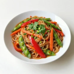 Für dieses schmackhafte Gericht benötigen Sie: - 200 g Reisnudeln - 2 Esslöffel Pflanzenöl - 4 Knoblauchzehen, fein gehackt - 1 rote Paprika, in Streifen geschnitten - 1 Tasse Zuckerschoten - 1 Karotte, julienniert - 3 Frühlingszwiebeln, in Ringe geschnitten - 2 Esslöffel Sojasauce - 1 Esslöffel Chilipaste (nach Schärfewunsch anpassen) - 1 Esslöffel Sesamöl - 1 Teelöffel Zucker Diese Zutaten sind die Basis für den vollen Geschmack. Die Reisnudeln bringen die Textur, während das Gemüse frische Aromen hinzufügt. Um das Gericht abzurunden, verwenden Sie: - Frischer Koriander zur Garnitur - Sesamsamen zur Garnitur Diese Garnituren verleihen dem Gericht nicht nur Farbe, sondern auch einen zusätzlichen Crunch. Frischer Koriander bringt einen tollen Duft und Geschmack. {{ingredient_image_2}} Um die Reisnudeln richtig zuzubereiten, beginne mit heißem Wasser. Lasse die Nudeln etwa 10-15 Minuten einweichen. Sie sollten weich sein, aber nicht zerfallen. Wenn sie fertig sind, gieße das Wasser ab und stelle die Nudeln beiseite. Dies ist der erste Schritt für ein leckeres würziges Knoblauch-Nudel-Pfannengericht. Jetzt erhitze das Pflanzenöl in einer großen Pfanne oder einem Wok bei mittlerer bis hoher Hitze. Gib die fein gehackten Knoblauchzehen hinein. Brate sie etwa 30 Sekunden an, bis sie duften. Achte darauf, dass sie nicht braun werden. Füge dann die geschnittene rote Paprika, Zuckerschoten und die juliennierte Karotte hinzu. Brate alles 3-5 Minuten lang an. Das Gemüse sollte zart und knusprig sein. Jetzt ist es Zeit, die eingeweichten Reisnudeln in die Pfanne zu geben. Füge die Sojasauce, Chilipaste, Sesamöl und Zucker hinzu. Vermenge alles vorsichtig, bis die Nudeln gut mit der Sauce überzogen sind. Das dauert etwa 2-3 Minuten. Streue die Frühlingszwiebeln gleichmäßig darüber und vermenge alles ein letztes Mal. Nimm das Gericht vom Herd und garniere es mit frischem Koriander und Sesamsamen. Serviere dein würziges Knoblauch-Nudel-Pfannengericht in tiefen Schalen für eine ansprechende Präsentation. Um perfekte Reisnudeln zu machen, ist die richtige Einweichzeit wichtig. Weiche die Reisnudeln für 10 bis 15 Minuten in heißem Wasser ein. Sie sollten weich, aber nicht matschig sein. Nach dem Einweichen, gieße sie gut ab. Das verhindert, dass sie kleben. Du kannst auch etwas Öl hinzufügen, um die Nudeln locker zu halten. Die Schärfe der Chilipaste kannst du leicht anpassen. Wenn du es milder magst, nimm weniger Chilipaste. Du kannst auch frische Chilis hinzufügen. Für mehr Schärfe, füge einfach mehr hinzu. Probiere es aus und finde deinen perfekten Schärfegrad. Denke daran, die Schärfe schrittweise zu erhöhen. So vermeidest du, dass das Gericht zu scharf wird. Präsentiere dein Gericht in tiefen Schalen. Das sieht nicht nur gut aus, sondern gibt auch Platz für die Nudeln und das Gemüse. Garniere das Gericht mit frischem Koriander und Sesamsamen. Das sorgt für einen schönen Kontrast. Eine extra Prise Sesamsamen gibt dem Gericht einen tollen Crunch. Verwende helle Schalen, um die Farben des Gerichts hervorzuheben. Pro Tipps Nudeln richtig einweichen: Achte darauf, die Reisnudeln nicht zu lange einzuweichen, um eine matschige Konsistenz zu vermeiden. 10-15 Minuten sind ideal. Gemüse nach Geschmack anpassen: Du kannst das Gemüse variieren und saisonale Zutaten verwenden, um das Gericht nach deinem Geschmack zu personalisieren. Würze individuell gestalten: Passe die Menge der Chilipaste an, um die Schärfe nach deinem persönlichen Empfinden zu justieren. Experimentiere auch mit anderen Gewürzen! Für mehr Aroma sorgen: Röste die Sesamsamen vor dem Garnieren leicht an, um den nussigen Geschmack zu intensivieren. {{image_4}} Für eine leckere vegetarische Variante können Sie Tofu verwenden. Schneiden Sie den Tofu in Würfel und braten Sie ihn goldbraun an. Fügen Sie dann das gebratene Gemüse und die Nudeln hinzu. So erhalten Sie eine tolle Textur und einen hohen Eiweißgehalt. Auch Gemüse wie Brokkoli, Auberginen oder Zucchini sind eine gute Wahl. Möchten Sie mehr Protein? Fügen Sie Hähnchen oder Garnelen hinzu. Für Hähnchen schneiden Sie es in dünne Scheiben und braten es zuerst an. Garnelen können Sie direkt mit dem Gemüse zusammen anbraten. Sie sind schnell gar und haben einen tollen Geschmack. Beide Optionen machen das Gericht herzhaft und sättigend. Um das Gericht vegan zu machen, ersetzen Sie die Sojasauce mit einer glutenfreien Variante. Verwenden Sie auch einen veganen Zucker. Statt Sesamöl können Sie ein anderes Pflanzenöl wählen, das Ihnen schmeckt. Fügen Sie zusätzlich mehr Gemüse wie Spinat oder Mangold hinzu. So bleibt das Gericht bunt und lecker. Du kannst die Reste deines würzigen Knoblauch-Nudel-Pfannengerichts in einem luftdichten Behälter aufbewahren. Stelle sicher, dass das Gericht abgekühlt ist, bevor du es in den Kühlschrank stellst. So bleibt es frisch. Du solltest es innerhalb von 2-3 Tagen verzehren. Die Nudeln bleiben so weich und das Gemüse knackig. Wenn du mehr gekocht hast, kannst du die Reste auch einfrieren. Teile das Gericht in Portionen und lege sie in gefriergeeignete Behälter. Achte darauf, dass du die Luft so gut wie möglich herausdrückst. Das Gericht bleibt bis zu 2 Monate frisch im Gefrierfach. Zum Auftauen kannst du es über Nacht im Kühlschrank lassen oder in der Mikrowelle erhitzen. Um dein Gericht wieder aufzuwärmen, kannst du die Mikrowelle oder eine Pfanne verwenden. Wenn du eine Pfanne nutzt, füge etwas Wasser oder Öl hinzu, um die Nudeln nicht austrocknen zu lassen. Erhitze alles bei mittlerer Hitze und rühre gut um. So bleibt der Geschmack und die Textur erhalten. Die Zubereitung dauert insgesamt etwa 30 Minuten. Sie benötigen 10 Minuten für die Vorbereitung und 20 Minuten zum Kochen. Die Reisnudeln weichen nur 10-15 Minuten in heißem Wasser ein. Währenddessen können Sie das Gemüse schneiden und die Pfanne vorbereiten. So geht alles schnell und einfach! Ja, Sie können andere Gemüsesorten verwenden. Möhren, Brokkoli oder Zucchini passen gut dazu. Achten Sie darauf, das Gemüse in ähnliche Größen zu schneiden. So garen sie gleichmäßig. Experimentieren Sie mit Ihren Lieblingsgemüsesorten. Das Gericht bleibt immer lecker! Das Gericht kann glutenfrei sein. Verwenden Sie glutenfreie Sojasauce, wenn Sie Gluten vermeiden möchten. Achten Sie darauf, dass die Reisnudeln ebenfalls glutenfrei sind. So genießen Sie das Gericht ohne Bedenken! Würziges Knoblauch-Nudel-Pfannengericht ist einfach zuzubereiten. Wir haben die Hauptzutaten, die Zubereitung und Tipps zur Perfektion behandelt. Variationen lassen sich leicht einfügen, sei es vegan oder mit Protein. Auch die Lagerung ist kein Problem. Denke daran, deine Nudeln richtig zu kochen und mit frischem Gemüse zu kombinieren. So bleibt das Gericht immer lecker. Ich hoffe, du bist bereit, dein eigenes Gericht zu kreieren und zu genießen!