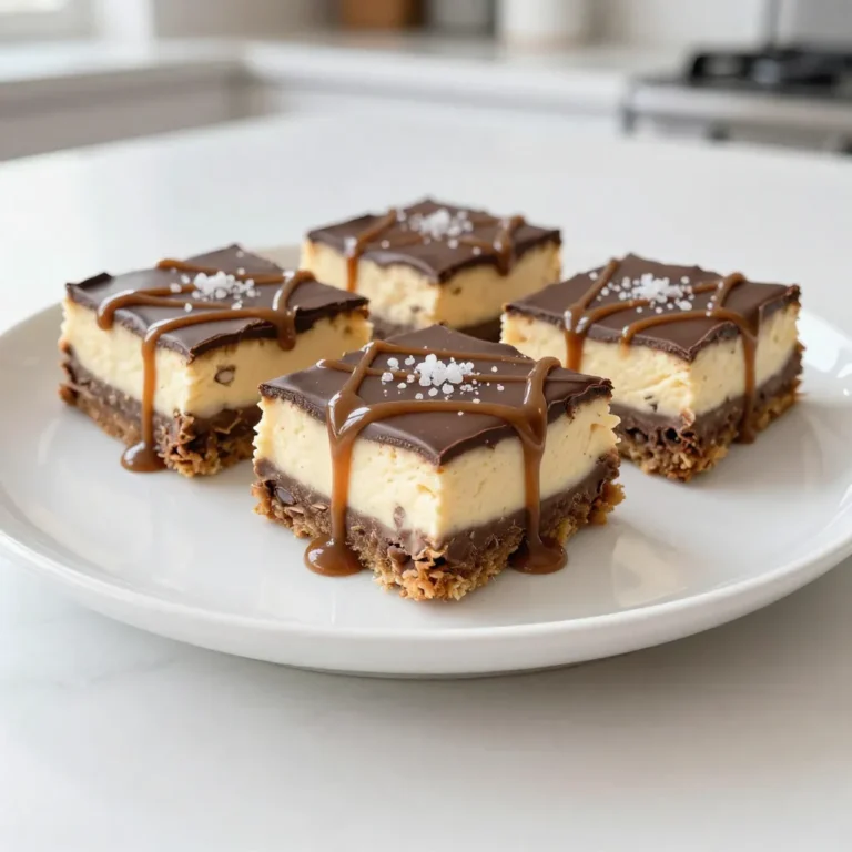Um die Snickers Cheesecake Bars zuzubereiten, brauchst du folgende Zutaten: - 1 ½ Tassen Graham-Cracker-Brösel - ½ Tasse ungesalzene Butter, geschmolzen - 2 Esslöffel Zucker - 450 g Frischkäse, weich - 1 Tasse Puderzucker - 2 große Eier - 1 Teelöffel Vanilleextrakt - 1 Tasse Schlagsahne - 1 Tasse gehackte Snickers-Riegel (ca. 5-6 Riegel) - ¼ Tasse Schokoladensauce (zum Beträufeln) - ¼ Tasse Karamellsauce (zum Beträufeln) - Meersalz zur Garnitur Diese Zutaten bringen den typischen Snickers-Geschmack in deinen Cheesecake. Die Kombination aus süßem Karamell, Schokolade und Erdnüssen sorgt für einen echten Genuss. Du kannst die Bars noch interessanter machen, indem du einige optionale Zutaten hinzufügst: - ½ Tasse gehackte Nüsse für zusätzlichen Crunch - 1 Teelöffel Zimt für einen warmen, würzigen Geschmack - Frische Früchte wie Bananen oder Erdbeeren für eine fruchtige Note Durch diese Optionen kannst du den Geschmack an deine Vorlieben anpassen. Probiere verschiedene Kombinationen aus! Wenn du Allergien hast, gibt es gute Alternativen: - Verwende glutenfreie Graham-Cracker-Brösel für eine glutenfreie Version. - Statt Frischkäse kannst du auch veganen Frischkäse nutzen. - Ersetze die Eier durch Apfelmus oder Leinsamen, um die Bars vegan zu machen. Mit diesen Alternativen kannst du die Snickers Cheesecake Bars genießen, ohne auf Geschmack zu verzichten. {{ingredient_image_2}} Um die Snickers Cheesecake Bars zu machen, brauchst du etwas Zeit. Beginne mit der Vorbereitung deiner Backform. Heize den Ofen auf 160°C vor. Nimm eine 9x13-Zoll Backform und lege sie mit Backpapier aus. Lass einen Überhang, so kannst du die Riegel später leicht herausheben. Jetzt kommt die Kruste. Mische in einer Schüssel 1 ½ Tassen Graham-Cracker-Brösel, ½ Tasse geschmolzene Butter und 2 Esslöffel Zucker. Rühre alles gut um, bis die Mischung wie feuchter Sand aussieht. Drücke die Mischung gleichmäßig auf den Boden der Backform. Backe die Kruste für 10 Minuten und lass sie dann abkühlen. Kommen wir nun zur Cheesecake-Masse. Nimm eine große Schüssel und schlage 450 g weichen Frischkäse mit einem Mixer. Mische ihn für 2-3 Minuten, bis er glatt ist. Füge 1 Tasse Puderzucker langsam hinzu und rühre weiter. Jetzt kommen die Eier. Gib sie nacheinander dazu und rühre nach jeder Zugabe gut um. Dann kommt 1 Teelöffel Vanilleextrakt in die Schüssel. Mische alles gut durch. Jetzt wird es spannend! Hebe vorsichtig 1 Tasse gehackte Snickers-Riegel und 1 Tasse Schlagsahne unter die Masse. Gieße die Cheesecake-Masse über die abgekühlte Kruste und verteile sie gleichmäßig. Backe die Mischung für 30-35 Minuten. Die Mitte sollte fest, aber leicht wackelig sein. Lass sie dann bei Raumtemperatur abkühlen. Stelle die Bars für mindestens 4 Stunden in den Kühlschrank. Wenn du bereit bist zu servieren, hebe die Cheesecake-Masse mit dem Backpapier heraus und schneide sie in Riegel. Vor dem Servieren kannst du sie mit Schokoladen- und Karamellsauce beträufeln und mit Meersalz garnieren. Um die perfekte Konsistenz zu erreichen, ist es wichtig, den Frischkäse weich zu schlagen. Er sollte Raumtemperatur haben. Dadurch wird er glatt und cremig. Achten Sie darauf, die Schlagsahne nicht zu stark zu mixen. Sie soll luftig bleiben. Wenn Sie die Snickers-Riegel hinzufügen, heben Sie sie vorsichtig unter. So bleibt die Masse leicht und fluffig. Warten Sie, bis die Riegel gut gekühlt sind, bevor Sie schneiden. Nutzen Sie ein scharfes Messer, um gleichmäßige Stücke zu erhalten. Tauchen Sie das Messer in heißes Wasser und wischen Sie es trocken. So schneiden Sie die Riegel sauberer. Schneiden Sie die Riegel in gleich große Stücke, um eine schöne Präsentation zu erzielen. Servieren Sie die Snickers Cheesecake Bars auf einer eleganten Platte. Dekorieren Sie die Platte mit extra Snickers-Stücken. Beträufeln Sie die Riegel mit Schokoladen- und Karamellsauce. Eine Prise Meersalz oben drauf gibt einen tollen Kontrast. Auch frische Beeren passen gut dazu. Sie bringen Farbe und Frische auf den Tisch. Pro Tipps Die richtige Temperatur: Stellen Sie sicher, dass alle Zutaten, insbesondere der Frischkäse, Zimmertemperatur haben, um eine glatte und cremige Füllung zu erzielen. Snickers richtig hacken: Schneiden Sie die Snickers-Riegel in kleine, gleichmäßige Stücke, damit sie beim Backen gleichmäßig in der Cheesecake-Masse verteilt sind. Kühlzeit nicht überspringen: Für die beste Textur und den besten Geschmack sollte der Cheesecake mindestens 4 Stunden, idealerweise über Nacht, im Kühlschrank gekühlt werden. Präsentation: Verleihen Sie den Riegeln einen besonderen Touch, indem Sie sie mit gehackten Snickers, Schokoladen- und Karamellsauce dekorieren, bevor Sie sie servieren. {{image_4}} Manchmal möchte ich etwas Neues ausprobieren. Du kannst die Snickers-Riegel durch andere Süßigkeiten ersetzen. Überlege, was du magst. Mars oder Twix sind gute Alternativen. Sie geben der Cheesecake-Masse einen anderen Geschmack. Schokoladenliebhaber können auch Reese's Peanut Butter Cups verwenden. Das macht die Riegel noch cremiger und nussiger. Für eine glutenfreie Version verwende glutenfreie Graham-Cracker. Sie sind eine hervorragende Wahl für die Kruste. Auch die Füllung kann angepasst werden. Achte darauf, dass alle Zutaten glutenfrei sind. Du kannst Frischkäse und Puderzucker weiterhin verwenden. Das sorgt für die gleiche cremige Textur. Deine glutenfreien Snickers Cheesecake Bars werden ebenso köstlich sein! Wenn du eine vegane Variante suchst, gibt es viele Möglichkeiten. Ersetze den Frischkäse durch veganen Frischkäse oder Cashew-Creme. Nutze auch pflanzliche Eier oder Chiasamen. Diese Zutaten helfen, die richtige Konsistenz zu erreichen. Verwende pflanzliche Sahne, um die Füllung leicht und luftig zu machen. So kannst du ein leckeres, veganes Dessert genießen, das alle begeistert! Die Snickers Cheesecake Riegel müssen im Kühlschrank aufbewahrt werden. Legen Sie die Riegel in einen luftdichten Behälter. So bleiben sie frisch und lecker. Verbrauchen Sie die Riegel innerhalb von fünf Tagen. Diese Lagerung sorgt dafür, dass die Textur gut bleibt. Wenn Sie die Riegel länger aufbewahren möchten, frieren Sie sie ein. Schneiden Sie die Riegel in Portionen. Wickeln Sie jede Portion in Frischhaltefolie. Legen Sie sie dann in einen gefrierfesten Beutel. So bleiben die Aromen erhalten. Die Riegel können bis zu drei Monate eingefroren werden. Achten Sie darauf, die Riegel gut zu verpacken. Luft und Feuchtigkeit können den Geschmack beeinträchtigen. Wenn die Riegel gefroren sind, lassen Sie sie im Kühlschrank auftauen. So bleiben sie cremig und köstlich. Genießen Sie die Riegel für einen süßen Snack oder als Dessert! Um die Riegel süßer zu machen, füge mehr Puderzucker hinzu. Du kannst auch mehr Snickers-Riegel verwenden. Für weniger Süße, reduziere den Puderzucker. Ein guter Tipp ist, die Schokoladen- und Karamellsauce sparsam zu verwenden. Experimentiere mit der Menge, um deinen perfekten Geschmack zu finden. Ja, du kannst die Snickers Cheesecake Bars im Voraus zubereiten. Sie halten sich gut im Kühlschrank. Bereite sie mindestens einen Tag vorher zu, um den Geschmack zu intensivieren. Lass sie nach dem Backen gut abkühlen und kühle sie dann für mindestens vier Stunden. So sind sie fest und bereit zum Servieren. Snickers Cheesecake Bars sind oft nicht in Geschäften erhältlich. Es lohnt sich, sie selbst zu machen. Du kannst sie in Cafés oder Bäckereien finden, die auf Desserts spezialisiert sind. Manchmal bieten auch Restaurants diese Riegel an, besonders wenn sie saisonale Menüs haben. Die Snickers Cheesecake Bars sind ein Genuss, der gut ankommt. Wir haben die Hauptzutaten, die Zubereitung und nützliche Tipps behandelt. Du kannst die Bars nach deinem Geschmack variieren, sogar glutenfrei oder vegan. Achte auf die Lagerung, damit sie frisch bleiben. Denke daran, dass du die Süße anpassen und die Bars im Voraus machen kannst. Viel Spaß beim Nachmachen und Teilen dieser tollen Leckerei!