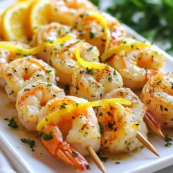 Für die Knoblauch Butter Zitronen Garnelen Spieße brauchst du: - 450 g große Garnelen, geschält und entdarmt - 60 g ungesalzene Butter, geschmolzen - 4 Knoblauchzehen, fein gehackt - Abgeriebene Schale von 1 Zitrone - 2 Esslöffel frischer Zitronensaft - 1 Teelöffel Paprika - 1 Teelöffel getrocknete Petersilie - Salz und Pfeffer nach Geschmack - Holzspieße (für 30 Minuten in Wasser eingeweicht) Du kannst die Zutaten leicht anpassen. Wenn du keinen Knoblauch magst, verwende Zwiebeln. Für mehr Schärfe füge frischen Chili hinzu. Du kannst auch andere Kräuter wie Basilikum oder Thymian ausprobieren, um neue Aromen zu entdecken. Anstelle von Garnelen kannst du Hähnchen oder Tofu verwenden. Diese Optionen sind ebenso lecker! Frische Garnelen sind der Schlüssel für tolle Spieße. Achte auf folgende Punkte: - Sie sollten fest und glänzend sein. - Der Geruch sollte mild und frisch nach Meer riechen, nicht fischig. - Die Schale sollte klar und nicht verfärbt sein. - Wenn möglich, kaufe sie bei lokalen Fischmärkten oder vertrauenswürdigen Anbietern. Mit diesen Tipps hast du die besten Garnelen für deine Spieße! {{ingredient_image_2}} Um die Knoblauch-Butter-Mischung zu machen, nimm eine kleine Schüssel. Gib die geschmolzene Butter hinein. Füge die fein gehackten Knoblauchzehen dazu. Dann kommt die abgeriebene Zitronenschale hinein. Gieße den frischen Zitronensaft dazu. Streue Paprika und Petersilie darüber. Vergiss nicht, Salz und Pfeffer nach deinem Geschmack hinzuzufügen. Rühre alles gut um, bis die Mischung gleichmäßig ist. Jetzt kommen die Garnelen ins Spiel. Nimm eine größere Schüssel und lege die geschälten und entdarmten Garnelen hinein. Gieße die Knoblauch-Butter-Mischung über die Garnelen. Mische alles sanft. Achte darauf, dass jede Garnele gut bedeckt ist. Lass die Garnelen mindestens 15 Minuten marinieren. So nehmen sie den vollen Geschmack auf und werden zart und lecker. Nimm die eingeweichten Holzspieße und stecke die marinierten Garnelen auf. Verwende etwa 4-5 Garnelen pro Spieß. Achte darauf, Platz zwischen den Garnelen zu lassen. Das hilft beim Grillen. Jetzt ist es Zeit, den Grill vorzubereiten. Heize ihn auf mittelhohe Hitze vor. Wenn der Grill heiß ist, lege die Spieße auf den Grill. Gare sie etwa 2-3 Minuten pro Seite. Die Garnelen sollten pink und durchscheinend sein. Achte darauf, sie nicht zu lange zu garen, sonst werden sie zäh. Nach dem Grillen lass die Spieße eine Minute ruhen. Serviere sie warm mit der restlichen Knoblauch-Butter-Sauce für extra Geschmack. Um perfekte Garnelen zu grillen, sollten einige Dinge beachtet werden. Verwende große, frische Garnelen für den besten Geschmack. Achte darauf, dass du die Garnelen gut marinierst. Eine gute Marinade macht viel aus. Lasse die Garnelen mindestens 30 Minuten in der Marinade. So nehmen sie mehr Geschmack auf. Grille die Garnelen bei mittelhoher Hitze. Dies sorgt für eine gleichmäßige Garung. Wende die Spieße nur einmal. So bleiben die Garnelen saftig und zart. Übergartest du die Garnelen, werden sie zäh und trocken. Ein häufiger Fehler ist, die Garnelen zu lange auf dem Grill zu lassen. Garnele brauchen nur 2-3 Minuten pro Seite. Wenn sie pink und durchscheinend sind, sind sie fertig. Ein weiterer Fehler ist, die Garnelen auf zu hoher Hitze zu grillen. Hohe Hitze kann die Außenseite schnell verbrennen, während das Innere roh bleibt. Die besten Methoden für Garnelenspieße sind das direkte Grillen und die Nutzung einer Grillpfanne. Bei beiden Methoden ist es wichtig, die Spieße vorher einzuweichen. So verhindern wir, dass sie im Grill verbrennen. Achte darauf, die Spieße locker zu bestücken. So kann die Hitze gleichmäßig zirkulieren. Wenn du eine Grillpfanne verwendest, achte darauf, dass sie gut eingeölt ist. Dies verhindert das Ankleben der Garnelen. Mit diesen Tipps kannst du leckere Knoblauch Butter Zitronen Garnelen Spieße grillen. Pro Tipps Frische Garnelen wählen: Achten Sie darauf, frische oder gut gefrorene Garnelen zu verwenden, um den besten Geschmack zu erzielen. Knoblauch nicht verbrennen: Fügen Sie den gehackten Knoblauch erst in die Butter hinzu, wenn diese etwas abgekühlt ist, um ein Verbrennen zu vermeiden. Richtige Grilltemperatur: Stellen Sie sicher, dass der Grill heiß genug ist, bevor Sie die Garnelen auflegen, damit sie gleichmäßig garen und nicht anhaften. Garnelen nicht übergaren: Achten Sie darauf, die Garnelen nur bis zur perfekten Garstufe zu grillen, da sie sonst zäh werden. {{image_4}} Du kannst die Knoblauch-Butter-Zitronen-Garnelen-Spieße leicht anpassen. Füge neue Aromen hinzu, um jedem Biss einen besonderen Twist zu geben. Probiere zum Beispiel: - Chili-Flocken: Ein bisschen Schärfe macht das Gericht aufregend. - Kreuzkümmel: Dies gibt eine erdige Note, die gut zu Garnelen passt. - Frische Kräuter: Basilikum oder Dill können frische Akzente setzen. Mit diesen Variationen kannst du die Spieße ganz nach deinem Geschmack gestalten. Auch ohne Garnelen kannst du leckere Spieße machen. Hier sind einige tolle Alternativen: - Zucchini: In Scheiben geschnitten und mariniert, wird sie zart und schmackhaft. - Aubergine: Sie absorbiert die Aromen gut und hat eine fleischige Textur. - Tofu: Festen Tofu in Würfel schneiden und marinieren, um einen herzhaften Protein-Ersatz zu schaffen. Diese Optionen sind perfekt für Vegetarier und bieten einen tollen Geschmack. Die richtigen Beilagen heben dein Gericht hervor. Hier sind einige Ideen: - Frischer grüner Salat: Ein leichter, knackiger Salat bringt Frische. - Gegrilltes Gemüse: Paprika, Zucchini und Spargel passen gut zu den Garnelen. - Reis oder Quinoa: Diese Beilagen sind nahrhaft und füllen gut. Mit diesen Kombinationen wird dein Essen noch köstlicher. Wenn du Garnelenspieße übrig hast, lagere sie richtig. Lege die Spieße in einen luftdichten Behälter. Du kannst auch Frischhaltefolie verwenden. So bleiben die Spieße frisch. Stelle den Behälter in den Kühlschrank. Sie halten sich dort bis zu zwei Tage. Vor dem Essen, überprüfe den Geruch. Wenn sie seltsam riechen, wirf sie weg. Möchtest du die Spieße länger aufbewahren? Dann friere sie ein. Zuerst lasse die Garnelen abkühlen. Lege sie in einen Gefrierbeutel oder einen luftdichten Behälter. Stelle sicher, dass du die Luft herausdrückst. So bleiben sie frisch. Du kannst sie bis zu drei Monate einfrieren. Um die Garnelen zu verwenden, lasse sie über Nacht im Kühlschrank auftauen. Wenn du die Garnelenspieße wieder aufwärmen möchtest, gehe vorsichtig vor. Du kannst sie in einer Pfanne bei mittlerer Hitze erwärmen. Füge etwas Butter oder Öl hinzu, um die Garnelen feucht zu halten. Alternativ kannst du sie auch in der Mikrowelle aufwärmen. Stelle die Mikrowelle auf niedrige Leistung und erhitze die Spieße für 30 Sekunden. Überprüfe die Garnelen, um sicherzustellen, dass sie nicht überhitzen. Sie sollten warm und saftig bleiben. Grillen Sie die Garnelen für etwa 2-3 Minuten pro Seite. Achten Sie darauf, dass sie pink und durchscheinend werden. Überprüfen Sie die Garnelen oft, um ein Übergaren zu vermeiden. Zu langes Grillen macht sie zäh und trocken. Ja, die Garnelen können auch im Ofen zubereitet werden. Heizen Sie den Ofen auf 200 Grad Celsius vor. Legen Sie die Garnelen auf ein Backblech und backen Sie sie für 8-10 Minuten. Drehen Sie sie nach der Hälfte der Zeit um. Achten Sie darauf, dass sie nicht zu lange im Ofen bleiben. Zu diesen Garnelenspießen passen frischer grüner Salat und gegrilltes Gemüse gut. Auch Reis oder Quinoa sind tolle Optionen. Sie können auch ein leichtes Brot anbieten, um die köstliche Knoblauch-Butter-Sauce aufzutunken. Du kannst mit frischen Zutaten leckere Garnelenspieße zubereiten. Die Schritt-für-Schritt-Anleitung zeigt dir, wie einfach es geht. Mit einigen Tipps grillst du die perfekten Garnelen und vermeidest häufige Fehler. Variationen bringen neuen Geschmack in dein Gericht. Nutze die Aufbewahrungstipps, um Reste geschickt zu lagern. So bleibt der Genuss lange erhalten. Guten Appetit bei deinen selbstgemachten Garnelenspießen!