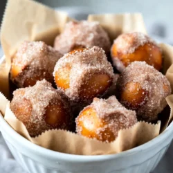 Für die Zimt Zucker Brezel Bisse brauchst du folgende Zutaten: - 1 Tasse warmes Wasser (ca. 110°F oder 45°C) - 1 Esslöffel Kristallzucker - 2 Teelöffel Trockenhefe - 1 ½ Tassen Weizenmehl - ½ Teelöffel Salz - 2 Esslöffel ungesalzene Butter, geschmolzen - ½ Tasse Natron - 1 Tasse Kristallzucker (zum Bestreuen) - 2 Esslöffel gemahlener Zimt Diese Zutaten lassen sich leicht finden und sind sehr wichtig für den Geschmack. Um die Brezel Bisse zu machen, benötigst du einige Utensilien: - Eine große Rührschüssel - Eine kleine Schüssel für die Zimt-Zucker-Mischung - Ein Holzlöffel oder ein Teigschaber - Ein Backblech - Backpapier - Ein Lochschöpfer - Ein Küchentuch Mit diesen Utensilien wird die Zubereitung einfach und macht Spaß! Du kannst einige Zutaten ersetzen, wenn du möchtest: - Statt Weizenmehl kannst du auch Dinkelmehl verwenden. - Für eine glutenfreie Option probiere eine glutenfreie Mehlmischung. - Wenn du keine Trockenhefe hast, kannst du frische Hefe nutzen. Achte darauf, dass du die Menge anpasst. Mit diesen Alternativen bleibt der Geschmack lecker und frisch! {{ingredient_image_2}} Zuerst müssen wir den Hefeteig herstellen. Nehmen Sie eine große Schüssel und geben Sie warmes Wasser, Zucker und Trockenhefe hinein. Rühren Sie sanft und lassen Sie die Mischung für etwa fünf Minuten stehen. Sie sollte schaumig werden. In einer separaten Schüssel vermischen Sie Mehl und Salz. Fügen Sie die geschmolzene Butter zur Hefemischung hinzu. Gießen Sie diese Mischung dann in die Mehlmischung. Rühren Sie alles, bis ein glatter Teig entsteht. Kneten Sie den Teig auf einer leicht bemehlten Fläche für fünf bis sieben Minuten. Er sollte glatt und elastisch sein. Legen Sie den Teig in eine gefettete Schüssel. Decken Sie ihn mit einem feuchten Tuch ab. Lassen Sie den Teig an einem warmen Ort für etwa 30 Minuten gehen. Er sollte sich in diesem Zeitraum verdoppeln. Heizen Sie nun den Ofen auf 220°C vor. Legen Sie ein Backblech mit Backpapier aus. Bringen Sie in einem großen Topf vier Tassen Wasser zum Kochen. Seien Sie vorsichtig, wenn Sie das Natron ins Wasser geben. Es kann aufschäumen. Drücken Sie den gegangenen Teig leicht zusammen und rollen Sie ihn zu einem langen Strang. Schneiden Sie den Strang in kleine Stücke, etwa 2,5 cm groß. Tauchen Sie jedes Stück vorsichtig für etwa 30 Sekunden in das kochende Wasser. Nehmen Sie sie mit einem Lochschöpfer heraus und legen Sie sie auf das Backblech. Backen Sie die Brezelbissen 10 bis 12 Minuten lang oder bis sie goldbraun sind. Während die Brezelbissen backen, vermengen Sie Kristallzucker und gemahlenen Zimt in einer Schüssel. Sobald die Brezelbissen fertig sind, nehmen Sie sie aus dem Ofen. Wälzen Sie die warmen Bissen sofort in der Zimt-Zucker-Mischung. Achten Sie darauf, dass sie gleichmäßig bedeckt sind. Genießen Sie den süßen und würzigen Geschmack! Ein häufiger Fehler ist, das Wasser zu heiß zu machen. Die Hefe mag warmes Wasser, aber nicht heiß. Über 45°C kann die Hefe absterben. Lass das Wasser etwas abkühlen, bevor du es benutzt. Ein weiterer Fehler ist das Kneten des Teigs. Knete ihn nicht zu lange, sonst wird er hart. Du willst einen glatten, elastischen Teig. Achte auch darauf, den Teig an einem warmen Ort gehen zu lassen. Zu kalte Temperaturen können das Aufgehen verhindern. Um den Teig zu verbessern, füge etwas mehr Butter hinzu. Dies macht ihn weicher und geschmackvoller. Auch die Verwendung von Brotmehl statt Weizenmehl kann helfen. Brotmehl hat mehr Gluten, was zu einer besseren Textur führt. Du kannst auch einen kleinen Löffel Honig zum Wasser hinzufügen. Das gibt dem Teig eine süße Note und hilft der Hefe, besser zu arbeiten. Präsentiere die Brezelbisse warm auf einem Holzbrett. Das sieht toll aus und gibt einen rustikalen Touch. Du kannst sie auch in einem Korb mit Backpapier servieren. Das sieht einladend aus und schützt die Oberfläche. Für einen extra Kick serviere warmen Karamell oder einen Frischkäse-Dip dazu. Das macht das Essen noch spannender. Pro Tipps Richtiges Wasser: Stellen Sie sicher, dass das Wasser nicht zu heiß ist, da dies die Hefe abtöten kann. Ideal ist eine Temperatur von etwa 110°F (45°C). Teig nicht überarbeiten: Überkneten kann den Teig zäh machen. Kneten Sie nur bis er glatt und elastisch ist. Natron vorsichtig hinzufügen: Wenn Sie Natron ins kochende Wasser geben, tun Sie dies langsam, um ein Überlaufen zu vermeiden. Sofort wälzen: Wälzen Sie die Brezelbisse sofort nach dem Backen in der Zimt-Zucker-Mischung, damit sie besser haften bleibt. {{image_4}} Manchmal will man etwas Neues. Hier sind einige Ideen für aromatisierte Brezelbissen: - Käsebrezelbissen: Fügen Sie geriebenen Käse in den Teig. Cheddar oder Mozzarella sind großartig. - Knoblauchbrezelbissen: Mischen Sie etwas Knoblauchpulver in den Teig. Das gibt einen tollen Geschmack. - Pizzabrezelbissen: Fügen Sie italienische Kräuter und etwas Tomatensoße zum Dip hinzu. Diese Variationen können Ihre Brezelbissen aufpeppen. Probieren Sie sie aus! Wenn Sie glutenfrei essen, gibt es Optionen. Hier sind einige Tipps: - Glutenfreies Mehl: Verwenden Sie eine glutenfreie Mehlmischung. Achten Sie darauf, dass sie für Hefeteig geeignet ist. - Ersatz für Natron: Für die Kochlösung verwenden Sie Backpulver. Es funktioniert ähnlich und sorgt für eine gute Textur. Diese Alternativen helfen, leckere Brezelbissen ohne Gluten zu machen. Dips machen alles besser! Hier sind ein paar Ideen für leckere Beilagen: - Käse-Dip: Ein warmer Käse-Dip passt perfekt. Nutzen Sie geschmolzenen Käse mit etwas Sahne. - Senf: Ein einfacher Senf-Dip ist klassisch und schmackhaft. - Karamellsauce: Für eine süße Note ist Karamellsauce ein Hit. Es passt super zu warmen Brezelbissen. Diese Dips und Beilagen steigern das Geschmackserlebnis der Brezelbissen. Um die Zimt Zucker Brezel Bisse frisch zu halten, lege sie in einen luftdichten Behälter. Ein einfaches Plastik- oder Glasgefäß funktioniert gut. Du kannst auch ein sauberes Küchentuch über die Brezelbissen legen, bevor du den Deckel schließt. So bleibt die Feuchtigkeit erhalten, und sie trocknen nicht aus. Wenn du die Brezelbissen aufwärmen möchtest, benutze deinen Ofen. Heize ihn auf 350°F (175°C) vor. Lege die Brezelbissen auf ein Backblech und erwärme sie für 5 bis 7 Minuten. So werden sie wieder warm und knusprig. Du kannst auch die Mikrowelle nutzen, aber achte darauf, dass sie nicht zu weich werden. Erwärme sie dort für etwa 10-15 Sekunden. Die frisch gebackenen Brezelbissen halten sich bei richtiger Lagerung etwa 2 bis 3 Tage. Wenn du sie länger aufbewahren möchtest, kannst du sie einfrieren. Lege sie in einen Gefrierbeutel und schließe ihn gut. So bleiben sie bis zu 3 Monate frisch. Einfach aufwärmen, wenn du Lust auf einen Snack hast! Die Brezelbissen sind frisch am besten. Lagere sie in einem luftdichten Behälter. So bleiben sie bis zu drei Tage gut. Nach drei Tagen können sie trocken werden. Du kannst sie auch einfrieren. Im Gefrierschrank halten sie bis zu drei Monate. Zum Aufwärmen, lege sie einfach in den Ofen. So bleiben sie knusprig. Ja, du kannst den Teig im Voraus machen. Bereite den Hefeteig bis zur ersten Gehzeit vor. Danach lege ihn in den Kühlschrank. So bleibt er bis zu 24 Stunden frisch. Lass den Teig vor der Weiterverarbeitung auf Zimmertemperatur kommen. So geht es leichter. Du kannst frische Hefe verwenden. Nutze etwa das Dreifache der Menge. Wenn du keine Hefe hast, probiere Backpulver. Mische es mit etwas Joghurt oder Buttermilch. Damit bekommst du einen ähnlichen Effekt. Diese Alternativen geben dir noch leckere Brezelbissen. Zimt Zucker Brezel Bisse sind einfach zu machen und bieten viele Variationen. Wir haben die Hauptzutaten und Küchenutensilien besprochen, um sicherzustellen, dass du alles hast. Die Schritt-für-Schritt-Anleitung hilft dir, die perfekten Bisse zu backen. Denke an unsere Tipps, um häufige Fehler zu vermeiden und deinen Teig zu verbessern. Die richtigen Lagerungstipps sorgen dafür, dass die Brezelbissen frisch bleiben. Mit dieser Anleitung kannst du leckere Snacks zaubern, die jeder liebt. Viel Spaß beim Ausprobieren und Genießen!